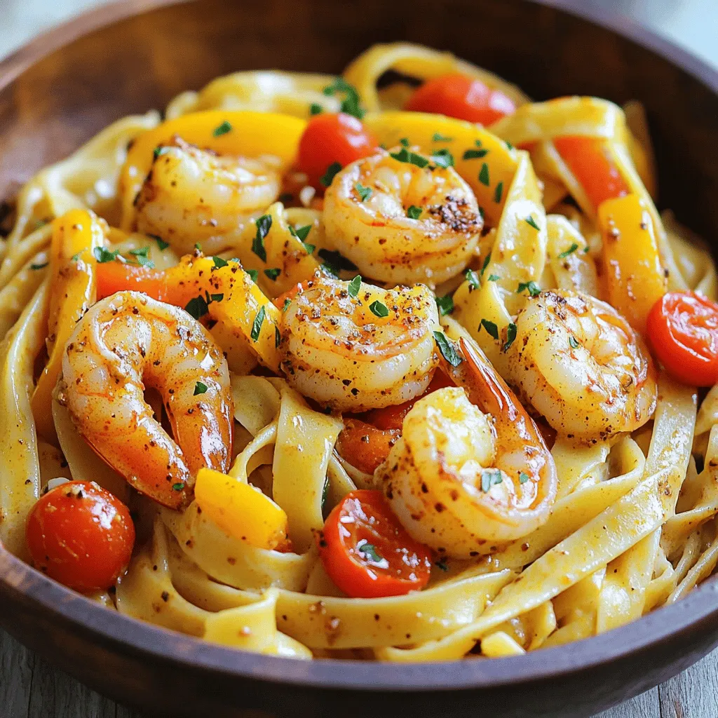 - 230 g Fettuccine-Pasta - 450 g große Garnelen, geschält und entdarmt - 2 Esslöffel Cajun-Gewürz - 2 Esslöffel Olivenöl - 1 Paprika (rot oder gelb), in Scheiben geschnitten - 1 mittelgroße Zwiebel, gehackt - 3 Knoblauchzehen, fein gehackt - 150 g Cocktailtomaten, halbiert - 240 ml Schlagsahne Um dieses leckere Gericht zu machen, brauchen Sie frische Zutaten. Fettuccine-Pasta ist perfekt für die Sauce. Die großen Garnelen geben dem Gericht einen tollen Geschmack. Cajun-Gewürz sorgt für die nötige Schärfe. Öl hilft, das Gemüse und die Garnelen gut zu braten. Paprika und Zwiebeln bringen Farbe und Süße ins Spiel. Der Knoblauch fügt einen tollen Duft hinzu. Die Cocktailtomaten machen die Sauce frisch und saftig. Schließlich rundet die Schlagsahne alles ab und macht es cremig. Sie finden die vollständige Anleitung im Full Recipe. Um die Fettuccine perfekt zu kochen, bringe einen großen Topf mit gesalzenem Wasser zum Kochen. Gib die Fettuccine hinein und koche sie laut der Verpackung bis sie al dente sind. Das dauert normalerweise etwa 8 bis 10 Minuten. Danach gieße die Pasta in ein Sieb ab und stelle sie beiseite. Nimm die Garnelen und lege sie in eine große Schüssel. Bestreue sie gleichmäßig mit Cajun-Gewürz. Mische alles gut, damit jede Garnele den würzigen Geschmack aufnimmt. Für das Gemüse erhitze in einer großen Pfanne das Olivenöl bei mittlerer Hitze. Füge die gehackte Zwiebel und die Paprikastücke hinzu. Brate sie für etwa 3 bis 4 Minuten, bis sie weich werden. Dann füge den fein gehackten Knoblauch und die halbierten Cocktailtomaten hinzu. Koche alles für weitere 2 bis 3 Minuten, bis der Knoblauch duftet und die Tomaten weich werden. Schiebe das Gemüse an die Seite der Pfanne. Lege die gewürzten Garnelen in die freie Fläche. Koche die Garnelen für etwa 2 bis 3 Minuten auf jeder Seite, bis sie rosa und undurchsichtig sind. Gieße dann die Schlagsahne in die Pfanne. Rühre alles gut um, damit sich die Sauce mit den Garnelen und dem Gemüse verbindet. Lass die Mischung 2 bis 3 Minuten köcheln, damit sie dickflüssiger wird. Füge schließlich die gekochte Fettuccine in die Pfanne hinzu. Vermische alles gründlich, damit die Pasta gleichmäßig mit der cremigen Sauce bedeckt ist. Rühre den geriebenen Parmesan ein und würze nach Geschmack mit Salz und Pfeffer. Für das vollständige Rezept, siehe [Full Recipe]. Um die besten Garnelen zu wählen, achte auf die Größe. Große Garnelen haben mehr Geschmack. Sie sollten frisch riechen und eine feste Textur haben. Die Garzeit für Garnelen beträgt nur 2-3 Minuten pro Seite. Sie sind fertig, wenn sie rosa und undurchsichtig sind. Überkoche sie nicht, da sie sonst gummiartig werden. Du kannst die Sauce nach deinem Geschmack anpassen. Füge mehr Schlagsahne hinzu, um sie cremiger zu machen. Ein Spritzer Zitronensaft bringt Frische. Verwende frische Kräuter wie Basilikum oder Schnittlauch für mehr Aroma. Auch etwas Cayennepfeffer gibt der Sauce einen extra Kick. Serviere die Pasta auf großen Tellern oder in Schalen. Garniere sie mit frischer Petersilie. Das sieht schön aus und gibt einen frischen Geschmack. Eine Beilage wie ein grüner Salat passt gut dazu. Für mehr Fülle kannst du auch knuspriges Brot reichen. Erfahre mehr über die Zubereitung in meinem Full Recipe. {{image_4}} Wenn Sie eine vegetarische Variante der Spicy Cajun Shrimp Pasta möchten, können Sie die Garnelen leicht ersetzen. Dafür bieten sich folgende Optionen an: - Tofu: Schneiden Sie festen Tofu in Würfel und braten Sie ihn an. - Pilze: Verwenden Sie Champignons oder Portobello für einen herzhaften Geschmack. Zusätzlich können Sie einige frische Gemüsesorten hinzufügen, um die Pasta aufzufrischen: - Zucchini: In Scheiben schneiden und kurz anbraten. - Spinat: Am Ende der Garzeit hinzufügen, damit er welkt. Möchten Sie die Schärfe Ihrer Pasta steigern? Das ist ganz einfach! Hier sind einige Tipps: - Fügen Sie einen Teelöffel Cayennepfeffer oder Chilipulver zu den Garnelen hinzu, um den Kick zu erhöhen. - Nutzen Sie scharfe Saucen wie Tabasco oder Sriracha. Ein Spritzer kann viel bewirken. Diese Ergänzungen geben Ihrer Pasta einen zusätzlichen, feurigen Geschmack, der Ihre Geschmacksnerven kitzelt. Für eine glutenfreie Variante gibt es viele gute Möglichkeiten: - Glutenfreie Pasta: Es gibt viele Sorten aus Linsen oder Reis, die gut schmecken. - Zutaten: Stellen Sie sicher, dass alle anderen Zutaten, wie die Gewürze und die Sahne, auch glutenfrei sind. Diese Optionen ermöglichen es jedem, das Gericht zu genießen, ohne auf den Geschmack zu verzichten. Wenn Sie mehr Informationen wünschen, schauen Sie sich das [Full Recipe] an. Um die Reste der Spicy Cajun Shrimp Pasta richtig zu lagern, sollten Sie die Pasta in einen luftdichten Behälter geben. Lassen Sie die Mischung zuerst auf Raumtemperatur abkühlen. Dann können Sie den Behälter in den Kühlschrank stellen. So bleibt die Pasta frisch. Die zubereitete Speise hält sich etwa 3 bis 4 Tage im Kühlschrank. Achten Sie darauf, die Reste gut zu kennzeichnen, damit Sie wissen, wann sie zubereitet wurden. Wenn es Zeit ist, die Spaghetti Cajun Garnelen Pasta wieder zu essen, gibt es ein paar einfache Methoden, um sie sicher aufzuwärmen. Eine gute Option ist, die Pasta in eine Pfanne mit etwas Wasser oder Brühe zu geben. Erhitzen Sie die Mischung bei mittlerer Hitze, während Sie sie vorsichtig umrühren. Vermeiden Sie es, die Pasta zu Überkochen. Überhitzen kann die Textur der Garnelen und der Pasta ruinieren. Schauen Sie, dass alles gleichmäßig warm ist, aber nicht kocht. So bleibt das Gericht lecker und frisch. Die Zubereitung von Spicy Cajun Shrimp Pasta dauert insgesamt 30 Minuten. Davon sind 10 Minuten für die Vorbereitung und 20 Minuten für das Kochen. Du kannst alles einfach in einer Pfanne zubereiten, was dir Zeit spart. Ja, du kannst die Garnelen ersetzen. Einige gute Alternativen sind Hähnchenbrust, Tofu oder Jakobsmuscheln. Hähnchenbrust solltest du klein schneiden und anbraten. Tofu kannst du in Würfel schneiden und gut würzen. Jakobsmuscheln sind eine leckere Meeresfrüchte-Option. Ja, das Rezept hat eine gute Schärfe durch das Cajun-Gewürz. Wenn du es milder magst, verwende weniger Gewürz. Füge mehr Sahne hinzu, um die Schärfe zu reduzieren. Für einen extra Kick kannst du auch scharfe Soßen oder frische Chilischoten hinzufügen. Du kannst Spicy Cajun Shrimp Pasta in vielen Restaurants finden. Suche nach italienischen oder kreolischen Restaurants in deiner Nähe. Viele bieten dieses Gericht an. Einige beliebte Ketten und lokale Lokale haben oft leckere Versionen auf ihrer Speisekarte. Zusammenfassend bietet dieses Rezept eine einfache Anleitung für Spicy Cajun Shrimp Pasta. Sie haben gelernt, welche Zutaten Sie benötigen, wie Sie sie zubereiten und welche Variationen möglich sind. Denken Sie daran, die Technik beim Kochen der Garnelen zu beachten. Mit den richtigen Tipps können Sie das Gericht nach Ihrem Geschmack anpassen. Ob für ein schnelles Abendessen oder eine besondere Gelegenheit, diese Pasta wird Ihre Gäste begeistern. Lassen Sie Ihrer Kreativität freien Lauf und genießen Sie dieses schmackhafte Gericht!