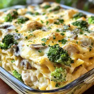 - 2 Tassen gekochte Pasta (Penne oder Rotini) - 450 g Hähnchenbrust, gewürfelt - 225 g Champignons, in Scheiben geschnitten - 2 Tassen Brokkoliröschen (frisch oder gefroren) Die Hauptzutaten sind einfach zu finden. Pasta gibt dem Auflauf Struktur und Fülle. Ich wähle gerne Penne. Sie halten die Soße gut fest. Hähnchenbrust sorgt für einen zarten Biss. Champignons bringen einen herzhaften Geschmack. Brokkoli fügt eine schöne Farbe und Nährstoffe hinzu. - 720 ml Alfredo-Soße (gekauft oder selbstgemacht) - 100 g geriebener Mozzarella-Käse - 50 g geriebener Parmesan-Käse - 2 Esslöffel Olivenöl Die Alfredo-Soße macht das Gericht cremig und lecker. Man kann sie kaufen oder selbst zubereiten. Mozzarella und Parmesan geben die goldene Kruste. Olivenöl hilft, das Hähnchen zu braten und fügt Geschmack hinzu. - 2 Knoblauchzehen, fein gehackt - Salz und Pfeffer nach Geschmack - 1 Teelöffel italienische Gewürzmischung - Frische Petersilie zur Garnitur (optional) Knoblauch bringt einen tollen Duft ins Gericht. Salz und Pfeffer sind wichtig für den Geschmack. Die italienische Gewürzmischung gibt dem Auflauf ein besonderes Aroma. Frische Petersilie kann man zum Schluss hinzufügen. Sie sieht schön aus und schmeckt frisch. Für das komplette Rezept schauen Sie bitte in die [Full Recipe]. - Heizen Sie den Ofen auf 190°C vor. - Fetten Sie eine 23x33 cm große Auflaufform ein. - Erhitzen Sie das Olivenöl in einer großen Pfanne. - Fügen Sie das gewürzte Hähnchen hinzu und braten Sie es, bis es gar ist. - Geben Sie den Knoblauch und die Champignons in die Pfanne und braten Sie sie mit. - Fügen Sie die Brokkoliröschen hinzu und kochen Sie sie kurz. - Rühren Sie die Pasta und die Alfredo-Soße zügig unter. - Gießen Sie die Mischung in die Auflaufform und streuen Sie den Käse darüber. - Backen Sie den Auflauf 25-30 Minuten im vorgeheizten Ofen. - Lassen Sie ihn vor dem Servieren 5 Minuten ruhen. - Verwenden Sie frische Kräuter für mehr Geschmack. Frische Kräuter wie Basilikum oder Thymian geben Ihrem Auflauf einen tollen Kick. - Achten Sie darauf, die Pasta al dente zu kochen. Al dente Pasta bleibt fest und sorgt für eine bessere Textur im Auflauf. - Kombinieren Sie verschiedene Käsesorten für einen intensiveren Geschmack. Mozzarella und Parmesan zusammen bieten eine tolle Mischung. - Geriebenen Käse gleichmäßig streuen für eine schöne Kruste. So wird der Käse gleichmäßig schmelzen und goldbraun werden. - Mit frischer Petersilie garnieren für einen Farbtupfer. Das macht den Auflauf appetitlicher und frischer. - Reichen Sie einen grünen Salat oder Gebäck als Beilage. Ein leichter Salat ergänzt die Cremigkeit des Auflaufs perfekt. Für das vollständige Rezept, schauen Sie sich die Full Recipe an. {{image_4}} Sie können das Hähnchen in diesem Rezept einfach ersetzen. Verwenden Sie Putenbrust für einen mageren Geschmack. Wenn Sie eine vegetarische Option wollen, nutzen Sie vegetarisches Hackfleisch. Das gibt dem Auflauf eine tolle Textur. Sie können auch Schinken oder Speck hinzufügen. Diese bringen einen herzhaften Geschmack, der viele begeistert. Verschiedene Gemüsesorten machen Ihren Auflauf spannend. Zucchini oder Paprika bringen Farbe und Geschmack. Wenn Sie noch mehr Nährstoffe möchten, fügen Sie Spinat oder Erbsen hinzu. Diese sind gesund und leicht zuzubereiten. Ihr Auflauf wird dadurch noch leckerer und bunter. Die Pasta ist wichtig für den Auflauf. Probieren Sie andere Sorten wie Fusilli oder Farfalle. Diese Formen halten die Soße gut. Wenn Sie glutenfrei essen, gibt es viele glutenfreie Pastaoptionen. Diese sind eine gute Wahl für Menschen mit Allergien. Für das komplette Rezept schauen Sie sich das [Full Recipe] an. - Bewahren Sie den Auflauf in einem luftdichten Behälter auf. So bleibt er bis zu 3 Tage frisch. - Erhitzen Sie den Auflauf gut, bevor Sie ihn essen. Das sorgt für den besten Geschmack. - Teilen Sie den Auflauf in Portionen auf. Das macht die spätere Mahlzeitplanung einfacher. - Lassen Sie ihn vor dem Servieren im Kühlschrank auftauen. So bleibt die Textur gut. - Erwärmen Sie den Auflauf im Ofen bei 180°C. Das sorgt für beste Ergebnisse. - Die Mikrowelle geht schnell, aber die Textur kann sich verändern. Achten Sie darauf! Die Zubereitung dauert insgesamt 45 Minuten. Die Vorbereitungszeit beträgt 15 Minuten. In dieser Zeit schneiden Sie das Hähnchen und das Gemüse. Während die Pasta kocht, können Sie die Alfredo-Soße vorbereiten. So bleibt alles schnell und einfach. Ja, eine hausgemachte Alfredo-Soße ist einfach zu machen und schmeckt besser. Sie brauchen nur Butter, Sahne und Parmesan. Schmelzen Sie die Butter in einem Topf, fügen Sie die Sahne hinzu und rühren Sie den Käse ein. Diese frische Soße hebt den Geschmack Ihres Auflaufs. Ein grüner Salat oder Knoblauchbrot ergänzen das Gericht hervorragend. Der frische Salat bringt eine knackige Textur. Das Knoblauchbrot ist perfekt, um die köstliche Soße aufzusaugen. Beide Optionen machen das Essen noch leckerer und runder. Ja, der Auflauf lässt sich gut im Voraus zubereiten und aufbewahren. Sie können ihn in Portionen aufteilen und im Kühlschrank lagern. So haben Sie jederzeit eine schnelle und leckere Mahlzeit bereit. Ideal für stressige Tage im Alltag! Der Auflauf aus Hähnchen und Champignons ist einfach zuzubereiten und lecker. Wir haben alle Hauptzutaten wie Pasta, Hähnchen und Gemüse besprochen. Die Kombination mit Alfredo-Soße macht das Gericht cremig und sättigend. Variationen mit verschiedenen Fleisch- oder Gemüsesorten bieten Vielfalt. Auch die Tipps zur Lagerung helfen bei der Planung. Experimentiere mit deinen Lieblingszutaten, um dein eigenes Rezept zu kreieren. Der Auflauf ist perfekt für eine schnelle Mahlzeit und bleibt frisch im Kühlschrank oder Gefrierfach. Genuss ist garantiert!