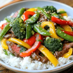 - 450 g Flankensteak - 2 Esslöffel Sojasauce - 1 Esslöffel Maisstärke Die Hauptzutaten sind einfach zu beschaffen. Flankensteak gibt dem Gericht einen tollen Geschmack. Ich empfehle, das Fleisch dünn zu schneiden. So wird das Fleisch zart und nimmt die Marinade gut auf. Die Sojasauce bringt umami und Tiefe in den Geschmack. Maisstärke hilft, das Fleisch zu marinieren und gibt ihm eine schöne Textur. - Rote und gelbe Paprika - Brokkoli-Röschen - Zuckerschoten Gemüse macht das Gericht frisch und bunt. Rote und gelbe Paprika sorgen für Süße und Farbe. Brokkoli-Röschen sind knackig und nahrhaft. Zuckerschoten fügen eine süße Knackigkeit hinzu. Ich schneide das Gemüse in gleich große Stücke. So garen sie gleichmäßig und sehen toll aus. - Pflanzenöl - Austernsauce - Sesamöl Die Wahl der Öle ist wichtig. Pflanzenöl hat einen hohen Rauchpunkt und eignet sich gut zum Braten. Austernsauce gibt dem Gericht einen speziellen Geschmack. Sesamöl fügt ein nussiges Aroma hinzu. Ich verwende eine Mischung aus diesen Ölen. So wird das Gericht aromatischer und hat eine schöne Textur. Für das vollständige Rezept, schauen Sie sich die [Full Recipe] an. Für die Marinade mische ich das Flankensteak mit Sojasauce und Maisstärke. Diese Mischung macht das Fleisch zart. Lass das Rindfleisch für 15 Minuten marinieren. Während es zieht, kannst du das Gemüse vorbereiten. Heize die Pfanne oder den Wok auf hohe Hitze vor. Füge einen Esslöffel Pflanzenöl hinzu. Gib das marinierte Rindfleisch in die Pfanne und brate es 3-4 Minuten. Rühre dabei gut um, bis das Fleisch gebräunt und durchgegart ist. Nimm das Fleisch aus der Pfanne und stelle es beiseite. In der gleichen Pfanne kommt das restliche Pflanzenöl hinein. Ich gebe den gehackten Knoblauch und den geriebenen Ingwer dazu. Brate sie für etwa 30 Sekunden, bis sie duften. Jetzt ist es Zeit für das Gemüse! Füge die geschnittenen Paprika, Brokkoli und Zuckerschoten hinzu und brate alles 5-7 Minuten. Das Gemüse sollte leuchtend und zart-knackig sein. Gib das gebratene Rindfleisch zurück in die Pfanne. Jetzt kommt die Austernsauce und das Sesamöl dazu. Würze mit Salz und Pfeffer. Mische alles gut durch und lasse es 1-2 Minuten erhitzen. So wird das Fleisch und das Gemüse gleichmäßig mit der Sauce überzogen. Für das vollständige Rezept, schau dir die Full Recipe an. Um das Rindfleisch perfekt zu braten, achte auf die Hitze. Erhitze die Pfanne gut, damit das Fleisch schnell bräunt. Eine hohe Temperatur sorgt für eine schöne Kruste. Brate das Fleisch nicht zu lange, sonst wird es zäh. Etwa drei bis vier Minuten sind ideal. Schneide das Fleisch immer gegen die Faser. So bleibt es zart und saftig. Du kannst viele verschiedene Gemüsesorten verwenden. Brokkoli ist toll, aber auch Karotten und Zucchini passen gut. Probiere auch grüne Bohnen oder Pilze. Diese bringen nicht nur Farbe, sondern auch neuen Geschmack. Mixe die Farben, um dein Gericht lebendig zu machen. Einbiss von verschiedenen Gemüsesorten macht dein Essen spannender. Serviere dein Beef Stir Fry über gekochtem Reis oder Nudeln. Beides passt gut zu der würzigen Sauce. Du kannst das Gericht in großen Schalen anrichten. Für eine schöne Präsentation, garniere es mit frischem Koriander oder Sesamkörnern. Diese kleinen Extras machen viel aus und ziehen die Blicke an. Wenn du mehr über die Zubereitung erfahren möchtest, schau dir das vollständige Rezept an. {{image_4}} Wenn du eine vegetarische Variante magst, probiere Tofu. Tofu hat eine tolle Textur. Du kannst ihn in Würfel schneiden und anstelle von Rindfleisch verwenden. Marinieren hilft, den Geschmack zu verbessern. Du kannst auch dein Gemüse anpassen. Nimm zum Beispiel Karotten oder Zucchini. Diese Gemüsesorten geben dem Gericht Farbe und Geschmack. Du kannst viele verschiedene Saucen verwenden. Sojasauce, Teriyaki oder sogar BBQ-Sauce sind großartig. Jede Sauce bringt ihren eigenen Geschmack. Wenn du es schärfer magst, füge Chili oder Sriracha hinzu. Schärfe macht das Gericht aufregender. Probiere es aus, um zu sehen, was dir am besten schmeckt. Wenn du Reste hast, nutze sie gut. Du kannst das Beef Stir Fry als Füllung für Wraps verwenden. Das schmeckt frisch und lecker. Eine andere Idee ist, es mit Salaten zu kombinieren. Das macht dein Salatgericht sättigender. So verwandelst du Reste in neue, köstliche Mahlzeiten. - Die maximale Aufbewahrungsdauer für dein Beef Stir Fry beträgt drei bis vier Tage. - Verwende luftdichte Behälter, um die Frische zu bewahren. Glasbehälter sind ideal für die Lagerung. - Um das Gericht einzufrieren, lasse es zuerst abkühlen. Fülle es dann in gefrierfeste Beutel oder Behälter. - Achte darauf, die Luft herauszudrücken, um Gefrierbrand zu vermeiden. - Du kannst das Gericht in der Mikrowelle oder in der Pfanne aufwärmen. - In der Mikrowelle, erwärme es in Intervallen von 1-2 Minuten. In der Pfanne, füge einen Schuss Wasser hinzu, um das Gericht feucht zu halten. - Um den Geschmack zu erhalten, wärme es langsam und rühre oft um. Das Rindfleisch-Wokgericht kann im Kühlschrank bis zu drei Tage aufbewahrt werden. Achte darauf, es in einem luftdichten Behälter zu lagern. So bleibt es frisch und lecker. Wenn du das Gericht länger aufbewahren möchtest, friere es ein. Im Gefrierfach hält es sich bis zu drei Monate. Zum Aufwärmen empfehle ich die Mikrowelle oder eine Pfanne. So bleibt der Geschmack erhalten. Ja, du kannst das Rezept gut vorbereiten. Die Marinade für das Rindfleisch kannst du bis zu einen Tag im Voraus machen. Das spart Zeit beim Kochen. Auch das Gemüse kannst du schon schneiden und im Kühlschrank lagern. So hast du alles bereit, wenn du das Gericht zubereitest. Die Vorbereitungszeit beträgt etwa 15 Minuten. Wenn du kein Flankensteak hast, gibt es viele Alternativen. Du kannst Rinderfilet oder Hüftsteak verwenden. Auch Hähnchenbrust ist eine gute Wahl, wenn du eine leichtere Option suchst. Für eine vegetarische Variante eignet sich Tofu, der gut die Aromen aufnimmt. In diesem Artikel habe ich die besten Zutaten für ein Rindfleisch-Wokgericht vorgestellt. Wir haben wichtige Schritte für die Zubereitung erklärt und hilfreiche Tipps geteilt. Es ist einfach, das Gericht anzupassen und kreativ zu sein. Ob vegetarische Optionen oder Gewürzvariationen, du kannst vieles ausprobieren. Denke auch an die Aufbewahrung, damit dein Essen frisch bleibt. Mit diesen Ratschlägen wird dein Wokgericht sicher ein Hit. Lass deiner Kreativität freien Lauf und genieße jede Bissen!