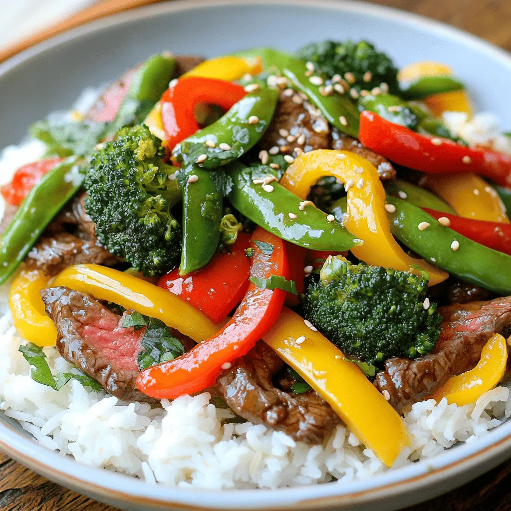 - 450 g Flankensteak - 2 Esslöffel Sojasauce - 1 Esslöffel Maisstärke Die Hauptzutaten sind einfach zu beschaffen. Flankensteak gibt dem Gericht einen tollen Geschmack. Ich empfehle, das Fleisch dünn zu schneiden. So wird das Fleisch zart und nimmt die Marinade gut auf. Die Sojasauce bringt umami und Tiefe in den Geschmack. Maisstärke hilft, das Fleisch zu marinieren und gibt ihm eine schöne Textur. - Rote und gelbe Paprika - Brokkoli-Röschen - Zuckerschoten Gemüse macht das Gericht frisch und bunt. Rote und gelbe Paprika sorgen für Süße und Farbe. Brokkoli-Röschen sind knackig und nahrhaft. Zuckerschoten fügen eine süße Knackigkeit hinzu. Ich schneide das Gemüse in gleich große Stücke. So garen sie gleichmäßig und sehen toll aus. - Pflanzenöl - Austernsauce - Sesamöl Die Wahl der Öle ist wichtig. Pflanzenöl hat einen hohen Rauchpunkt und eignet sich gut zum Braten. Austernsauce gibt dem Gericht einen speziellen Geschmack. Sesamöl fügt ein nussiges Aroma hinzu. Ich verwende eine Mischung aus diesen Ölen. So wird das Gericht aromatischer und hat eine schöne Textur. Für das vollständige Rezept, schauen Sie sich die [Full Recipe] an. Für die Marinade mische ich das Flankensteak mit Sojasauce und Maisstärke. Diese Mischung macht das Fleisch zart. Lass das Rindfleisch für 15 Minuten marinieren. Während es zieht, kannst du das Gemüse vorbereiten. Heize die Pfanne oder den Wok auf hohe Hitze vor. Füge einen Esslöffel Pflanzenöl hinzu. Gib das marinierte Rindfleisch in die Pfanne und brate es 3-4 Minuten. Rühre dabei gut um, bis das Fleisch gebräunt und durchgegart ist. Nimm das Fleisch aus der Pfanne und stelle es beiseite. In der gleichen Pfanne kommt das restliche Pflanzenöl hinein. Ich gebe den gehackten Knoblauch und den geriebenen Ingwer dazu. Brate sie für etwa 30 Sekunden, bis sie duften. Jetzt ist es Zeit für das Gemüse! Füge die geschnittenen Paprika, Brokkoli und Zuckerschoten hinzu und brate alles 5-7 Minuten. Das Gemüse sollte leuchtend und zart-knackig sein. Gib das gebratene Rindfleisch zurück in die Pfanne. Jetzt kommt die Austernsauce und das Sesamöl dazu. Würze mit Salz und Pfeffer. Mische alles gut durch und lasse es 1-2 Minuten erhitzen. So wird das Fleisch und das Gemüse gleichmäßig mit der Sauce überzogen. Für das vollständige Rezept, schau dir die Full Recipe an. Um das Rindfleisch perfekt zu braten, achte auf die Hitze. Erhitze die Pfanne gut, damit das Fleisch schnell bräunt. Eine hohe Temperatur sorgt für eine schöne Kruste. Brate das Fleisch nicht zu lange, sonst wird es zäh. Etwa drei bis vier Minuten sind ideal. Schneide das Fleisch immer gegen die Faser. So bleibt es zart und saftig. Du kannst viele verschiedene Gemüsesorten verwenden. Brokkoli ist toll, aber auch Karotten und Zucchini passen gut. Probiere auch grüne Bohnen oder Pilze. Diese bringen nicht nur Farbe, sondern auch neuen Geschmack. Mixe die Farben, um dein Gericht lebendig zu machen. Einbiss von verschiedenen Gemüsesorten macht dein Essen spannender. Serviere dein Beef Stir Fry über gekochtem Reis oder Nudeln. Beides passt gut zu der würzigen Sauce. Du kannst das Gericht in großen Schalen anrichten. Für eine schöne Präsentation, garniere es mit frischem Koriander oder Sesamkörnern. Diese kleinen Extras machen viel aus und ziehen die Blicke an. Wenn du mehr über die Zubereitung erfahren möchtest, schau dir das vollständige Rezept an. {{image_4}} Wenn du eine vegetarische Variante magst, probiere Tofu. Tofu hat eine tolle Textur. Du kannst ihn in Würfel schneiden und anstelle von Rindfleisch verwenden. Marinieren hilft, den Geschmack zu verbessern. Du kannst auch dein Gemüse anpassen. Nimm zum Beispiel Karotten oder Zucchini. Diese Gemüsesorten geben dem Gericht Farbe und Geschmack. Du kannst viele verschiedene Saucen verwenden. Sojasauce, Teriyaki oder sogar BBQ-Sauce sind großartig. Jede Sauce bringt ihren eigenen Geschmack. Wenn du es schärfer magst, füge Chili oder Sriracha hinzu. Schärfe macht das Gericht aufregender. Probiere es aus, um zu sehen, was dir am besten schmeckt. Wenn du Reste hast, nutze sie gut. Du kannst das Beef Stir Fry als Füllung für Wraps verwenden. Das schmeckt frisch und lecker. Eine andere Idee ist, es mit Salaten zu kombinieren. Das macht dein Salatgericht sättigender. So verwandelst du Reste in neue, köstliche Mahlzeiten. - Die maximale Aufbewahrungsdauer für dein Beef Stir Fry beträgt drei bis vier Tage. - Verwende luftdichte Behälter, um die Frische zu bewahren. Glasbehälter sind ideal für die Lagerung. - Um das Gericht einzufrieren, lasse es zuerst abkühlen. Fülle es dann in gefrierfeste Beutel oder Behälter. - Achte darauf, die Luft herauszudrücken, um Gefrierbrand zu vermeiden. - Du kannst das Gericht in der Mikrowelle oder in der Pfanne aufwärmen. - In der Mikrowelle, erwärme es in Intervallen von 1-2 Minuten. In der Pfanne, füge einen Schuss Wasser hinzu, um das Gericht feucht zu halten. - Um den Geschmack zu erhalten, wärme es langsam und rühre oft um. Das Rindfleisch-Wokgericht kann im Kühlschrank bis zu drei Tage aufbewahrt werden. Achte darauf, es in einem luftdichten Behälter zu lagern. So bleibt es frisch und lecker. Wenn du das Gericht länger aufbewahren möchtest, friere es ein. Im Gefrierfach hält es sich bis zu drei Monate. Zum Aufwärmen empfehle ich die Mikrowelle oder eine Pfanne. So bleibt der Geschmack erhalten. Ja, du kannst das Rezept gut vorbereiten. Die Marinade für das Rindfleisch kannst du bis zu einen Tag im Voraus machen. Das spart Zeit beim Kochen. Auch das Gemüse kannst du schon schneiden und im Kühlschrank lagern. So hast du alles bereit, wenn du das Gericht zubereitest. Die Vorbereitungszeit beträgt etwa 15 Minuten. Wenn du kein Flankensteak hast, gibt es viele Alternativen. Du kannst Rinderfilet oder Hüftsteak verwenden. Auch Hähnchenbrust ist eine gute Wahl, wenn du eine leichtere Option suchst. Für eine vegetarische Variante eignet sich Tofu, der gut die Aromen aufnimmt. In diesem Artikel habe ich die besten Zutaten für ein Rindfleisch-Wokgericht vorgestellt. Wir haben wichtige Schritte für die Zubereitung erklärt und hilfreiche Tipps geteilt. Es ist einfach, das Gericht anzupassen und kreativ zu sein. Ob vegetarische Optionen oder Gewürzvariationen, du kannst vieles ausprobieren. Denke auch an die Aufbewahrung, damit dein Essen frisch bleibt. Mit diesen Ratschlägen wird dein Wokgericht sicher ein Hit. Lass deiner Kreativität freien Lauf und genieße jede Bissen!
