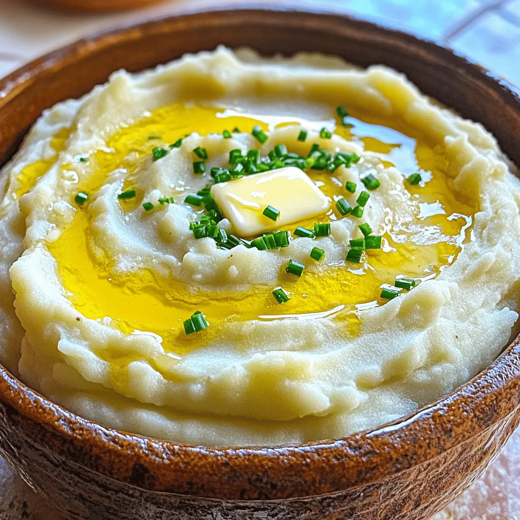 - 900 g mehligkochende Kartoffeln - 4 Knoblauchzehen - 115 g ungesalzene Butter - 240 ml Schlagsahne - 120 g Frischkäse - Salz und Pfeffer - Frische Schnittlauch, gehackt Um cremige Knoblauch-Kartoffelpüree zu machen, benötigen Sie einige einfache Zutaten. Die Hauptbestandteile sind mehligkochende Kartoffeln, die für eine luftige Textur sorgen. Verwenden Sie frischen Knoblauch für den besten Geschmack. Ungesalzene Butter bringt eine reichhaltige cremige Note ins Püree. Für zusätzliche Cremigkeit fügen Sie Schlagsahne und Frischkäse hinzu. Diese Zutaten sorgen für eine tolle Konsistenz und reichen Geschmack. Abschließend würzen Sie das Püree mit Salz und Pfeffer. Frischer, gehackter Schnittlauch gibt eine schöne Farbe und einen frischen Geschmack dazu. Wenn Sie nach dem vollständigen Rezept suchen, schauen Sie sich das Full Recipe für cremige Knoblauch-Kartoffelpüree an. Zuerst schälst du die Kartoffeln. Schneide sie in kleine Würfel. Gib die gewürfelten Kartoffeln in einen großen Topf. Fülle den Topf mit kaltem Wasser. Eine Prise Salz sorgt für Geschmack. Koche die Kartoffeln bei mittlerer Hitze. Lass sie etwa 15 bis 20 Minuten köcheln, bis sie weich sind. Teste mit einer Gabel, ob sie zart sind. Wenn sie fertig sind, gieße das Wasser ab. Gib die Kartoffeln zurück in den Topf. In einem kleinen Topf schmelze die Butter. Füge die gehackten Knoblauchzehen hinzu. Sautiere den Knoblauch etwa 1 bis 2 Minuten. Achte darauf, dass der Knoblauch nicht braun wird. Gieße die Mischung über die Kartoffeln. Jetzt ist es Zeit, das Püree zu machen. Benutze einen Kartoffelstampfer oder einen Mixer. Mische die Kartoffeln, bis sie glatt sind. Wenn das Püree zu dick ist, füge mehr Schlagsahne hinzu. So erreichst du die gewünschte Konsistenz. Schmecke das Püree mit Salz und Pfeffer ab. Vermische alles gut. Gib das Kartoffelpüree in eine Servierschüssel. Streue frisch gehackten Schnittlauch darüber. Das bringt Farbe und zusätzlichen Geschmack. - Verwenden Sie mehr Schlagsahne. Sie macht das Püree noch glatter. - Wählen Sie mehligkochende Kartoffeln. Diese ergeben ein feineres Püree. - Fügen Sie Gewürze wie Muskatnuss oder Pfeffer hinzu. Diese heben den Geschmack. - Frischer Knoblauch ist der Schlüssel. Er gibt ein besseres Aroma als Pulver. - Präsentieren Sie das Püree in einer schönen Schüssel. Ein Stück Butter darauf macht es noch einladender. - Kombinieren Sie es mit Fleischgerichten oder Gemüse. Es passt gut zu vielen Hauptspeisen. {{image_4}} Fügen Sie frische Kräuter hinzu, um das Püree zu verfeinern. Rosmarin und Thymian sind perfekt. Sie geben einen schönen Geschmack. Hacken Sie die Kräuter fein und mischen Sie sie unter das Püree. Dies macht das Gericht noch aromatischer. Experimentieren Sie mit verschiedenen Kräutern für neue Geschmäcker. Eine köstliche Variante ist das Käse-Püree. Fügen Sie verschiedene Käsesorten hinzu, um den Geschmack zu verändern. Cheddar, Parmesan oder Gouda sind tolle Optionen. Der Käse schmilzt gut und macht das Püree besonders cremig. Probieren Sie, den Käse nach dem Stampfen der Kartoffeln einzurühren. So bleibt er schön geschmolzen. Für eine vegane Option verwenden Sie Pflanzenbutter und pflanzliche Sahne. Diese Zutaten machen das Püree ebenso cremig. Sie sind eine großartige Wahl für alle, die auf tierische Produkte verzichten. Achten Sie darauf, dass die Pflanzenprodukte gut vermischt werden. So erhalten Sie eine wunderbare, samtige Textur. Um dein cremiges Knoblauch-Kartoffelpüree frisch zu halten, lagere es in einem luftdichten Behälter. Achte darauf, dass der Behälter sauber ist. Du kannst das Püree bis zu drei Tage im Kühlschrank aufbewahren. Vor dem Servieren solltest du das Püree gut umrühren. So verteilt sich die cremige Konsistenz wieder gleichmäßig. Wenn du Reste hast, kannst du das Püree auch einfrieren. Fülle es in einen gefriergeeigneten Behälter oder in Gefrierbeutel. Vergiss nicht, die Luft herauszudrücken, um Gefrierbrand zu vermeiden. Das Püree hält sich bis zu drei Monate im Gefrierfach. Um die beste Textur zu erhalten, solltest du es portionsweise einfrieren. Wenn du das Püree wieder aufwärmen möchtest, gibt es einige gute Methoden. Du kannst es in einem Topf auf dem Herd bei niedriger Hitze erwärmen. Füge bei Bedarf etwas Milch oder Sahne hinzu, um die Cremigkeit zu verbessern. Eine andere Option ist die Mikrowelle. Erhitze es in kurzen Intervallen und rühre zwischendurch um. So wird das Püree gleichmäßig warm. Um cremiges Kartoffelpüree zu machen, wähle mehligkochende Kartoffeln. Diese sorgen für eine flauschige Textur. Koche die Kartoffeln gut, bis sie sehr weich sind. Achte darauf, sie abtropfen zu lassen, bevor du sie pürierst. Füge warme Butter und Sahne hinzu. Mixe alles gut, um eine glatte Konsistenz zu erreichen. Wenn du mehr Creme möchtest, füge mehr Sahne hinzu. Häufige Fehler sind zu wenig Flüssigkeit oder zu lange Kochen. Wenn du die Kartoffeln zu lange kochst, werden sie wässrig. Achte darauf, die richtige Menge Sahne und Butter zu verwenden. Wenn das Püree zu dick ist, füge nach Belieben mehr Flüssigkeit hinzu. Auch das falsche Kartoffelsort kann die Konsistenz beeinflussen. Ja, du kannst das Rezept im Voraus machen. Bereite das Püree und lass es abkühlen. Dann fülle es in einen Behälter und stelle es in den Kühlschrank. Du kannst das Püree bis zu zwei Tage im Kühlschrank aufbewahren. Zum Aufwärmen, füge etwas Sahne hinzu und erwärme es langsam. Die besten Kartoffeln sind mehligkochende Sorten wie Russet oder Idaho. Sie haben einen höheren Stärkegehalt und sorgen für eine gute Textur. Wachsartige Kartoffeln sind nicht ideal, da sie ein gummiartiges Püree ergeben können. Ja, Knoblauch passt hervorragend zu Kartoffelpüree. Er gibt einen tollen Geschmack. Du kannst frischen Knoblauch verwenden oder auch gerösteten für eine süßere Note. Weitere Ideen sind, Kräuter wie Rosmarin oder Thymian hinzuzufügen. Das vollständige Rezept für cremige Knoblauchkartoffelpüree findest du in der Rezeptbeschreibung. Zusammengefasst haben wir die besten Tipps für cremiges Kartoffelpüree durchgearbeitet. Wir besprachen die Hauptzutaten wie Kartoffeln, Knoblauch und Butter. Ich erklärte, wie du das Püree perfekt zubereitest und lagerst. Du kannst verschiedene Variationen ausprobieren, um das Gericht zu verfeinern. Experimentiere mit Kräutern oder Käse. Damit wird dein Püree zum Hit. Nutze die Tipps für eine optimale Konsistenz. Jetzt kannst du deinen Gästen ein tolles Gericht servieren. Viel Spaß beim Kochen!