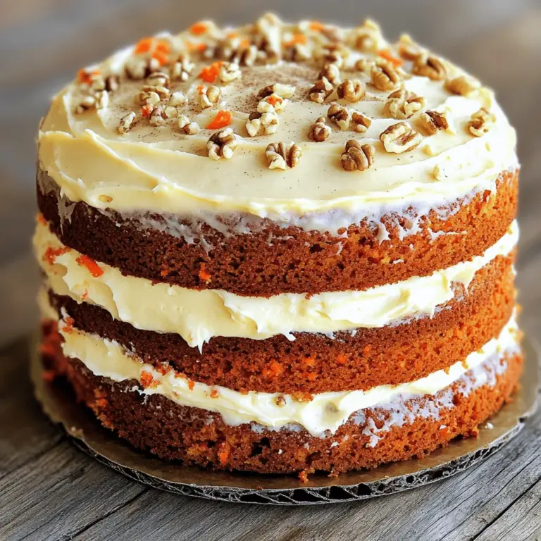 Um einen klassischen Möhrenkuchen zu backen, brauchen wir folgende Zutaten: - 2 Tassen Weizenmehl - 2 Tassen Kristallzucker - 1 Teelöffel Natron - 1 Teelöffel Backpulver - 1 Teelöffel gemahlener Zimt - 1/2 Teelöffel gemahlene Muskatnuss - 1/2 Teelöffel Salz - 1 Tasse Pflanzenöl - 4 große Eier - 3 Tassen geraspelte Möhren (ca. 5 mittelgroße Möhren) - 1 Tasse zerdrückte Ananas, abgetropft Diese Zutaten geben dem Kuchen seine feuchte und süße Textur. Die Möhren sind der Star des Kuchens. Sie bringen nicht nur Geschmack, sondern auch eine schöne Farbe. Manchmal möchte ich dem Kuchen etwas mehr Tiefe geben. Hier sind einige optionale Zutaten: - 1/2 Tasse gehackte Walnüsse - 1/2 Tasse Rosinen Walnüsse fügen einen knackigen Biss hinzu. Rosinen bringen eine süße Note. Sie sind nicht nötig, aber sie machen den Kuchen noch besser. Die Wahl der richtigen Karotten ist wichtig. Hier sind einige Tipps: - Wählen Sie frische, knackige Möhren. - Achten Sie auf die Farbe. Leuchtende, orange Möhren sind ideal. - Vermeiden Sie weich gewordene oder grüne Karotten. Frische Karotten sorgen für den besten Geschmack. Sie machen den Kuchen saftiger und süßer. Wenn Sie die richtigen Karotten wählen, wird Ihr Kuchen ein Hit! Heize deinen Ofen auf 175°C vor. Fette zwei runde Springformen mit 23 cm Durchmesser ein. So bleibt der Kuchen nicht kleben. In einer großen Schüssel mische die trockenen Zutaten. Nimm 2 Tassen Weizenmehl, 2 Tassen Zucker, 1 Teelöffel Natron, 1 Teelöffel Backpulver, 1 Teelöffel Zimt, 1/2 Teelöffel Muskatnuss und 1/2 Teelöffel Salz. Rühre alles gut um, bis es gleichmäßig verteilt ist. In einer anderen Schüssel verrühre das Pflanzenöl und die Eier. Mische sie, bis die Mischung glatt ist. Gieße die flüssigen Zutaten langsam zu den trockenen Zutaten. Rühre weiter, bis alles gerade vermischt ist. Jetzt kommt der beste Teil: die Möhren! Füge 3 Tassen geraspelte Möhren, 1 Tasse zerdrückte Ananas, 1/2 Tasse gehackte Walnüsse und 1/2 Tasse Rosinen hinzu, wenn du magst. Hebe alles vorsichtig unter den Teig. Verteile den Teig gleichmäßig auf die vorbereiteten Formen. Klopfe die Formen leicht auf die Arbeitsplatte, um Luftblasen zu entfernen. Backe die Kuchen für 25-30 Minuten. Ein Zahnstocher sollte sauber herauskommen, wenn du ihn in die Mitte steckst. Schau dir das Full Recipe an, um die nächsten Schritte zu sehen! Die richtige Backzeit ist wichtig für einen guten Kuchen. Backen Sie den Möhrenkuchen bei 175°C. Die Backzeit beträgt 25 bis 30 Minuten. Überprüfen Sie den Kuchen mit einem Zahnstocher. Wenn er sauber herauskommt, ist der Kuchen fertig. Lassen Sie ihn nach dem Backen zehn Minuten in der Form abkühlen. Um den Kuchen luftiger zu machen, schlagen Sie die Eier gut auf. Das Luft einarbeiten hilft beim Aufgehen. Verwenden Sie frische Zutaten, besonders die Möhren. Je frischer die Möhren, desto saftiger wird der Kuchen. Sie können auch etwas mehr Backpulver verwenden, um das Volumen zu erhöhen. Die Dekoration macht den Kuchen besonders. Ein Frischkäse-Frosting ist ideal. Tragen Sie eine dicke Schicht auf die Oberseite und die Seiten auf. Streuen Sie gehackte Walnüsse und Zimt darauf für einen tollen Look. Achten Sie darauf, den Kuchen auf einem schönen Teller zu servieren. Ein gut dekorierter Kuchen zieht alle Blicke auf sich. {{image_4}} Um einen glutenfreien Möhrenkuchen zu machen, ersetzen Sie das Weizenmehl. Verwenden Sie eine glutenfreie Mehlmischung. Achten Sie darauf, dass die Mischung Xanthan oder Guarkernmehl enthält. Das sorgt für die richtige Textur. Der Geschmack bleibt toll und die Konsistenz ist ähnlich wie bei dem klassischen Rezept. Für einen veganen Möhrenkuchen können Sie die Eier durch Apfelmus oder zerdrückte Banane ersetzen. Verwenden Sie 1/4 Tasse Apfelmus pro Ei. Auch die Butter im Frosting können Sie durch pflanzliche Margarine ersetzen. Der Kuchen bleibt saftig und lecker. Fügen Sie kreative Zutaten hinzu, um den Möhrenkuchen zu verfeinern. Probieren Sie Kokosraspel oder gehackte Mandeln, um mehr Textur zu erhalten. Sie können auch Gewürze wie Ingwer oder Nelken für mehr Geschmack verwenden. Eine Prise Zimt verstärkt das Aroma und macht den Kuchen noch köstlicher. Für mehr Inspiration können Sie das [Full Recipe] ausprobieren. Um den Möhrenkuchen frisch zu halten, lagern Sie ihn am besten in einem luftdichten Behälter. Dies verhindert, dass er austrocknet. Stellen Sie den Behälter in den Kühlschrank, wenn Sie die Frische verlängern möchten. Der Kuchen bleibt so bis zu einer Woche gut. Wenn Sie ihn bei Raumtemperatur aufbewahren, essen Sie ihn innerhalb von drei Tagen. Eine gute Methode zur Verlängerung der Haltbarkeit ist die Verwendung von Frischhaltefolie. Wickeln Sie den Kuchen gut ein, um Luft und Feuchtigkeit abzuhalten. Fügen Sie bei Bedarf ein Stück Brot hinzu, um die Feuchtigkeit zu bewahren. Dies hält den Kuchen saftig und lecker. Achten Sie darauf, den Kuchen nicht in der Nähe von stark riechenden Lebensmitteln aufzubewahren, da er Aromen aufnehmen kann. Um den Kuchen einzufrieren, lassen Sie ihn zuerst vollständig abkühlen. Schneiden Sie ihn in Portionen und wickeln Sie jede Portion in Frischhaltefolie ein. Legen Sie die Portionen dann in einen gefrierfesten Behälter oder einen Gefrierbeutel. So bleibt der Kuchen bis zu drei Monate frisch. Zum Auftauen legen Sie die Portionen über Nacht in den Kühlschrank. So bleibt die Textur gut und der Geschmack bleibt erhalten. Klassischer Möhrenkuchen bleibt frisch und lecker für etwa 5 bis 7 Tage. Lagern Sie ihn in einem luftdichten Behälter. So bleibt er saftig. Wenn Sie den Kuchen im Kühlschrank aufbewahren, kann er sogar bis zu 10 Tage halten. Achten Sie darauf, dass der Kuchen gut abgedeckt ist, um das Austrocknen zu vermeiden. Ja, frische Ananas ist eine tolle Wahl! Sie gibt dem Kuchen eine frische Note. Achten Sie darauf, die Ananas gut zu zerkleinern. Die Flüssigkeit kann den Teig beeinflussen. Wenn Sie frische Ananas verwenden, reduzieren Sie die Menge an Öl oder fügen Sie etwas mehr Mehl hinzu. So bleibt die Konsistenz des Kuchens perfekt. Wenn Sie keine Walnüsse mögen oder Allergien haben, gibt es viele Alternativen. Mandeln oder Haselnüsse sind großartige Optionen. Sie bringen einen anderen Geschmack und Crunch. Auch Sonnenblumenkerne oder Kürbiskerne sind lecker und passen gut zum Kuchen. Diese Alternativen fügen einen neuen Twist hinzu, ohne den klassischen Geschmack zu verlieren. Möhrenkuchen ist einfach und macht Spaß. Wir haben die besten Zutaten und Tipps besprochen. Zusätzlich gibt es viele Variationen, die du ausprobieren kannst. Vergiss nicht, deinen Kuchen richtig zu lagern, damit er lange frisch bleibt. Die Fragen helfen dir, alle Zweifel zu klären. Du kannst mit einfachen Ideen und deiner Kreativität Großartiges schaffen. Viel Spaß beim Backen und Genießen deines perfekten Möhrenkuchens!