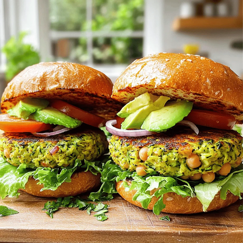 Die Hauptzutaten machen diese Burger frisch und lecker. Hier ist, was Sie brauchen: - 2 mittelgroße Zucchini, gerieben - 1 Dose (425 g) Kichererbsen, abgetropft und gespült - 125 g Semmelbrösel (glutenfrei bei Bedarf verwenden) - 30 g geriebener Parmesan (oder Nährhefe für eine vegane Option) - 60 g fein gehackte rote Zwiebel - 2 Knoblauchzehen, fein gehackt - 1 Teelöffel Kreuzkümmel - 1 Teelöffel geräuchertes Paprikapulver - 1/2 Teelöffel Salz - 1/4 Teelöffel schwarzer Pfeffer - 1 Esslöffel frische Petersilie, gehackt - 1 Esslöffel Olivenöl (zum Braten) - Burgerbrötchen (Vollkorn oder glutenfrei) - Salat, Tomaten und Avocado für die Beläge Wenn Sie spezielle Diäten haben, sind hier einige Alternativen: - Verwenden Sie glutenfreie Semmelbrösel. - Ersetzen Sie Parmesan mit Nährhefe für eine vegane Option. - Fügen Sie andere Gemüse wie Karotten oder Paprika hinzu. Diese Optionen helfen jedem, die Burger zu genießen. Die Zutaten sind nicht nur lecker, sondern auch gesund. Hier sind einige Nährstoffe: - Zucchini ist reich an Wasser und Ballaststoffen. - Kichererbsen bieten viel Protein und Eisen. - Rote Zwiebeln enthalten Antioxidantien. - Olivenöl ist gut für das Herz. Diese Burger sind nahrhaft und machen satt. Sie sind eine tolle Wahl für eine gesunde Mahlzeit. Wenn Sie mehr über die Zubereitung erfahren möchten, schauen Sie sich das [Full Recipe] an. Zuerst musst du die Zucchini vorbereiten. Reibe die Zucchini und lege sie in ein sauberes Küchentuch. Drücke die Zucchini gut aus, um die Feuchtigkeit zu entfernen. Dies hilft, matschige Burger zu vermeiden. Danach nimm die Kichererbsen aus der Dose. Spüle sie unter kaltem Wasser ab und lasse sie gut abtropfen. Das gibt den Burgern einen besseren Geschmack. In einer großen Schüssel zerdrücke die Kichererbsen mit einer Gabel. Du willst eine Mischung, die größtenteils glatt, aber noch stückig ist. Füge die ausgedrückten Zucchini, Semmelbrösel, Parmesan oder Nährhefe, Zwiebel, Knoblauch, Kreuzkümmel, Paprikapulver, Salz, Pfeffer und Petersilie hinzu. Mische alles gut, bis es eine homogene Masse ergibt. Jetzt forme die Mischung zu Patties. Du solltest 6-8 Patties machen, je nach gewünschter Dicke. Erhitze das Olivenöl in einer Pfanne bei mittlerer Hitze. Wenn das Öl heiß ist, lege die Patties vorsichtig in die Pfanne. Brate sie etwa 4-5 Minuten auf jeder Seite. Sie sollten goldbraun und knusprig sein. Wenn sie fertig sind, lege die Burger auf Brötchen. Du kannst sie mit Salat, Tomaten und Avocado belegen. Für die komplette Anleitung schaue dir das Full Recipe an. Einen häufigen Fehler bei der Zubereitung von Zucchini Kichererbsen-Burgern ist die Feuchtigkeit. Wenn Sie die Zucchini nicht gut abtropfen lassen, werden die Burger matschig. Drücken Sie die Zucchini gut aus. Achten Sie darauf, die Kichererbsen nur grob zu zerdrücken. Eine zu glatte Mischung führt zu einem Verlust an Textur. Für die perfekte Konsistenz sollten die Patties nicht zu fest, aber auch nicht zu locker sein. Fügen Sie genug Semmelbrösel hinzu, um die Mischung zu binden. Formen Sie die Patties sanft und gleichmäßig. Lassen Sie genügend Abstand zwischen ihnen in der Pfanne, damit sie gleichmäßig bräunen. Experimentieren Sie mit verschiedenen Gewürzen, um den Burger zu verfeinern. Fügen Sie etwas Cayennepfeffer für Schärfe hinzu. Thymian oder Oregano können ebenfalls interessante Aromen bieten. Für einen exotischen Geschmack probieren Sie Kurkuma oder Garam Masala. Diese Variationen verleihen dem Gericht mehr Tiefe und machen es aufregender. Für das vollständige Rezept besuchen Sie den Abschnitt "Full Recipe". {{image_4}} Um die Zucchini Kichererbsen-Burger vegan zu gestalten, ersetzen Sie den Parmesan durch Nährhefe. Diese Zutat gibt einen tollen, käsigen Geschmack. Nährhefe ist auch reich an B-Vitaminen und Proteinen. Fügen Sie zusätzlich mehr Gemüse hinzu, wie Karotten oder Paprika, um die Nährstoffe zu steigern. Diese Variationen helfen, den Burger noch gesünder zu machen. Für glutenfreie Zucchini Kichererbsen-Burger nutzen Sie glutenfreie Semmelbrösel. Die Wahl von glutenfreien Brötchen ist ebenfalls wichtig. So können alle, die Gluten meiden, dieses köstliche Gericht genießen. Achten Sie darauf, die Zutaten immer auf glutenfreie Optionen zu prüfen. Die Toppings machen die Burger besonders. Frischer Salat, Tomaten und Avocado sind klassische Optionen. Für mehr Geschmack können Sie auch Sriracha oder eine vegane Mayo hinzufügen. Sie können auch gebratene Zwiebeln oder eingelegte Gurken verwenden. Diese Ergänzungen bringen Abwechslung und Farbe auf den Teller. Wenn Sie mehr über die Zubereitung erfahren möchten, sehen Sie sich das Full Recipe an. Um die Zucchini Kichererbsen-Burger frisch zu halten, lege sie in einen luftdichten Behälter. Du kannst sie auch mit Frischhaltefolie umwickeln. So bleiben sie saftig und lecker. Stelle sicher, dass die Burger vollständig abgekühlt sind, bevor du sie verstaut. Dadurch vermeidest du Kondensation im Behälter. Das Einfrieren ist eine großartige Option, um die Burger länger haltbar zu machen. Lege die Patties einfach einzeln auf ein Backblech. Lass sie ein paar Stunden einfrieren, bis sie fest sind. Danach packe sie in einen Gefrierbeutel. Vergiss nicht, das Datum darauf zu schreiben. So weißt du, wie lange sie schon drin sind. Im Kühlschrank bleiben die Zucchini Kichererbsen-Burger bis zu fünf Tage frisch. Achte darauf, dass sie gut verpackt sind. Wenn du sie länger aufbewahren willst, empfehle ich das Einfrieren. Das hält sie länger schmackhaft und frisch. Für das komplette Rezept schaue dir die Full Recipe an. Die Zucchini Kichererbsen-Burger halten gut bis zu vier Tage im Kühlschrank. Achte darauf, sie in einem luftdichten Behälter zu lagern. So bleiben sie frisch und lecker. Wenn du die Burger länger aufbewahren möchtest, friere sie einfach ein. Ja, du kannst die Patties im Voraus machen. Bereite sie einfach vor und forme sie. Lege die Patties dann auf ein Blech und stelle sie in den Kühlschrank. Sie bleiben frisch für bis zu zwei Tage im Kühlschrank. Du kannst sie auch gleich einfrieren, um sie später zu genießen. Zu diesen Burgern passen viele leckere Beilagen. Hier sind einige Vorschläge: - Süßkartoffel-Pommes - Grüner Salat mit frischen Kräutern - Gegrilltes Gemüse - Quinoa-Salat mit Zitronendressing - Joghurt-Dip oder Guacamole Diese Beilagen ergänzen die Aromen der Burger perfekt. Sie machen dein Essen komplett und sorgen für Vielfalt auf dem Teller. Zucchini Kichererbsen-Burger sind einfach und lecker. Wir haben die besten Zutaten, Tipps und Tricks besprochen. Du weißt jetzt, wie du die Patties herstellst und was du vermeiden solltest. Variationen wie vegane oder glutenfreie Optionen sind bereit für dich. Halte die Burger frisch oder friere sie ein. Denke daran, beim Kochen kreativ zu sein. Ich hoffe, du probierst diese Burger bald aus!