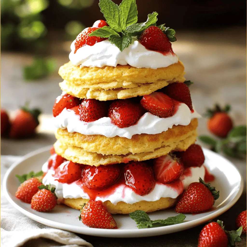 - 2 Tassen frische Erdbeeren, geputzt und in Scheiben geschnitten - 250 g Weizenmehl - 160 g Kristallzucker (60 g für die Erdbeeren und 100 g für den Shortcake) - 120 ml Schlagsahne Die Hauptzutaten machen das Herzstück unseres Erdbeer-Shortcakes aus. Frische Erdbeeren sind wichtig. Sie sorgen für den süßen, saftigen Geschmack. Achte darauf, reife und feste Erdbeeren zu wählen. Weizenmehl gibt dem Teig die richtige Struktur. Der Zucker sorgt für Süße und hilft den Erdbeeren, ihre Säfte freizusetzen. Und die Schlagsahne? Sie bringt das Ganze zusammen und macht es cremig. - 1 Teelöffel Vanilleextrakt - 1/2 Teelöffel Salz - 2 Teelöffel Backpulver - 60 g kalte ungesalzene Butter, gewürfelt - 120 g Puderzucker Zusätzliche Zutaten bringen den letzten Schliff. Vanilleextrakt verleiht dem Shortcake einen tollen Duft und Geschmack. Salz hebt die Süße der Erdbeeren hervor. Backpulver sorgt dafür, dass der Teig aufgeht und locker wird. Kalte Butter gibt dem Shortcake eine zarte Textur. Der Puderzucker wird für die Sahne verwendet und macht sie süßer. Diese Zutaten sind wichtig, um das perfekte Gleichgewicht zu erreichen. Für das vollständige Rezept schaue dir das [Full Recipe] an. - Süßen und marinieren Beginne mit 2 Tassen frischen Erdbeeren. Schneide sie in Scheiben und lege sie in eine Schüssel. Füge 60 g Kristallzucker hinzu. Mische alles gut. Der Zucker hilft den Erdbeeren, ihre Säfte freizusetzen. - Zeit zum Ziehen lassen Lass die Erdbeeren mindestens 30 Minuten ziehen. So werden sie süß und saftig. Diese Zeit ist wichtig für den Geschmack. - Trockene Zutaten mischen Nimm eine große Schüssel. Vermische 250 g Weizenmehl, 100 g Kristallzucker, 2 Teelöffel Backpulver und 1/2 Teelöffel Salz. Mische alles gut durch. So sind die Zutaten gleichmäßig verteilt. - Butter einarbeiten und Sahne hinzufügen Füge 60 g kalte, gewürfelte Butter zur Mehlmischung hinzu. Verwende einen Teigmischer oder deine Fingerspitzen. Mische, bis die Mischung grob aussieht. Jetzt füge 120 ml Schlagsahne und 1 Teelöffel Vanilleextrakt hinzu. Mische nur, bis der Teig zusammenkommt. Übermische ihn nicht. - Formen und Backen im Ofen Lege den Teig auf eine bemehlte Fläche. Drücke ihn zu einem Rechteck, etwa 2,5 cm dick. Steche mit einem runden Ausstecher Shortcakes aus. Lege sie auf ein mit Backpapier belegtes Blech. - Abkühlzeit beachten Heize den Ofen auf 220 °C vor. Backe die Shortcakes für 12-15 Minuten, bis sie goldbraun sind. Lass sie nach dem Backen kurz abkühlen. Dies ist wichtig für die Textur. Jetzt hast du einen tollen Grundstein für deinen Erdbeertraum-Shortcake! Verwende die vorbereiteten Erdbeeren und die Sahne, um sie zusammenzubauen. Um die besten Erdbeeren zu finden, achte auf die Farbe. Sie sollten dunkelrot sein. Frische Erdbeeren haben einen süßen Geruch. Vermeide solche mit Druckstellen oder Schimmel. Lagere die Erdbeeren im Kühlschrank. So bleiben sie frisch. Wenn du sie waschen musst, mach das kurz vor dem Essen. So werden sie nicht matschig. Beim Teig ist weniger mehr. Mische die Zutaten nur so lange, bis sie zusammenkommen. Übermixen macht den Teig zäh. Du kannst auch verschiedene Buttervariationen nutzen. Probier zum Beispiel eine Mischung aus normaler und salziger Butter. Das gibt dem Shortcake einen tollen Geschmack. Präsentiere deinen Erdbeer-Shortcake schön. Verwende frische Minzblätter zur Dekoration. Ein Klecks Schlagsahne oben drauf macht ihn noch besser. Du kannst auch Eis oder fruchtige Saucen dazu servieren. Das macht das Dessert noch leckerer. Du findest das vollständige Rezept in meinem Artikel. {{image_4}} Für einen glutenfreien Erdbeer-Shortcake können Sie Weizenmehl durch Mandelmehl oder Reismehl ersetzen. Diese Mehle bringen eine andere Textur. Sie können auch eine glutenfreie Mehlmischung verwenden, die in Geschäften erhältlich ist. Achten Sie darauf, die Flüssigkeitsmenge anzupassen. Glutenfreie Mehle benötigen oft mehr Flüssigkeit, um den Teig richtig zu binden. Um eine vegane Variante zu machen, ersetzen Sie die Sahne durch pflanzliche Sahne. Kokos- oder Sojasahne funktioniert gut. Sie können die Butter durch vegane Margarine austauschen. Für die Süße verwenden Sie Agavendicksaft oder Ahornsirup anstelle von Zucker. Diese Zutaten geben den Shortcakes einen neuen Geschmack. Experimentieren Sie mit verschiedenen Beeren. Himbeeren oder Heidelbeeren passen gut zu Erdbeeren. Sie können auch Zitrone für einen frischen Geschmack hinzufügen oder Schokolade für eine süße Note. Fügen Sie etwas Zitronenschale oder Kakaopulver zum Teig hinzu. Diese kleinen Änderungen können große Unterschiede machen. Kühlung und Haltbarkeit Um deinen Erdbeer-Shortcake frisch zu halten, lagere ihn im Kühlschrank. Decke ihn gut ab, damit er nicht austrocknet. So bleibt er bis zu drei Tage lecker. Wenn du die Shortcakes ohne Erdbeeren und Sahne lagerst, halten sie länger. Sie können bis zu fünf Tage frisch bleiben. Aufbewahrung von Zutaten Bewahre die frischen Erdbeeren im Kühlschrank auf. Halte sie in der Originalverpackung oder in einer Schüssel mit einem Tuch abgedeckt. So bleiben sie bis zu einer Woche frisch. Die Sahne sollte ebenfalls kühl sein. Sie bleibt bis zu einer Woche haltbar, wenn sie gut verschlossen ist. Zubereitung der Erdbeeren Du kannst die Erdbeeren einen Tag vorher zubereiten. Schneide sie und mische sie mit Zucker. Lass sie über Nacht im Kühlschrank ziehen. So wird ihr Geschmack intensiver und sie sind bereit für den Shortcake. Shortcakes vor dem Servieren backen Es ist auch möglich, die Shortcakes im Voraus zu backen. Lagere sie in einem luftdichten Behälter. So bleiben sie bis zu zwei Tage frisch. Erwärme sie kurz im Ofen, bevor du sie servierst. So schmecken sie wie frisch gebacken. Wenn du das gesamte Rezept befolgen möchtest, findest du die Anleitung in der Full Recipe. Die Zubereitung eines Erdbeer-Shortcakes dauert etwa 30 Minuten. Das Backen der Shortcakes selbst braucht 12 bis 15 Minuten. In Summe liegt die gesamte Zeit bei rund einer Stunde. Diese schnelle Zubereitungszeit macht es einfach, diesen leckeren Nachtisch zu genießen. Du kannst die Erdbeeren während der Wartezeit marinieren, was den Geschmack verbessert. Ja, du kannst gefrorene Erdbeeren verwenden. Sie sind praktisch und oft ganzjährig verfügbar. Ein Vorteil ist, dass sie oft reif geerntet werden und viele Nährstoffe behalten. Der Nachteil ist, dass gefrorene Erdbeeren mehr Wasser abgeben. Dies kann die Textur des Shortcakes beeinflussen. Du solltest sie vor der Verwendung gut abtropfen lassen. Der Erdbeer-Shortcake hat seine Wurzeln in England. Dort gab es bereits im 16. Jahrhundert ähnliche Desserts. Die Amerikaner nahmen das Rezept auf und passten es an. Erdbeeren wurden schnell zur Hauptzutat. Der Erdbeer-Shortcake wird oft bei Festen und im Sommer serviert. Dieses Dessert hat also eine lange und süße Geschichte. Du kannst vorgefertigte Shortcakes in vielen Supermärkten finden. Häufig sind sie im Kühlregal neben anderen Süßspeisen. Online gibt es auch viele Angebote. Beliebte Marken bieten Shortcakes an, die du direkt nach Hause bestellen kannst. Sie sind eine schnelle Lösung, wenn du wenig Zeit hast. Für das beste Ergebnis probiere das vollständige Rezept für Erdbeertraum-Shortcake! Erdbeer-Shortcake ist einfach und lecker. Frische Erdbeeren und ein weicher Teig machen ihn zum Star des Desserts. Du hast auch gelernt, wie man die Zutaten optimal auswählt und zubereitet. Variationen, wie glutenfreie oder vegane Optionen, erweitern die Möglichkeiten. Beachte die Lagerung, damit du länger Freude daran hast. Mit diesen Tipps und Tricks kannst du ein tolles Dessert zaubern. Probiere es einfach aus!