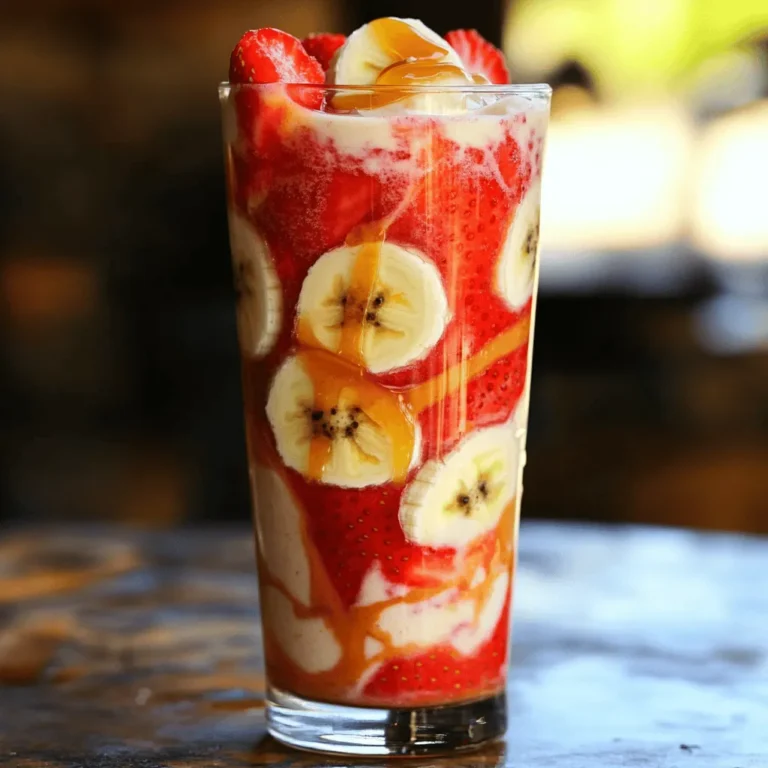 - 1 Tasse frische Erdbeeren - 1 reife Banane - 1 Messlöffel Vanille-Protein-Pulver - 1 Tasse ungesüßte Mandelmilch - 1 Esslöffel natürliche Erdnussbutter oder Mandelbutter - 1 Esslöffel Honig oder Ahornsirup (optional) - ½ Tasse Eiswürfel Die Zutaten sind einfach und frisch. Ich benutze immer frische Erdbeeren, weil sie süß und saftig sind. Eine reife Banane macht den Shake cremig und gibt eine natürliche Süße. Das Vanille-Protein-Pulver bringt den nötigen Eiweißgehalt. Ich bevorzuge die ungesüßte Mandelmilch. Sie ist leicht und hat einen feinen Geschmack. Wenn du magst, füge einen Esslöffel Erdnussbutter oder Mandelbutter hinzu. Das gibt einen tollen, nussigen Geschmack. Für die Süße kannst du Honig oder Ahornsirup verwenden. Das ist aber nur optional. Wenn du den Shake kühl und erfrischend magst, sind die Eiswürfel ein Muss. Wenn du die Zutaten zusammenstellst, achte auf die Frische. Das macht den Unterschied. Mit diesen einfachen Zutaten zauberst du einen leckeren Strawberry Banana Protein Shake. Für die vollständige Zubereitung schau dir das [Full Recipe] an. Gib die geschnittenen Erdbeeren und die Banane in den Mixer. Diese Früchte bringen viel Geschmack und Nährstoffe. Füge dann einen Messlöffel Proteinpulver hinzu. Es sorgt für die nötige Energie und macht den Shake sättigend. Mixe alles kurz, bis die Zutaten gut vermischt sind. Jetzt ist es Zeit, die Flüssigkeit hinzuzufügen. Gieße eine Tasse ungesüßte Mandelmilch in den Mixer. Diese Milch macht den Shake cremig und lecker. Dann füge einen Esslöffel Erdnussbutter oder Mandelbutter hinzu. Das gibt dem Shake eine nussige Note und sorgt für gesunde Fette. Wenn du deinen Shake kühl und erfrischend magst, füge eine halbe Tasse Eiswürfel hinzu. Das macht den Shake perfekt für warme Tage. Wenn du es süßer magst, kannst du einen Esslöffel Honig oder Ahornsirup hinzufügen. Mixe alles auf hoher Stufe, bis der Shake glatt und cremig ist. Probiere ihn und passe die Süße nach deinem Geschmack an. Für das vollständige Rezept, schau dir [Full Recipe] an. Du kannst dein Proteinpulver nach Geschmack wählen. Vanille, Schokolade oder sogar Erdbeer schmecken gut. Wenn du pflanzlich lebst, probiere Erbsenprotein oder Hanfprotein. Diese sind nahrhaft und lecker. Die Milch ist ebenfalls variabel. Du kannst auch Sojamilch, Hafermilch oder Kokosmilch verwenden. Jede Option bringt ihren eigenen Geschmack mit. Um eine super cremige Textur zu erzielen, nutze reife Bananen. Sie sind süßer und weicher. Füge auch etwas Erdnussbutter oder Mandelbutter hinzu. Das gibt dem Shake eine tolle Cremigkeit und Geschmack. Ein weiterer Tipp ist, die Zutaten gut zu mixen. Mixe mindestens 30 bis 60 Sekunden lang. So vermischen sich die Zutaten perfekt. Erdbeeren sind voll mit Vitaminen und Antioxidantien. Sie stärken dein Immunsystem und schmecken köstlich. Bananen sind eine gute Quelle für Kalium. Sie geben dir Energie und helfen bei der Regeneration. Der Shake hat auch viel Protein. Das Proteinpulver liefert wichtige Nährstoffe für Muskeln. Ein Glas enthält oft 20 Gramm Protein. So bist du gut versorgt nach dem Training. Wenn du mehr erfahren möchtest, schau dir das [Full Recipe] an. {{image_4}} Du kannst deinen Shake mit Superfoods aufpeppen. Chiasamen und Leinsamen sind tolle Optionen. Sie fügen Ballaststoffe und gesunde Fette hinzu. Auch Kakao oder Vanilleextrakt geben dem Shake einen neuen Geschmack. Wenn du Schokolade magst, versuche einen Schokoladen-Erdbeer-Shake. Das wird deine Geschmacksknospen erfreuen! Erdbeeren sind großartig, aber du kannst auch andere Beeren verwenden. Himbeeren oder Blaubeeren passen gut. Sie bringen eine andere süße Note. Willst du etwas Exotisches? Probiere Mango oder Kiwi. Diese Früchte machen deinen Shake frisch und spannend. Experimentiere mit verschiedenen Kombinationen. Das hält es interessant! Für das volle Rezept, schau dir den Beeren-Power-Protein-Shake an. Um deinen Strawberry Banana Protein Shake frisch zu halten, stelle ihn in den Kühlschrank. Verwende einen dichten Behälter. So bleibt er kühl und lecker. Vermeide, ihn in einer offenen Schüssel zu lassen. Das kann den Shake schnell verfärben. Um Verfärbungen zu vermeiden, füge ein wenig Zitronensaft hinzu. Zitronensaft wirkt wie ein natürlicher Konservierer. So bleibt die schöne Farbe der Erdbeeren und Bananen länger erhalten. Ein weiterer Tipp: Mische die Zutaten erst kurz vor dem Trinken. So bleibt der Shake frisch und schaumig. Der Shake kann bis zu 24 Stunden im Kühlschrank aufbewahrt werden. Achte darauf, ihn gut verschlossen zu lagern. Nach 24 Stunden kann der Geschmack und die Konsistenz leiden. Wenn du Reste hast, kannst du sie wieder verwenden. Schüttle den Behälter gut, bevor du trinkst. Manchmal kann sich das Proteinpulver am Boden absetzen. Wenn der Shake nicht mehr frisch aussieht, schmeckt er vielleicht nicht mehr gut. Am besten ist es, ihn frisch zu genießen. Für die vollständige Anleitung und das Rezept schaue dir das [Full Recipe] an. Ja, dieser Shake ist eine gute Wahl für Diäten. Er liefert eine ausgewogene Mischung aus Nährstoffen. - Kalorien: Eine Portion hat etwa 300 Kalorien. - Eiweiß: Der Shake enthält ungefähr 20 Gramm Eiweiß. - Fette: Mit einem Esslöffel Erdnussbutter hast du etwa 8 Gramm gesunde Fette. - Kohlenhydrate: Die Banane und Erdbeeren bringen etwa 40 Gramm Kohlenhydrate. Diese Nährstoffe helfen dir, Energie zu tanken und den Hunger zu stillen. Du kannst die Zutaten anpassen, um die Kalorien zu senken. Ja, du kannst diesen Shake ganz einfach vegan machen. Statt Kuhmilch nimmst du pflanzliche Milch. - Milchoptionen: Mandeldrink, Hafermilch oder Sojamilch sind tolle Alternativen. - Proteinquelle: Nutze ein pflanzliches Proteinpulver. Es gibt viele leckere Sorten. - Nussbutter: Achte darauf, dass die Erdnussbutter ohne tierische Produkte ist. So bleibt der Shake lecker und gesund, auch ohne tierische Produkte. Es gibt viele natürliche Süßungsmittel, die du verwenden kannst. - Honig: Ein Esslöffel Honig macht den Shake süßer. - Ahornsirup: Dies ist eine tolle vegane Option. - Datteln: Datteln können ebenfalls eine süße Note geben. - Stevia: Diese Pflanze hat null Kalorien und ist sehr süß. Teste verschiedene Süßungsmittel, um den perfekten Geschmack zu finden. Dieser Blogpost erklärt, wie man einen leckeren Erdbeer-Bananen-Shake macht. Wir haben die Hauptzutaten, Flüssigkeiten und mögliche Süßungsmittel besprochen. Du hast eine Schritt-für-Schritt-Anleitung erhalten, um den Shake einfach zu mixen. Tipps für Variationen und Aufbewahrung helfen dir, kreativ zu sein. Denke daran, dass dieser Shake gut für deine Gesundheit ist. Probiere verschiedene Früchte und Zutaten aus. So findest du deinen Lieblingsshake!