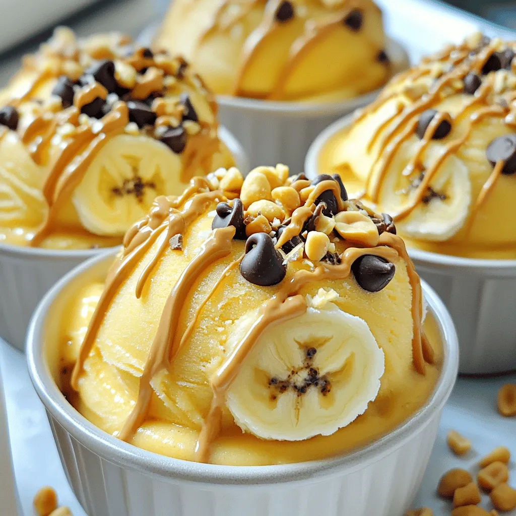 Um ein leckeres Erdnussbutter-Bananen-Eis zu machen, brauchst du folgende Hauptzutaten: - 4 reife Bananen, in Scheiben geschnitten und eingefroren - 1/2 Tasse cremige Erdnussbutter - 1/2 Tasse ungesüßte Mandelmilch (oder Milch nach Wahl) - 2 Esslöffel Honig oder Ahornsirup (nach Geschmack anpassen) - 1 Teelöffel Vanilleextrakt - Eine Prise Meersalz Diese Zutaten sind einfach zu finden und machen das Eis cremig und lecker. Die gefrorenen Bananen geben die perfekte Basis. Die Erdnussbutter sorgt für einen nussigen Geschmack. Mandelmilch macht das Eis leicht und cremig. Um dein Eis noch besser zu machen, kannst du einige tolle Toppings hinzufügen: - Gehackte Erdnüsse - Zartbitterschokoladenstückchen - Kokosraspeln Diese Toppings bringen Textur und zusätzliche Geschmäcker ins Spiel. Sie sind einfach zu verwenden und machen dein Eis noch schöner. Das Erdnussbutter-Bananen-Eis bietet viele Nährstoffe: - Bananen: Sie sind reich an Kalium und Ballaststoffen. - Erdnussbutter: Sie liefert gesunde Fette und Proteine. - Mandelmilch: Sie ist kalorienarm und enthält oft Vitamine. - Honig oder Ahornsirup: Sie bieten natürliche Süße und Antioxidantien. Insgesamt ist dieses Eis ein köstlicher Snack, der auch einige gesunde Vorteile hat. Es ist perfekt für heiße Tage oder einfach als süße Belohnung. Schau dir das Full Recipe an, um alle Schritte zu erfahren! Um das beste Eis zu machen, müssen wir die Bananen vorbereiten. Wählen Sie reife Bananen. Sie sollten leicht braun sein, um den besten Geschmack zu haben. Schneiden Sie die Bananen in kleine Scheiben. Legen Sie die Scheiben auf ein Backblech. Stellen Sie sicher, dass sie sich nicht berühren. Dies hilft, Klumpen zu vermeiden. Frieren Sie die Bananen mindestens vier Stunden oder über Nacht ein. So wird das Eis schön cremig. Jetzt kommen die Zutaten in den Mixer. Nehmen Sie die gefrorenen Bananen aus dem Gefrierfach. Geben Sie sie in den Mixer. Fügen Sie dann die Erdnussbutter hinzu. Die Mandelmilch kommt jetzt dazu. Wenn Sie möchten, können Sie auch Honig oder Ahornsirup hinzufügen. Ein Teelöffel Vanilleextrakt macht es noch besser. Vergessen Sie nicht die Prise Meersalz. Diese Mischung wird lecker und ausgewogen. Jetzt wird gemixt! Stellen Sie den Mixer auf hohe Geschwindigkeit. Mixen Sie die Zutaten für etwa 2-3 Minuten. Wenn die Seiten der Schüssel voll sind, kratzen Sie sie mit einem Spatel ab. So stellen Sie sicher, dass alles gut vermischt ist. Das Ziel ist eine glatte und cremige Mischung. Wenn es nicht glatt ist, mixen Sie einfach weiter. Schließlich probieren Sie die Mischung. Möchten Sie mehr Süße? Fügen Sie mehr Honig oder Ahornsirup hinzu und mixen Sie kurz erneut. Beim Mixen der Zutaten kann einiges schiefgehen. Hier sind einige häufige Fehler: - Zu viele gefrorene Bananen: Wenn du zu viele Bananen verwendest, wird die Mischung zu dick. Halte dich an die Menge im Rezept. - Mixer-Überlastung: Ein schwacher Mixer kann überhitzen. Mixe in kleinen Chargen, wenn nötig. - Nicht genug Flüssigkeit: Wenn die Mischung zu trocken ist, füge mehr Mandelmilch hinzu. Das macht die Konsistenz besser. Die Süße ist wichtig für den Geschmack. Hier sind einige Tipps: - Probiere die Mischung: Nach dem Mixen solltest du die Mischung probieren. So merkst du, ob sie süß genug ist. - Honig oder Ahornsirup: Füge 1 Esslöffel mehr Honig oder Sirup hinzu, wenn nötig. Mixe erneut, um alles gut zu vermengen. - Natürliche Süße der Bananen: Denke daran, dass die Bananen auch süß sind. Manchmal braucht es weniger Süßungsmittel. Eine cremige Textur macht das Eis besonders lecker. Hier sind einige Tricks: - Reife Bananen verwenden: Wähle reife, braune Bananen. Sie sind süßer und cremiger. - Erdnussbutter leicht erwärmen: Wenn du die Erdnussbutter leicht erwärmst, wird sie flüssiger. Das hilft beim Mixen. - Mixen nicht übertreiben: Mixe die Zutaten nur bis sie cremig sind. Zu langes Mixen kann Luft einfüllen und die Textur verändern. Mit diesen Tipps wirst du ein perfektes Erdnussbutter-Bananen-Eis zaubern! Schau dir das vollständige Rezept an, um loszulegen. {{image_4}} Ja, du kannst andere Nussbutter verwenden. Mandelbutter ist eine gute Wahl. Cashewbutter bringt einen süßen Geschmack. Du kannst sogar Sonnenblumenbutter ausprobieren. Jede Nussbutter gibt dem Eis einen neuen Twist. Denke daran, die Menge gleich zu halten. So bleibt die Textur perfekt. Wenn du Schokolade liebst, füge etwas Kakao hinzu. Zwei Esslöffel ungesüßtes Kakaopulver passen gut. Mixe es mit den anderen Zutaten. Das Eis wird schokoladig und lecker. Du kannst auch Schokoladenstückchen hinzufügen. Diese geben einen zusätzlichen Crunch. Zusammen mit Erdnussbutter und Banane ist es unwiderstehlich! Für eine vegane Option, nimm einfach die Honig. Ersetze ihn durch Ahornsirup oder Agavendicksaft. Achte darauf, dass deine Nussbutter vegan ist. Viele Marken bieten vegane Optionen an. So können auch Allergiker das Eis genießen. Diese Anpassungen machen das Rezept für jeden zugänglich. Probiere die veganen Alternativen aus und entdecke neue Geschmäcker. Erdnussbutter-Bananen-Eis hält sich bis zu zwei Monate im Gefrierschrank. Wenn Sie es länger lagern, kann die Textur leiden. Achten Sie darauf, es gut zu verpacken, um Gefrierbrand zu vermeiden. Um die Konsistenz zu bewahren, verwenden Sie einen luftdichten Behälter. Füllen Sie den Behälter bis zum Rand, um Luft einzuschließen. Decken Sie die Oberfläche des Eises mit Frischhaltefolie ab. So bleibt das Eis cremig und frisch. Falls das Eis zu hart geworden ist, lassen Sie es etwa 10 Minuten bei Raumtemperatur stehen. Rühren Sie das Eis dann mit einer Gabel auf, um die Cremigkeit zurückzubringen. Alternativ können Sie das Eis kurz in der Mikrowelle erwärmen, um es geschmeidiger zu machen. Ja, Erdnussbutter-Bananen-Eis ist gesund. Es enthält natürliche Zutaten wie Bananen und Erdnussbutter. Bananen sind reich an Kalium und Ballaststoffen. Erdnussbutter bietet gesunde Fette und Eiweiß. Diese Kombination macht es zu einem nahrhaften Snack. Du kannst es ohne Zuckerzusatz genießen. Es ist ideal für ein schnelles Dessert oder einen Snack. Ja, du kannst das Rezept anpassen. Du kannst mehr Honig oder Ahornsirup hinzufügen. Probiere, die Süße langsam zu steigern. Mixe die Zutaten gut, um die Süße gleichmäßig zu verteilen. Wenn du einen süßeren Geschmack magst, füge etwas mehr hinzu. Du kannst auch andere Süßstoffe wie Agavendicksaft verwenden. Achte darauf, die Balance der Aromen zu bewahren. Die Zubereitung dauert etwa 10 Minuten. Du musst die Bananen jedoch vorher einfrieren. Das Einfrieren dauert mindestens 4 Stunden oder über Nacht. Nach dem Mixen kannst du das Eis sofort genießen oder es für eine festere Konsistenz einfrieren. Wenn du es länger im Gefrierfach lassen möchtest, plane zusätzliche Zeit ein. Das Eis wird so noch cremiger und köstlicher. Das Erdnussbutter-Bananen-Eis ist einfach und lecker. Wir haben die Hauptzutaten, die Zubereitung und viele Tipps besprochen. Variationen wie Schokolade und vegane Optionen bieten viel Spaß. Richtiges Lagern sichert die Frische. Denke daran, dein Eis anzupassen, um den perfekten Geschmack zu finden. Mit diesen Tipps bereitest du ein tolles Eis zu. Jetzt kannst du diese einfache Köstlichkeit selbst machen!