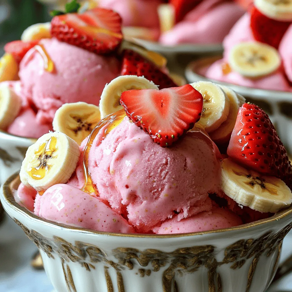 Für unser Erdbeer-Bananen-Glück benötigen Sie nur einige einfache Zutaten. Hier ist, was Sie brauchen: - 2 Tassen frische Erdbeeren, geputzt und in Scheiben geschnitten - 2 reife Bananen, in Scheiben geschnitten und gefroren - 1 Tasse griechischer Naturjoghurt - 1/4 Tasse Honig oder Ahornsirup (nach Geschmack anpassen) - 1 Teelöffel Vanilleextrakt - Eine Prise Salz Diese Zutaten ergeben eine perfekte Mischung aus Süße und Frische. Die Erdbeeren bringen eine fruchtige Note, während die Bananen für Cremigkeit sorgen. Die Auswahl der richtigen Früchte ist wichtig. Achten Sie auf frische Erdbeeren. Diese sollten rot und saftig sein. Vermeiden Sie solche mit braunen Flecken. Für die Bananen sollten Sie reife Früchte wählen. Diese sind süßer und geben dem Joghurt den besten Geschmack. Gefrorene Bananen sind ideal, daher schälen und schneiden Sie sie vor dem Einfrieren. Wenn Sie keinen griechischen Joghurt mögen, gibt es Alternativen. Sie können normalen Naturjoghurt verwenden. Auch pflanzliche Joghurts sind eine gute Wahl. Diese gibt es aus Soja, Mandel oder Kokos. Achten Sie darauf, dass sie ungesüßt sind, um den Geschmack der Früchte nicht zu überdecken. Um deinen Erdbeer-Bananen-gefrorenen Joghurt zu machen, fängst du einfach an. Nimm zwei Tassen frische Erdbeeren. Putze sie gut und schneide sie in Scheiben. Dann sind die Bananen dran. Nimm zwei reife Bananen, schneide sie in Scheiben und friere sie ein. Das sorgt für eine cremige Textur. Jetzt kommt der griechische Joghurt. Eine Tasse reicht aus. Füge 1/4 Tasse Honig oder Ahornsirup hinzu. Das macht deinen Joghurt süß und lecker. Ein Teelöffel Vanilleextrakt bringt noch mehr Geschmack. Eine Prise Salz rundet alles ab. Gib die Erdbeeren, gefrorenen Bananen, Joghurt, Honig, Vanilleextrakt und Salz in einen Mixer. Mixe alles auf hoher Stufe. Achte darauf, die Seiten des Mixers abzukratzen. So vermischst du alles gut. Schmecke die Mischung ab. Magst du es süßer? Füge einfach mehr Honig hinzu. Gieße die Mischung in einen luftdichten Behälter. Stelle sicher, dass sie gleichmäßig verteilt ist. Jetzt kommt der wichtigste Teil: die Gefrierzeit. Stelle den Behälter ins Gefrierfach. Lass den Joghurt mindestens drei Stunden gefrieren. Beim Mixen ist es wichtig, die Mischung gut zu überwachen. Du willst eine glatte und cremige Konsistenz. Kratze die Seiten des Mixers ab, damit nichts zurückbleibt. Wenn du Stücke von Früchten spürst, mixe weiter. Du kannst auch einen Pürierstab verwenden, wenn du keinen Mixer hast. Die Vorbereitungszeit für diesen gefrorenen Joghurt ist schnell. Du brauchst nur etwa zehn Minuten. Die Gesamtzeit mit dem Gefrieren sind etwa drei Stunden und zehn Minuten. Plane etwas Zeit zum Gefrieren ein. Lass den Joghurt vor dem Servieren etwa fünf bis zehn Minuten bei Raumtemperatur stehen. So wird er weich genug, um ihn zu portionieren. Mit dieser Schritt-für-Schritt-Anleitung machst du einfach einen köstlichen Erdbeer-Bananen-gefrorenen Joghurt. Wenn du mehr Details brauchst, schau dir das Full Recipe an. Um den besten Erdbeer-Bananen-gefrorenen Joghurt zu machen, achte auf die reifen Früchte. Reife Bananen geben eine süße Basis. Frische Erdbeeren sorgen für einen fruchtigen Geschmack. Mische die Zutaten gut, damit alles gleichmäßig ist. Lass den Joghurt nach dem Mischen mindestens drei Stunden im Gefrierfach. So wird er fest und cremig. Ein häufiger Fehler ist, die Zutaten nicht gut zu mixen. Wenn die Mischung klumpig bleibt, wird der Joghurt nicht cremig. Achte darauf, dass die Bananen gut gefroren sind. Auch zu viel Süßstoff kann den Geschmack ruinieren. Probiere die Mischung, bevor du sie ins Gefrierfach gibst. So kannst du die Süße nach deinem Geschmack anpassen. Für diesen Joghurt benötigst du einige einfache Küchenutensilien: - Mixer oder Küchenmaschine - Luftdichter Behälter - Messbecher und Löffel - Schaufel oder Eisportionierer Mit diesen Utensilien gelingt dir der gefrorene Joghurt ganz leicht! Für das vollständige Rezept, schau dir die Anleitung im [Full Recipe] an. {{image_4}} Erdbeer-Bananen-Glück gefrorener Joghurt ist toll, aber probiere auch andere Früchte! Du kannst Himbeeren, Mango oder Pfirsiche hinzufügen. Diese Früchte bringen neue Geschmäcker. Mixe eine Tasse von einer anderen Frucht mit den Erdbeeren und Bananen. Das macht deinen gefrorenen Joghurt bunt und lecker. Wenn du vegan bist, ersetze den griechischen Joghurt durch Soja- oder Kokosjoghurt. Diese Alternativen sind cremig und geschmackvoll. Für Süßungsmittel kannst du Agavendicksaft oder Dattelsirup verwenden. Diese Optionen sind süß und gut für eine pflanzliche Ernährung. Toppings machen alles besser! Probiere frische Früchte, Nüsse oder Schokoladenstückchen. Du kannst auch einen Spritzer Zitronensaft für Frische hinzufügen. Zimt oder Kokosraspeln geben deinem gefrorenen Joghurt einen besonderen Dreh. Lass deiner Kreativität freien Lauf und genieße deine eigenen Kreationen! Um den Erdbeer-Bananen-gefrorenen Joghurt frisch zu halten, verwenden Sie einen luftdichten Behälter. Dieser verhindert, dass Luft eindringt und die Qualität mindert. Achten Sie darauf, dass der Behälter gut verschlossen ist. Eine Schicht Frischhaltefolie über dem Joghurt kann auch helfen. So bleibt der Geschmack und die Textur länger erhalten. Gefrorener Joghurt hält sich in der Regel bis zu zwei Monate im Gefrierfach. Nach dieser Zeit kann der Geschmack nachlassen. Stellen Sie sicher, dass Ihr Gefrierfach konstant kalt ist. Temperaturschwankungen können die Haltbarkeit beeinträchtigen. Überprüfen Sie den gefrorenen Joghurt auf Veränderungen in der Textur oder dem Geruch. Wenn Sie Eisblumen an der Oberfläche sehen, ist das ein Zeichen für Gefrierbrand. Auch ein unangenehmer Geruch deutet darauf hin, dass der Joghurt nicht mehr gut ist. Konsumieren Sie ihn in diesem Fall nicht. Ja, du kannst Erdbeer-Bananen-Fruchtjoghurt ohne Zucker machen. Nutze einfach reife Bananen. Sie geben natürliche Süße. Du kannst auch etwas Honig oder Agavendicksaft verwenden. Wenn du keinen Zucker magst, lasse ihn ganz weg. Der Geschmack bleibt frisch und fruchtig. Gefrorener Joghurt bleibt bis zu zwei Monate im Gefrierfach gut. Achte darauf, dass er in einem luftdichten Behälter ist. So bleibt die Textur cremig. Nach zwei Monaten kann die Qualität leiden. Du solltest ihn dann besser nicht mehr essen. Du kannst übrig gebliebenen gefrorenen Joghurt in einem Smoothie verwenden. Mixe ihn mit etwas Milch und weiteren Früchten. So bekommst du einen leckeren, cremigen Drink. Du kannst ihn auch als Topping für Pfannkuchen oder Waffeln nutzen. So wird dein Frühstück noch besser! Erdbeer-Bananen-Glück gefrorener Joghurt ist einfach zuzubereiten. Wir haben die besten Zutaten, Tipps und Tricks besprochen. Die richtige Auswahl der Früchte macht einen großen Unterschied. Experimentiere mit Variationen und Toppings für Vielfalt. Die Lagerung ist wichtig, um die Frische zu erhalten. Lerne, wie du häufige Fehler vermeidest. Mit diesen Ratschlägen kannst du deinen Joghurt perfekt zubereiten. Hab Spaß beim Ausprobieren und genießen!