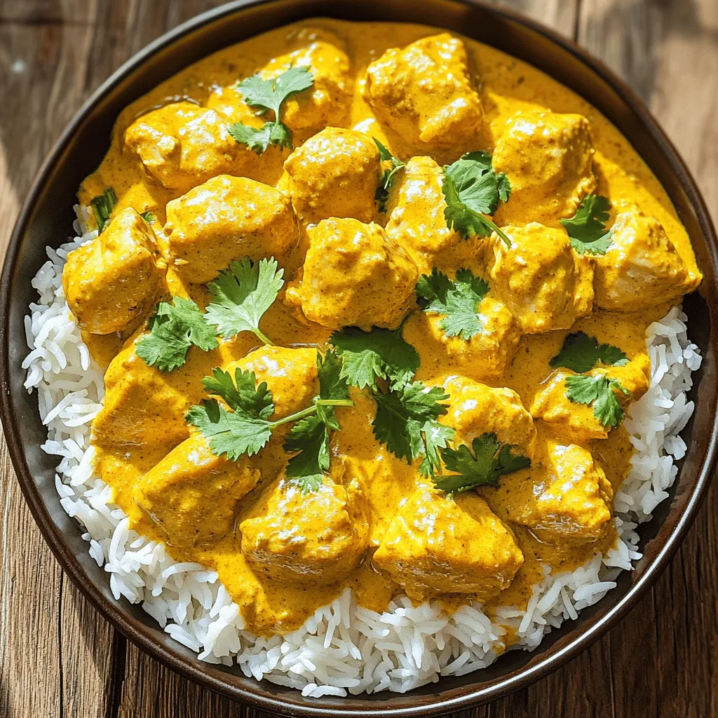 Für ein schmackhaftes Hühner-Curry benötigst du: - 500 g Hähnchenbrust, gewürfelt - 1 große Zwiebel, fein gehackt - 3 Knoblauchzehen, gehackt - 2,5 cm frischer Ingwer, gerieben - 2 Esslöffel Curry-Pulver - 1 Teelöffel Kurkuma-Pulver - 1 Teelöffel Kreuzkümmel-Pulver - 400 ml Kokosmilch - 1 Esslöffel Pflanzenöl - Salz und Pfeffer nach Geschmack - Frischer Koriander, gehackt (zum Garnieren) - Gekochter Reis (zum Servieren) Dieses Rezept ergibt vier Portionen. Du kannst die Mengen leicht anpassen. Wenn du mehr Gäste hast, verdopple einfach die Zutaten. Achte darauf, dass du genug Platz in deiner Pfanne hast. Ein großes Gefäß erleichtert das Kochen. Wähle frische Hähnchenbrust für den besten Geschmack. Achte darauf, dass sie eine blassrosa Farbe hat. Verwende frischen Ingwer und Knoblauch, um den Geschmack zu intensivieren. Für die Gewürze solltest du auf Qualität achten. Frisch gemahlenes Curry-Pulver bringt mehr Aroma. Die Kokosmilch sollte cremig sein, um die perfekte Sauce zu schaffen. Besorge dir frischen Koriander, um das Gericht zu garnieren. So sieht es nicht nur gut aus, sondern schmeckt auch besser. Um ein einfaches und schmackhaftes Hühner-Curry zuzubereiten, folgen Sie diesen Schritten: 1. Erhitzen Sie das Pflanzenöl in einer großen Pfanne oder einem Wok bei mittlerer Hitze. 2. Fügen Sie die gehackte Zwiebel hinzu und braten Sie sie etwa 5 Minuten lang an, bis sie glasig wird. 3. Geben Sie den gehackten Knoblauch und den geriebenen Ingwer in die Pfanne. Braten Sie sie 1-2 Minuten an, bis sie duften. 4. Streuen Sie das Curry-Pulver, Kurkuma und Kreuzkümmel in die Pfanne. Rühren Sie gut um, um die Zwiebeln zu beschichten. Rösten Sie die Gewürze etwa 1 Minute lang. 5. Legen Sie die gewürfelte Hähnchenbrust in die Pfanne. Würzen Sie mit Salz und Pfeffer und braten Sie das Hähnchen an, bis es leicht gebräunt ist (ca. 5-7 Minuten). 6. Gießen Sie die Kokosmilch in die Pfanne. Bringen Sie die Mischung zum Köcheln und reduzieren Sie die Hitze. Lassen Sie das Curry 15-20 Minuten lang simmern, bis das Hähnchen durchgegart ist. 7. Schmecken Sie das Curry ab und passen Sie die Gewürze nach Bedarf an. 8. Vor dem Servieren mit gehacktem Koriander garnieren. In diesem Rezept lernen Sie einige wichtige Kochtechniken: - Anbraten: Das Anbraten von Zwiebeln und Gewürzen bringt den Geschmack hervor. - Simmern: Sanftes Köcheln hilft, die Aromen zu verbinden und das Hähnchen zart zu machen. - Abschmecken: Probieren Sie das Curry während des Kochens und passen Sie die Gewürze an. Um die Zubereitung noch einfacher zu machen, empfehle ich, Schritt-für-Schritt-Bilder oder Videos anzusehen. Diese visuelle Hilfe zeigt Ihnen jede Phase des Kochens. So können Sie sicherstellen, dass Ihr Hühner-Curry perfekt gelingt. Schauen Sie sich die Full Recipe an, um mehr über die Zubereitung zu erfahren. Die Gewürze machen dein Curry besonders. Du kannst die Menge nach deinem Geschmack anpassen. Wenn du es milder magst, reduziere das Curry-Pulver. Für mehr Schärfe füge Chili hinzu. Experimentiere mit Gewürzen wie Zimt oder Nelken. Diese geben dem Gericht eine besondere Note. Achte darauf, die Gewürze frisch zu verwenden. So schmeckt dein Curry intensiver. Ein häufiger Fehler ist, das Hähnchen zu lange zu kochen. So wird es trocken. Achte darauf, das Hähnchen nur bis zur Garzeit zu kochen. Überprüfe die Temperatur mit einem Thermometer. Es sollte 75 Grad Celsius erreichen. Ein anderer Fehler ist, die Sauce nicht zu probieren. Schmecke das Curry während des Kochens ab. So kannst du die Gewürze nachjustieren. Das macht dein Curry perfekt. Um Zeit zu sparen, bereite alle Zutaten vorher vor. Schneide das Gemüse und das Hähnchen im Voraus. Du kannst auch eine große Menge Curry machen und Reste aufbewahren. Curry schmeckt am nächsten Tag oft noch besser. Nutze einen Schnellkochtopf, wenn du es eilig hast. Er verkürzt die Kochzeit erheblich. So hast du in kurzer Zeit ein leckeres Gericht auf dem Tisch. Für detaillierte Anweisungen und das vollständige Rezept, schaue in die [Full Recipe]. {{image_4}} Wenn Sie eine vegane oder vegetarische Option wünschen, können Sie das Hähnchen ersetzen. Verwenden Sie stattdessen Tofu oder Kichererbsen. Diese Zutaten nehmen die Gewürze gut auf und bieten eine tolle Textur. Tofu sollte gut gewürzt und leicht angebraten werden, bevor Sie ihn zur Sauce hinzufügen. Kichererbsen sind eine tolle Ergänzung und sorgen für mehr Protein. So wird Ihr Curry ebenso schmackhaft und nahrhaft. Die Schärfe Ihres Currys können Sie leicht anpassen. Für mildere Aromen verwenden Sie weniger Curry-Pulver oder lassen Sie die scharfen Gewürze ganz weg. Mögen Sie es schärfer? Fügen Sie frische Chilis oder Cayennepfeffer hinzu. Beginnen Sie mit einer kleinen Menge und kosten Sie das Curry. So können Sie die Schärfe nach Ihrem Geschmack steigern. Um das Curry noch interessanter zu machen, können Sie zusätzliche Zutaten hinzufügen. Gemüse wie Paprika, Zucchini oder Erbsen sind hervorragende Optionen. Fügen Sie sie einfach mit dem Hähnchen hinzu, damit sie weich werden. Auch Nüsse wie Cashews oder Mandeln geben dem Gericht einen tollen Crunch. Diese Variationen machen Ihr Curry vielseitig und kreativ. Nutzen Sie das [Full Recipe], um alle Schritte und Zutaten zu sehen und Ihr Gericht perfekt zuzubereiten! Um Ihr übrig gebliebenes Curry frisch zu halten, lagern Sie es in einem luftdichten Behälter. Lassen Sie das Curry zuerst auf Raumtemperatur abkühlen, bevor Sie es in den Kühlschrank stellen. So vermeiden Sie Kondenswasser und eine Veränderung der Konsistenz. Wenn Sie größere Mengen zubereitet haben, können Sie auch Portionen einfrieren. Verwenden Sie dafür gefriergeeignete Behälter oder Beutel. Das Hühner-Curry bleibt im Kühlschrank etwa 3 bis 4 Tage haltbar. Wenn Sie es einfrieren, kann es bis zu 3 Monate im Tiefkühler bleiben. Achten Sie darauf, das Curry gut zu beschriften, damit Sie das Datum wissen. So können Sie sicherstellen, dass es frisch bleibt und gut schmeckt. Um das Curry aufzuwärmen, geben Sie es einfach in einen Topf und erhitzen es bei mittlerer Hitze. Rühren Sie es regelmäßig um, damit es nicht anbrennt. Sie können auch einen Schuss Wasser oder Kokosmilch hinzufügen, um die Sauce wieder cremig zu machen. Alternativ können Sie das Curry in der Mikrowelle aufwärmen. Stellen Sie sicher, dass Sie es in Intervallen von 1-2 Minuten erhitzen und zwischendurch umrühren. So bleibt es gleichmäßig warm. Die besten Beilagen für Hühner-Curry sind einfach und lecker. Gekochter Reis ist klassisch und passt perfekt. Sie können auch Naan-Brot oder Chapati servieren. Beide sind ideal, um die Sauce aufzunehmen. Ein frischer Salat mit Gurken und Tomaten bringt einen tollen Kontrast. Gemüsebeilagen wie gedämpfter Brokkoli oder Karotten ergänzen das Gericht gut. Probieren Sie auch Joghurt oder Raita, um die Schärfe auszugleichen. Ja, gefrorenes Hähnchen kann verwendet werden. Es ist wichtig, das Hähnchen zuerst vollständig aufzutauen. Dadurch kocht es gleichmäßiger und wird zart. Planen Sie genügend Zeit ein, um das Hähnchen sicher im Kühlschrank aufzutauen. Wenn Sie es eilig haben, können Sie auch kaltes Wasser verwenden, um es schneller zu tauen. Vermeiden Sie es, gefrorenes Hähnchen direkt ins Curry zu geben, denn das kann die Kochzeit verlängern. Sie können das Curry gesünder machen, indem Sie weniger Öl verwenden. Ersetzen Sie die Kokosmilch durch leichte Brühe oder fettarme Kokosmilch. Fügen Sie mehr Gemüse wie Paprika, Spinat oder Zucchini hinzu. Diese geben nicht nur Nährstoffe, sondern auch Geschmack. Verwenden Sie auch frische Kräuter anstelle von Fertiggewürzen. Das macht das Curry frisch und gesund. Achten Sie auf die Portionsgröße, um das Gericht ausgewogen zu genießen. Für das vollständige Rezept schauen Sie sich die Schnelle & Cremige Hühner-Curry an. Dieses Rezept für Easy Chicken Curry bietet leckere Zutaten und einfache Schritte. Du hast gelernt, die besten Zutaten auszuwählen und Kochtechniken perfekt anzuwenden. Mit meinen Tipps vermeidest du häufige Fehler und sparst Zeit. Du kannst das Curry sogar anpassen, um es vegan oder schärfer zu machen. Denke daran, wie man Reste richtig lagert, damit nichts verschwendet wird. Mit diesen Infos bist du bereit, dein Curry zu perfektionieren und zu genießen. Viel Spaß beim Kochen!