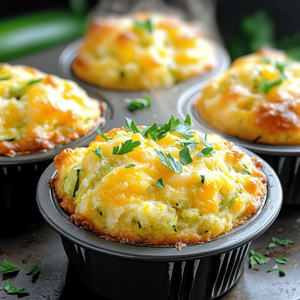 Für diese leckeren Muffins brauche ich die folgenden Hauptzutaten: - 2 mittelgroße Zucchinis, gerieben - 1 Tasse Weizenmehl - 1 Teelöffel Backpulver - 1/2 Teelöffel Natron - 1/2 Teelöffel Salz - 1 Teelöffel Knoblauchpulver - 1/4 Teelöffel schwarzer Pfeffer - 1/2 Tasse geriebener Cheddar-Käse - 1/4 Tasse geriebener Parmesan - 2 große Eier - 1/4 Tasse Milch - 1/4 Tasse Olivenöl Diese Zutaten machen die Muffins saftig und geschmackvoll. Die Kombination aus Zucchini und Käse sorgt für einen tollen Geschmack. Die Gewürze und Öle spielen eine große Rolle. Ich benutze: - 1 Teelöffel Knoblauchpulver für den Geschmack. - 1/4 Teelöffel schwarzer Pfeffer gibt einen leichten Kick. - 1/4 Tasse Olivenöl sorgt für die nötige Feuchtigkeit. Diese Gewürze bringen den Geschmack der Zucchini und des Käses perfekt zur Geltung. Willst du mehr Geschmack? Hier sind einige optionale Zutaten: - 1 Esslöffel frische Petersilie, gehackt für die Garnierung. - Du kannst auch andere Kräuter wie Basilikum oder Thymian probieren. - Ein paar Stücke Chili für etwas Schärfe könnten auch gut passen. Diese optionalen Zutaten machen die Muffins noch interessanter und leckerer. Für das vollständige Rezept, schau dir bitte den Abschnitt Full Recipe an. Zuerst waschen Sie die Zucchini gut. Schneiden Sie die Enden ab und reiben Sie sie grob. Geben Sie die geriebene Zucchini in eine große Schüssel. Streuen Sie eine Prise Salz darüber und lassen Sie sie etwa 10 Minuten ruhen. Das Salz hilft, die Feuchtigkeit zu entziehen. Danach drücken Sie die Zucchini in einem sauberen Tuch aus. So entfernen Sie überschüssige Flüssigkeit. In einer separaten Schüssel nehmen Sie das Weizenmehl. Fügen Sie das Backpulver, Natron, Salz, Knoblauchpulver und schwarzen Pfeffer hinzu. Benutzen Sie einen Schneebesen, um alles gut zu vermischen. Diese trockenen Zutaten sorgen für Geschmack und die richtige Textur der Muffins. In einer anderen Schüssel schlagen Sie die Eier auf. Rühren Sie die Milch und das Olivenöl ein, bis alles gut vermischt ist. Diese Mischung macht die Muffins saftig. Fügen Sie dann den geriebenen Cheddar und den Parmesan hinzu. Vermengen Sie alles gut, bevor Sie die Zucchini unterheben. So verteilt sich der Käse gleichmäßig. Jetzt kommt der spannende Teil! Geben Sie die trockenen Zutaten langsam zu den nassen Zutaten. Rühren Sie vorsichtig, bis alles gerade so vermischt ist. Achten Sie darauf, nicht zu viel zu mischen. Füllen Sie den Teig mit einem Esslöffel in die vorbereiteten Muffinförmchen. Lassen Sie dabei Platz, da sie aufgehen. Backen Sie die Muffins im vorgeheizten Ofen bei 175°C für 20-25 Minuten. Sie sind fertig, wenn sie goldbraun sind und ein Zahnstocher sauber herauskommt. Lassen Sie sie kurz im Blech abkühlen, bevor Sie sie auf ein Kuchengitter setzen. Servieren Sie die Muffins warm für den besten Geschmack. Für das komplette Rezept schauen Sie sich bitte die [Full Recipe]. Ein häufiges Problem ist die zu feuchte Zucchini. Wenn Sie die Zucchini reiben, streuen Sie etwas Salz darauf. Lassen Sie sie dann etwa 10 Minuten ruhen. Drücken Sie sie dann gut aus, um die Flüssigkeit zu entfernen. So werden die Muffins nicht matschig. Achten Sie darauf, die Muffins nicht zu lange zu backen. Überprüfen Sie sie nach 20 Minuten. Ein Zahnstocher sollte sauber herauskommen. Für fluffige Muffins ist es wichtig, die trockenen und nassen Zutaten vorsichtig zu mischen. Verwenden Sie einen großen Löffel, um alles zusammenzuführen. Mischen Sie nur, bis alles gerade so kombiniert ist. Zu viel Rühren macht die Muffins dicht. Wenn Sie eine leichtere Konsistenz wünschen, können Sie etwas Joghurt in den Teig geben. Servieren Sie die Muffins warm. Ein kleiner Extra-Käse obendrauf sorgt für einen tollen Blickfang. Garnieren Sie die Muffins mit frischer Petersilie für etwas Farbe. Ein Klecks Sauerrahm oder Ihre Lieblings-Dip-Sauce macht das Ganze noch besser. Diese sind perfekt für Partys oder als Snack. Für die vollständige Anleitung schauen Sie sich das Rezept an. {{image_4}} Wenn Sie Gluten vermeiden möchten, gibt es einfache Alternativen. Verwenden Sie glutenfreies Mehl. Viele Marken bieten eine Mischung an, die gut funktioniert. Achten Sie darauf, das Backpulver und Natron gleich zu verwenden. Diese Zutaten helfen, die Muffins schön luftig zu halten. Das Ergebnis sind leckere Muffins, die jeder genießen kann. Käse gibt den Muffins ihren tollen Geschmack. Sie können verschiedene Käsesorten ausprobieren, um neue Aromen zu entdecken. Mozzarella sorgt für eine mildere Note, während Feta einen salzigen Kick gibt. Auch Gouda oder Gruyère sind gute Optionen. Seien Sie kreativ und finden Sie Ihren Lieblingskäse! Möchten Sie mehr Geschmack und Nährstoffe? Fügen Sie weiteres Gemüse oder frische Kräuter hinzu. Paprika oder Spinat passen gut zu Zucchini. Auch frischer Schnittlauch oder Basilikum bringen frische Aromen. Schneiden Sie das Gemüse klein, damit es gut in den Teig passt. So machen Sie die Muffins noch gesünder und schmackhafter. Um die Käse-Zucchini-Muffins frisch zu halten, lassen Sie sie zuerst abkühlen. Legen Sie die Muffins in einen luftdichten Behälter. So bleiben sie saftig und lecker. Wenn Sie sie richtig lagern, können die Muffins bis zu drei Tage frisch bleiben. Die Muffins halten sich gut im Kühlschrank. Stellen Sie sicher, dass der Behälter gut verschlossen ist. So trocknen sie nicht aus. Sie können die Muffins auch einzeln in Frischhaltefolie wickeln. So nehmen sie weniger Platz ein und sind leicht zu greifen. Wenn Sie die Muffins länger aufbewahren möchten, frieren Sie sie ein. Wickeln Sie jeden Muffin in Frischhaltefolie. Legen Sie die eingewickelten Muffins in einen Gefrierbeutel. Beschriften Sie den Beutel mit dem Datum. So wissen Sie, wie lange sie schon eingefroren sind. Um die Muffins zu genießen, lassen Sie sie einfach über Nacht im Kühlschrank auftauen oder erwärmen Sie sie kurz in der Mikrowelle. So schmecken sie fast wie frisch gebacken! Die Muffins bleiben frisch für etwa drei bis fünf Tage. Bewahren Sie sie in einem luftdichten Behälter auf. So bleiben sie weich und lecker. Wenn Sie sie länger aufbewahren möchten, frieren Sie sie ein. Gefrorene Muffins halten bis zu drei Monate. Ja, Sie können die Muffins vegan machen. Ersetzen Sie die Eier durch Apfelmus oder Leinsamen. Verwenden Sie pflanzliche Milch und veganen Käse. So erhalten Sie einen leckeren, veganen Snack, der immer noch gut schmeckt. Es gibt viele Wege, die Muffins aufzupeppen. Fügen Sie frische Kräuter wie Basilikum oder Schnittlauch hinzu. Sie können auch gewürfelte Paprika oder Spinat beifügen. Experimentieren Sie mit verschiedenen Käsesorten wie Feta oder Gouda. So wird jedes Mal ein neues Geschmackserlebnis. Ja, Käse-Zucchini-Muffins sind gesund. Sie enthalten Zucchini, die reich an Vitaminen und Mineralstoffen sind. Der Käse liefert Proteine, und die Muffins sind eine gute Quelle für Ballaststoffe. Achten Sie jedoch auf die Menge, wenn Sie Öl oder Käse verwenden. In Maßen sind sie eine gesunde Wahl für einen Snack oder ein Frühstück. Die Käse-Zucchini-Muffins sind lecker und vielseitig. Wir haben die wichtigsten Zutaten, die Zubereitung und nützliche Tipps beschrieben. Achten Sie auf die Konsistenz und lagern Sie die Muffins richtig. Variieren Sie mit Käsesorten oder Gemüse für neuen Geschmack. Diese Muffins sind nicht nur einfach zu machen, sie sind auch eine gesunde Option. Experimentieren Sie, und finden Sie Ihre perfekte Kombination. Genießen Sie das Backen und Teilen dieser Köstlichkeiten!