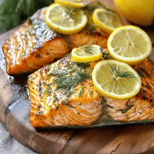 Für ein köstliches Lemon Dill Grilled Salmon benötigen Sie: - 4 Lachsfilets (jeweils ca. 170 g) - 2 Esslöffel frischer Dill, fein gehackt - 1 Zitrone (zuerst abgerieben, dann gepresst) - 3 Knoblauchzehen, fein gehackt - 60 ml Olivenöl - 1 Teelöffel Honig - Salz und Pfeffer nach Geschmack - Zitronenscheiben zur Dekoration Diese Zutaten sind einfach zu finden und machen das Gericht frisch und lebendig. Wenn Sie frische Zutaten suchen, achten Sie auf die Saison. Dill ist im Frühling und Sommer am besten. Die Zitrone sollte fest und schwer sein, was auf Saftigkeit hinweist. Lachs ist am frischesten, wenn er in den Monaten Mai bis September gefangen wird. Kaufen Sie lokale Produkte, wenn möglich. Falls frische Zutaten schwer zu finden sind, können Sie getrockneten Dill verwenden. Er hat jedoch einen anderen Geschmack. Für die Zitrone können Sie Zitronensaft aus der Flasche nutzen. Verwenden Sie frischen Knoblauch, wann immer Sie können; das gibt mehr Geschmack. Wenn Sie keinen Lachs haben, probieren Sie Forelle oder Kabeljau. Diese Fische sind ebenfalls schmackhaft und passen gut zur Marinade. Für die vollständige Anleitung und Zubereitung schauen Sie sich das [Full Recipe] an. Beginnen Sie mit dem Marinieren des Lachses. Nehmen Sie eine große Schüssel und geben Sie die Zutaten hinein: - 2 Esslöffel frischer Dill, fein gehackt - 1 Zitrone (abgerieben und gepresst) - 3 Knoblauchzehen, fein gehackt - 60 ml Olivenöl - 1 Teelöffel Honig - Salz und Pfeffer nach Geschmack Mischen Sie alles gut. Legen Sie die Lachsfilets in einen Beutel oder eine flache Schüssel. Gießen Sie die Marinade darüber. Lassen Sie den Lachs 30 Minuten bis 1 Stunde im Kühlschrank ziehen. So wird der Geschmack stark und frisch. Heizen Sie den Grill auf mittelhohe Temperatur vor. Nehmen Sie die Lachsfilets aus der Marinade und lassen Sie die überschüssige Marinade abtropfen. Werfen Sie die restliche Marinade weg. Bestreichen Sie den Grill mit einem kleinen Schuss Olivenöl. Legen Sie die Filets mit der Hautseite nach unten auf den Grill. Es ist wichtig, die Filets nicht zu bewegen, damit die Haut knusprig bleibt. Grillen Sie die Filets 4-6 Minuten lang. Wenden Sie die Lachsfilets vorsichtig mit einem breiten Spatel. Grillen Sie sie weitere 4-6 Minuten, bis der Fisch undurchsichtig ist. Der Lachs sollte sich leicht mit einer Gabel zerteilen lassen. Passen Sie die Zeit an, wenn Ihre Filets dicker sind. Nehmen Sie den Lachs nach dem Grillen vom Grill und lassen Sie ihn kurz ruhen. Für das vollständige Rezept schauen Sie sich die [Full Recipe] an. Die Grilltemperatur ist wichtig für den perfekten Lachs. Heize deinen Grill auf mittelhohe Temperatur, etwa 200 bis 230 Grad Celsius. Diese Temperatur sorgt dafür, dass der Lachs gleichmäßig gart und nicht austrocknet. Grill die Filets etwa 4-6 Minuten auf der Hautseite. Wende sie dann vorsichtig und grill sie weitere 4-6 Minuten. So bleibt der Fisch saftig und zart. Das Marinieren ist der Schlüssel zu einem intensiven Geschmack. Für diesen Lachs mische frischen Dill, Zitronensaft, Knoblauch und Olivenöl. Lass den Lachs 30 Minuten bis 1 Stunde marinieren. So nimmt der Fisch die Aromen auf und wird köstlich. Du kannst auch andere Kräuter oder Gewürze hinzufügen, um den Geschmack zu variieren. Ein Küchenthermometer hilft dir, die perfekte Garstufe zu erreichen. Stecke das Thermometer in die dickste Stelle des Filets. Der Lachs ist perfekt, wenn er 60 Grad Celsius erreicht. So stellst du sicher, dass der Fisch zart und saftig bleibt. Das ist besonders wichtig, wenn du nicht sicher bist, wie dick deine Filets sind. {{image_4}} Zu Lemon Dill Grilled Salmon passen viele Beilagen gut. Ich empfehle, frisches Gemüse zu servieren. Gegrillte Zucchini oder Spargel sind eine gute Wahl. Auch ein leichter Salat mit Rucola und Kirschtomaten passt perfekt. Für Kohlenhydrate sind Quinoa oder Reis eine tolle Ergänzung. Diese Beilagen ergänzen den Geschmack des Lachs. Wenn Sie mit Aromen spielen möchten, probieren Sie andere Kräuter. Petersilie, Thymian oder Estragon bringen neue Geschmäcker. Kombinieren Sie diese Kräuter mit Zitrone für ein frisches Erlebnis. Ein Hauch von Rosmarin kann dem Lachs eine erdige Note geben. Seien Sie kreativ und finden Sie Ihre Lieblingsmischung. Es gibt viele Wege, Lachs zuzubereiten. Sie können ihn auch im Ofen garen. Heizen Sie Ihren Ofen auf 200 Grad Celsius vor. Legen Sie den marinierten Lachs auf ein Backblech. Backen Sie ihn für etwa 15-20 Minuten. So bleibt der Fisch saftig und zart. Auch im Airfryer gelingt der Lachs gut. Experimentieren Sie mit verschiedenen Methoden für Abwechslung. Für mehr Details und eine vollständige Anleitung schauen Sie sich das [Full Recipe] an. Wenn du Lachs übrig hast, lass ihn zuerst abkühlen. Lege die Reste in einen luftdichten Behälter. So bleibt der Lachs frisch und lecker. Du kannst ihn bis zu drei Tage im Kühlschrank aufbewahren. Achte darauf, die Reste nicht zu lange stehen zu lassen. Willst du den Lachs länger aufbewahren? Dann friere ihn ein! Wickel die Lachsfilets in Frischhaltefolie. Danach lege sie in einen Gefrierbeutel. So schützt du sie vor Frostschäden. Gefrorener Lachs hält bis zu drei Monate. Zum Auftauen lege ihn einfach über Nacht in den Kühlschrank. Wie lange bleibt dein gegrillter Lachs frisch? Im Kühlschrank hält er drei Tage. Wenn du ihn länger aufbewahrst, wird er trocken. Achte auf Veränderungen im Geruch oder in der Farbe. Das sind Zeichen, dass der Lachs nicht mehr gut ist. Genieß deinen Lemon Dill Grilled Salmon frisch, um den besten Geschmack zu erleben! Lachs sollte mindestens 30 Minuten mariniert werden. So zieht der Geschmack gut ein. Du kannst ihn auch bis zu einer Stunde marinieren. Aber lass ihn nicht länger, sonst wird der Fisch zu weich. Ja, du kannst gefrorenen Lachs verwenden. Achte darauf, ihn vorher gut aufzutauen. Am besten lässt du ihn über Nacht im Kühlschrank auftauen. So bleibt der Fisch frisch und lecker. Zu Lemon Dill Grilled Salmon passen viele Beilagen. Hier sind einige Vorschläge: - Gegrilltes Gemüse (wie Zucchini und Paprika) - Ein frischer Salat mit Gurken und Tomaten - Reis oder Quinoa für eine sättigende Beilage - Kartoffeln, entweder gekocht oder als Püree Diese Kombinationen runden dein Essen perfekt ab. Für mehr Ideen, schau dir die [Full Recipe] an. Zusammenfassend haben wir die wesentlichen Zutaten, Techniken und Tipps für den perfekten gegrillten Lachs besprochen. Ich hoffe, die detaillierte Anleitung hilft dir, das Beste aus deinem Grill herauszuholen. Die Variationen und Aufbewahrungsinformationen bieten dir Flexibilität und Optionen für jeden Geschmack. Vergiss nicht, beim Grillen Spaß zu haben und kreativ zu sein. So wird dein Lachs jedes Mal ein Hit!