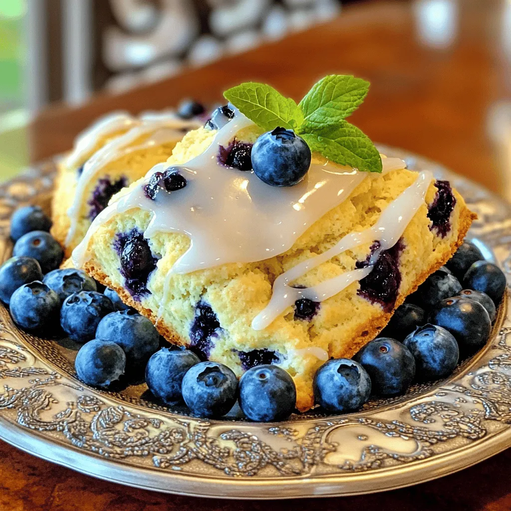 Um die besten Zitronen-Blaubeer-Scones zu machen, brauchen Sie einige Grundzutaten. Hier ist die Liste: - 2 Tassen Weizenmehl - 1/2 Tasse Kristallzucker - 1 Esslöffel Backpulver - 1/2 Teelöffel Salz - 6 Esslöffel kalte ungesalzene Butter, gewürfelt - 1/2 Tasse frische Blaubeeren (plus etwas extra zur Dekoration) - Schale von 1 Zitrone - 1/4 Tasse Schlagsahne - 1/4 Tasse griechischer Joghurt - 1 Esslöffel Zitronensaft - 1 Teelöffel Vanilleextrakt - 1 Ei Diese Zutaten sorgen für einen frischen und leckeren Geschmack in jedem Bissen. Die Kombination von Zitronen und Blaubeeren ist einfach himmlisch. Das Messen der Zutaten ist sehr wichtig. Ich empfehle, eine Küchenwaage zu benutzen. So stellen Sie sicher, dass alle Mengen genau sind. Für das Mehl verwenden Sie eine Tasse, die Sie leicht füllen können. Füllen Sie die Tasse nicht zu fest, sonst wird der Scone hart. Der Zucker sollte locker in die Tasse gefüllt werden. Butter muss kalt sein. Schneiden Sie sie in kleine Stücke, bevor Sie sie wie beschrieben verwenden. Achten Sie darauf, die Zitronenschale frisch zu reiben. Die frischen Aromen geben dem Scone einen tollen Geschmack. Wenn Sie frische Blaubeeren kaufen, suchen Sie nach prallen, festen und blauen Früchten. Vermeiden Sie welche mit braunen Flecken oder Schimmel. Frische Zitronen sollten schwer in der Hand liegen. Die Schale sollte glatt und glänzend sein. Wenn Sie sie leicht drücken, sollte sie etwas nachgeben. Wenn Sie diese Tipps beachten, bekommen Sie die besten Zutaten für Ihre Scones. Frische Zutaten machen den Unterschied. Schauen Sie sich auch das [Full Recipe] an, um alle Schritte zu sehen. Heize deinen Ofen auf 200°C vor. Das sorgt für eine perfekte Backtemperatur. Lege ein Backblech mit Backpapier aus. Dadurch kleben die Scones nicht fest. Das Backpapier macht das Reinigen nach dem Backen einfacher. Nimm eine große Rührschüssel. Gib 2 Tassen Weizenmehl, 1/2 Tasse Kristallzucker, 1 Esslöffel Backpulver und 1/2 Teelöffel Salz hinein. Mische alles gut. Verwende einen Schneebesen oder einen Löffel. Achte darauf, dass keine Klumpen bleiben. Diese Mischung bildet die Basis für deine Scones. Füge 6 Esslöffel kalte, gewürfelte Butter hinzu. Arbeite die Butter mit einem Teigmischer oder deinen Fingerspitzen ein. Mische, bis die Mischung krümelig aussieht. Es sollte wie grober Sand wirken. Dies gibt den Scones eine lockere Struktur. In einer separaten Schüssel vermischst du 1/4 Tasse Schlagsahne, 1/4 Tasse griechischen Joghurt, 1 Esslöffel Zitronensaft und 1 Teelöffel Vanilleextrakt. Schlage ein Ei hinzu und verrühre alles gut. Diese feuchten Zutaten bringen Geschmack und Feuchtigkeit in die Scones. Gieße die feuchten Zutaten in die trockenen Zutaten. Rühre vorsichtig, bis alles gerade so vermischt ist. Übermische den Teig nicht, da die Scones sonst hart werden. Der Teig sollte leicht klumpig sein, aber zusammenhalten. Jetzt kannst du die frischen Blaubeeren und die Zitronenschale unterheben. Sie geben den Scones einen frischen Geschmack. Bereite dich darauf vor, diese leckeren Scones zu backen! Wenn du die vollständige Anleitung möchtest, schau dir das Rezept an: [Full Recipe]. Ein häufiger Fehler beim Backen von Scones ist, zu lange zu rühren. Das kann die Scones hart machen. Mischen Sie die Zutaten nur, bis sie gerade so verbunden sind. Zu viel Arbeit macht den Teig zäh. Auch das Abkühlen der Butter ist wichtig. Kalte Butter sorgt für einen flauschigen Teig. Verwenden Sie immer kalte Zutaten, um die beste Textur zu erzielen. Um die perfekte Konsistenz zu erreichen, achten Sie auf die Mischung. Der Teig sollte weich, aber nicht klebrig sein. Wenn er zu trocken aussieht, fügen Sie etwas mehr Sahne hinzu. Kneten Sie den Teig sanft, bis er zusammenkommt. Zu viel Kneten führt zu harten Scones. Ein kleiner Trick ist, den Teig auf eine leicht bemehlte Fläche zu geben und ihn sanft in Form zu bringen. Die Präsentation macht den Genuss noch besser. Servieren Sie die Scones warm auf einem schönen Teller. Garnieren Sie sie mit frischen Blaubeeren und einem Minzblatt. So sieht es nicht nur gut aus, sondern schmeckt auch frisch. Für zusätzlichen Geschmack können Sie einen Zitronenguss hinzufügen. Mischen Sie Puderzucker mit Zitronensaft für eine süße Note. Diese einfachen Schritte machen Ihre Scones zu einem echten Genuss. Für das vollständige Rezept schauen Sie hier: [Full Recipe]. {{image_4}} Sie können die Scones glutenfrei machen. Verwenden Sie glutenfreies Mehl statt Weizenmehl. Achten Sie darauf, eine Mischung zu wählen, die mit Backpulver funktioniert. Fügen Sie etwas Xanthan-Gummi hinzu, um die Textur zu verbessern. So bleiben die Scones locker und leicht. Möchten Sie etwas Neues ausprobieren? Fügen Sie Schokolade oder Nüsse hinzu. Zartbittere Schokolade passt gut zu den frischen Blaubeeren. Auch gehackte Mandeln oder Walnüsse bringen einen schönen Crunch. Experimentieren Sie mit verschiedenen Zutaten für eigene Kreationen. Sie können die Aromen spielerisch anpassen. Fügen Sie frische Kräuter wie Rosmarin oder Thymian hinzu. Diese geben den Scones eine spannende Note. Auch Zimt oder Muskatnuss können den Geschmack verändern. Seien Sie kreativ und finden Sie Ihre Lieblingskombination. Lemon blueberry scones sind am besten frisch. Wenn du sie nicht sofort isst, kannst du sie im Kühlschrank aufbewahren. Wickele sie in Frischhaltefolie oder lege sie in einen luftdichten Behälter. Auf diese Weise bleiben sie ein paar Tage frisch. Wenn du sie bei Zimmertemperatur aufbewahrst, solltest du sie in einem trockenen Ort lagern. So bleiben sie knusprig. Aber sie halten nur etwa zwei Tage. Das Einfrieren ist eine großartige Option, wenn du die scones länger aufbewahren möchtest. Lass die scones zuerst ganz abkühlen. Dann packe sie in einen Gefrierbeutel. Achte darauf, die Luft herauszudrücken, bevor du den Beutel verschließt. So bleiben sie bis zu drei Monate frisch. Wenn du Lust auf einen scone hast, nimm einfach einen heraus und lass ihn im Kühlschrank auftauen. Um die scones wieder aufzuwärmen, heize deinen Ofen auf 180°C vor. Lege die scones auf ein Backblech und backe sie etwa 5 bis 10 Minuten. So werden sie warm und knusprig. Du kannst sie auch in der Mikrowelle aufwärmen, aber sie werden nicht so knusprig. Für den besten Genuss empfehle ich die Ofenmethode. Wenn du mehr über die scones erfahren möchtest, schau dir das Full Recipe an. Die Scones bleiben frisch für bis zu drei Tage. Lagern Sie sie in einem luftdichten Behälter. So bleibt die Textur weich und lecker. Wenn Sie die Scones länger aufbewahren möchten, können Sie sie einfrieren. Sie halten sich bis zu drei Monate im Gefrierfach. Ja, gefrorene Blaubeeren sind eine gute Wahl. Sie können die gefrorenen Beeren direkt in den Teig geben, ohne sie vorher auftauen zu müssen. Das sorgt für einen tollen Geschmack. Die Farbe kann jedoch etwas blasser sein. Achten Sie darauf, die gefrorenen Blaubeeren vorsichtig zu falten, um den Teig nicht zu beschädigen. Wenn Sie keine Sahne oder Joghurt verwenden möchten, sind es gute Alternativen. Milch oder pflanzliche Milchprodukte können ebenfalls funktionieren. Für eine leichtere Option nutzen Sie Buttermilch. Diese Alternativen können den Geschmack leicht ändern, aber die Scones bleiben weich und lecker. Diese Anleitung hat dir gezeigt, wie man leckere Zitronen-Blaubeer-Scones macht. Wir haben die wichtigsten Zutaten und Tipps besprochen. Du weißt jetzt, wie du häufige Fehler vermeidest und die perfekte Konsistenz erreichst. Variationen sind einfach und du kannst sie ganz nach deinem Geschmack anpassen. Denke auch an die besten Aufbewahrungshinweise. Probier diese Scones aus und genieße jeden Biss!