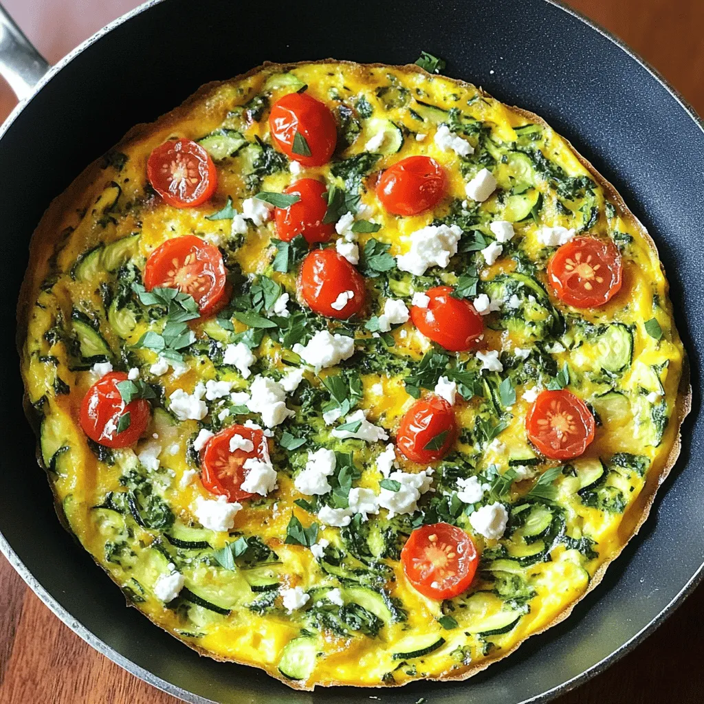 Für eine köstliche Zucchini-Spinat-Frittata benötigst du einige frische Zutaten. Hier sind die Hauptzutaten: - 4 große Eier - 1 mittlere Zucchini, gerieben - 2 Tassen frischer Spinat, grob gehackt - 1/2 Tasse Zwiebel, fein gehackt - 1/2 Tasse Kirschtomaten, halbiert - 1/3 Tasse Feta-Käse, zerbröselt - 2 Esslöffel Olivenöl Diese Zutaten sorgen für einen tollen Geschmack und eine schöne Farbe. Die richtigen Gewürze machen einen großen Unterschied. Du brauchst: - 1 Teelöffel Knoblauchpulver - Salz und Pfeffer nach Geschmack - Frische Kräuter (Petersilie oder Basilikum) zum Garnieren Knoblauchpulver bringt einen tollen Geschmack. Salz und Pfeffer runden das Gericht ab. Frische Kräuter machen es schön frisch. Du kannst die Frittata ganz nach deinem Geschmack anpassen. Hier sind einige Ideen: - Füge Paprika oder Pilze hinzu für extra Gemüse. - Verwende Ziegenkäse anstelle von Feta für einen anderen Geschmack. - Probiere verschiedene Kräuter wie Thymian oder Oregano. Diese Änderungen bringen neue Aromen in dein Gericht. Für die vollständige Zubereitung schau dir das [Full Recipe] an. Um die Zucchini-Spinat-Frittata zuzubereiten, musst du einige Dinge sammeln. Stelle sicher, dass du eine ofenfeste Pfanne hast. Du benötigst auch eine Schüssel zum Mischen. Hier sind die Zutaten, die du brauchst: - 4 große Eier - 1 mittlere Zucchini, gerieben - 2 Tassen frischer Spinat, grob gehackt - 1/2 Tasse Zwiebel, fein gehackt - 1/2 Tasse Kirschtomaten, halbiert - 1/3 Tasse Feta-Käse, zerbröselt - 2 Esslöffel Olivenöl - 1 Teelöffel Knoblauchpulver - Salz und Pfeffer nach Geschmack - Frische Kräuter (Petersilie oder Basilikum) zum Garnieren Beginne, indem du deinen Ofen auf 190°C vorheizt. In einer Schüssel vermischst du die Eier mit Knoblauchpulver, Salz und Pfeffer. Schlage die Eier gut mit einem Schneebesen. Stelle die Mischung beiseite. Erhitze das Olivenöl in deiner Pfanne bei mittlerer Hitze. Füge die Zwiebeln hinzu und brate sie, bis sie glasig sind. Das dauert etwa 3 bis 4 Minuten. Danach gib die geriebene Zucchini in die Pfanne. Koche sie für 2 bis 3 Minuten, bis sie weich ist. Füge dann den Spinat und die Kirschtomaten hinzu. Rühre alles gut um, bis der Spinat zusammenfällt, was etwa 2 Minuten dauert. Gieße die Eiermischung gleichmäßig über das Gemüse. Achte darauf, dass alles gut verteilt ist. Streue dann den zerbröselten Feta-Käse gleichmäßig darüber. Lasse die Frittata auf dem Herd für 2 bis 3 Minuten garen, bis die Ränder fest werden. Jetzt ist es Zeit, die Pfanne in den vorgeheizten Ofen zu geben. Backe die Frittata für 10 bis 15 Minuten. Sie ist fertig, wenn die Mitte fest ist und die Oberseite goldbraun aussieht. Nimm die Frittata aus dem Ofen und lasse sie ein paar Minuten abkühlen. Schneide sie dann in Stücke. Garniere die Frittata mit frischen Kräutern. Diese gesunde und einfache Mahlzeit ist nun bereit zum Servieren! Du kannst die Frittata warm oder kalt genießen. Für die vollständige Anleitung schau dir das [Full Recipe] an. Um eine luftige Frittata zu erhalten, schlage die Eier gut auf. Diese Luft hilft der Frittata, beim Backen zu steigen. Achte darauf, die Zucchini vorher zu salzen, damit sie Wasser verliert. So bleibt die Frittata nicht matschig. Eine gute Mischung aus Spinat und Tomaten sorgt für einen tollen Geschmack und eine schöne Farbe. Ein häufiger Fehler ist, die Frittata zu lange zu backen. Sie sollte goldbraun sein, aber nicht trocken. Überwache die Backzeit genau. Ein weiterer Fehler ist, die Eiermischung nicht gleichmäßig zu verteilen. Gieße sie langsam über das Gemüse, damit alles gut vermischt ist. Vermeide es auch, die Pfanne zu überfüllen. Das kann die Garzeit beeinflussen. Serviere die Frittata warm oder bei Zimmertemperatur. Sie sieht auf einem schönen Teller toll aus. Kombiniere sie mit einem frischen grünen Salat. Das bringt frische Aromen dazu und macht das Gericht leichter. Du kannst auch etwas Salsa oder Dip dazu reichen. Diese Frittata passt gut zu Toast oder knusprigem Brot. Für die vollständige Zubereitung schau dir das [Full Recipe] an. {{image_4}} Eine vegane Frittata ist leicht zu machen. Ersetze die Eier durch eine Mischung aus Kichererbsenmehl und Wasser. Du kannst etwa 1 Tasse Wasser mit 1/2 Tasse Kichererbsenmehl vermischen. Das gibt eine schöne, feste Textur. Füge auch etwas Kurkuma für die Farbe hinzu. So bleibt der Geschmack frisch und lecker. Du kannst viele Gemüsesorten verwenden. Probier Brokkoli, Paprika oder Pilze. Jedes Gemüse bringt seinen eigenen Geschmack. Wenn du mehr Farbe willst, füge rote Zwiebeln oder Karotten hinzu. Achte darauf, das Gemüse klein zu schneiden, damit es gleichmäßig gart. Gewürze machen viel aus. Zum Beispiel, füge etwas Paprika oder Kreuzkümmel hinzu. Diese Gewürze geben der Frittata mehr Tiefe. Frische Kräuter wie Schnittlauch oder Koriander sind auch eine gute Wahl. Sie bringen Frische und einen tollen Duft in das Gericht. Für das vollständige Rezept, schau dir die [Full Recipe] an. Um die Frittata frisch zu halten, lass sie zuerst abkühlen. Schneide sie dann in Stücke. Lege die Stücke in einen luftdichten Behälter. Du kannst die Frittata auch in Frischhaltefolie einwickeln. So bleibt die Feuchtigkeit erhalten und der Geschmack bleibt frisch. Für die Wiedererwärmung gibt es einfache Wege. Du kannst die Frittata in der Mikrowelle aufwärmen. Stelle die Mikrowelle auf mittlere Hitze und erwärme sie 1-2 Minuten. Alternativ kannst du sie in einer Pfanne auf dem Herd erwärmen. Erhitze sie bei niedriger Hitze, bis sie warm ist. Achte darauf, dass sie nicht zu trocken wird. Die Frittata hält sich im Kühlschrank etwa 3-4 Tage. Achte darauf, sie gut abzudecken. Wenn du sie länger aufbewahren möchtest, kannst du sie auch einfrieren. Wickel sie in Frischhaltefolie und lege sie in einen Gefrierbeutel. So bleibt sie bis zu 2 Monate haltbar. Verwende gerne die Full Recipe für die Zubereitung. Die Frittata bleibt im Kühlschrank 3 bis 4 Tage frisch. Bewahre sie in einem luftdichten Behälter auf. Achte darauf, sie gut abzukühlen, bevor du sie einpackst. So bleibt die Textur gut. Du kannst sie auch portionsweise einfrieren, wenn du sie länger aufbewahren möchtest. Ja, du kannst die Frittata in einer anderen Pfanne machen. Eine normale Pfanne funktioniert gut, solange sie ofenfest ist. Du kannst auch eine Quiche- oder Auflaufform nutzen. Achte darauf, die Pfanne gut mit Öl zu fetten, damit die Frittata nicht kleben bleibt. Die Frittata passt gut zu einem frischen grünen Salat oder zu knusprigem Brot. Du kannst auch Joghurt oder Salsa servieren, um mehr Geschmack zu bringen. Wenn du es herzhaft magst, probiere es mit geröstetem Gemüse oder einer Avocado-Scheibe. Für das Rezept schau dir die [Full Recipe] an. In dieser Anleitung hast du alles über die Zucchini-Spinat-Frittata gelernt. Wir haben die besten Zutaten, die Zubereitungsschritte und wertvolle Tipps besprochen. Variationen und richtige Lagerung sind ebenfalls wichtig. Denke daran, deine Frittata nach deinem Geschmack zu gestalten. Sei mutig mit den Zutaten und genießen! So kannst du sicherstellen, dass jede Frittata ein Erfolg wird. Viel Spaß beim Kochen und Experimentieren!