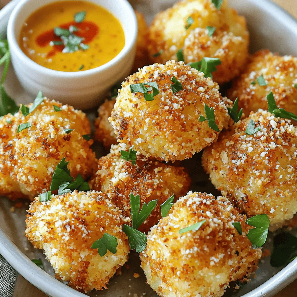 - 1 mittelgroßer Kopf Blumenkohl, in mundgerechte Röschen geschnitten - 1 Tasse Semmelbrösel (vorzugsweise Panko für extra Knusprigkeit) - ½ Tasse geriebener Parmesan - 2 Teelöffel Knoblauchpulver - 1 Teelöffel Zwiebelpulver - 1 Teelöffel geräuchertes Paprikapulver - ½ Teelöffel Salz - ¼ Teelöffel schwarzer Pfeffer - 2 große Eier, leicht verquirlt Die Hauptzutaten sind einfach und leicht zu finden. Blumenkohl ist die Basis. Er bringt eine tolle Textur. Die Semmelbrösel und der Parmesan sorgen für die Knusprigkeit. Gewürze wie Knoblauch und Paprika bringen den Geschmack. Eier helfen dabei, die Panade zu halten. - 2 Esslöffel frische Petersilie, gehackt (zur Garnitur) - Optional: Ihre Lieblings-Dip-Sauce (z.B. Ranch, Sriracha oder Tzatziki) Die frische Petersilie verleiht dem Gericht Farbe. Sie macht die Bissen appetitlicher. Die Wahl der Dip-Sauce ist wichtig. Eine gute Sauce macht alles besser. Probieren Sie verschiedene Dips aus, um Ihre Favoriten zu finden. Für das vollständige Rezept schauen Sie bitte hier: [Full Recipe]. Zuerst schneiden Sie einen mittelgroßen Kopf Blumenkohl in mundgerechte Röschen. Achten Sie darauf, dass alle Stücke etwa gleich groß sind. So garen sie gleichmäßig. Während Sie den Blumenkohl schneiden, heizen Sie Ihre Luftfritteuse auf 200 °C vor. Lassen Sie sie etwa 5 Minuten laufen, damit sie heiß wird. Jetzt tauchen Sie jedes Blumenkohlröschen in die verquirlten Eier. Lassen Sie überschüssige Flüssigkeit abtropfen. Dies hilft der Panade, besser zu haften. Danach wenden Sie das Röschen in der Semmelbrösel-Mischung. Drücken Sie leicht, damit die Panade gut haftet. Diese Mischung sorgt für einen knusprigen Biss. Legen Sie die panierten Blumenkohlbissen in den Korb der Luftfritteuse. Achten Sie darauf, dass sie in einer einzigen Schicht liegen. So kann die heiße Luft zirkulieren. Frittieren Sie die Bissen für 12-15 Minuten. Schütteln Sie den Korb zur Halbzeit, damit sie gleichmäßig bräunen. Nach dem Kochen nehmen Sie die Bissen vorsichtig heraus. Streuen Sie frische Petersilie zur Garnitur darüber. Servieren Sie die Blumenkohlbissen sofort mit Ihrer Lieblings-Dip-Sauce. Für das vollständige Rezept schauen Sie bitte bei [Full Recipe]. Um die perfekten knusprigen Air Fryer Blumenkohl Bites zu machen, empfehle ich die Verwendung von Panko. Panko ist leichter und luftiger als normale Semmelbrösel. Es sorgt für eine extra knusprige Textur. Wenn Sie Panko benutzen, wird jede Bissen außen schön goldbraun. Ein weiterer Tipp ist, die Blumenkohlröschen schichtweise zu frittieren. Wenn Sie zu viele Bissen auf einmal machen, dampfen sie. Dies lässt sie weich werden, anstatt knusprig. Arbeiten Sie in kleinen Chargen, um sicherzustellen, dass jeder Bissen gleichmäßig gart und schön knusprig bleibt. Seien Sie kreativ mit den Gewürzen! Sie können die Gewürze anpassen, um verschiedene Geschmäcker zu testen. Zum Beispiel können Sie Cayennepfeffer für Schärfe hinzufügen oder italienische Kräuter für einen anderen Geschmack. Auch die Käse- und Dip-Saucen können variieren. Wenn Sie keinen Parmesan mögen, probieren Sie Cheddar oder einen veganen Käse. Für Dips können Sie verschiedene Saucen wie Salsa oder Guacamole verwenden. So bleibt das Rezept spannend und vielseitig! {{image_4}} Um deine Blumenkohlbissen frisch zu halten, lege sie in einen luftdichten Behälter. Der Kühlschrank ist der beste Ort für die Aufbewahrung. So bleiben sie bis zu drei Tage gut. Wenn du die Bissen in einer Schicht anordnest, vermeidest du, dass sie zusammenkleben. Wenn du sie länger aufbewahren möchtest, friere sie ein. So halten sie bis zu einem Monat. Stelle sicher, dass sie gut eingepackt sind, um Gefrierverbrennungen zu vermeiden. Um die Blumenkohlbissen wieder warm zu machen, benutze die Luftfritteuse. Stelle sie auf 180 °C (350 °F) und erwärme sie für etwa 5 bis 7 Minuten. So bleiben sie knusprig und lecker. Vermeide es, sie in der Mikrowelle aufzuwärmen. Die Mikrowelle macht sie oft matschig. Wenn du die Bissen richtig lagerst und erwärmst, bleibt ihr Geschmack und ihre Textur perfekt. So kannst du die restlichen Bissen genießen, als wären sie frisch zubereitet. Pro Portion haben die knusprigen Air Fryer Blumenkohl Bissen etwa 250 Kalorien. Sie enthalten: - 10 g Protein - 15 g Fett - 20 g Kohlenhydrate Blumenkohl ist sehr nahrhaft. Er hat wenig Kalorien, aber viele Ballaststoffe. Diese Ballaststoffe helfen deinem Magen und fördern die Verdauung. Blumenkohl ist auch reich an Vitaminen. Besonders Vitamin C und K sind wichtig für dein Immunsystem. Außerdem enthält er Antioxidantien, die Entzündungen reduzieren. Wenn du glutenfrei essen möchtest, kannst du glutenfreie Semmelbrösel verwenden. Es gibt viele Marken, die gute Optionen bieten. So bleiben die Bissen knusprig und lecker. Für vegetarische Variationen kannst du den Parmesan weglassen oder durch einen pflanzlichen Käse ersetzen. Das sorgt dafür, dass die Blumenkohlbissen auch für Veganer geeignet sind. Du kannst auch andere Gewürze hinzufügen, um den Geschmack zu variieren. Die Blumenkohlbissen sind im Kühlschrank etwa 3-4 Tage haltbar. Bewahre sie in einem luftdichten Behälter auf. So bleiben sie frisch und lecker. Wenn du sie länger aufbewahren willst, friere sie ein. Gefrorene Blumenkohlbissen sind bis zu 3 Monate haltbar. Achte darauf, sie gut zu verpacken, damit sie nicht austrocknen. Ja, du kannst gefrorenen Blumenkohl verwenden. Achte darauf, ihn vorher gut abzutropfen. Dies hilft, die Bissen knusprig zu machen. Ich empfehle, gefrorenen Blumenkohl zunächst zu blanchieren. Blanchiere ihn für 2-3 Minuten in kochendem Wasser. Danach gut abtropfen und abkühlen lassen, bevor du ihn panierst. So bekommst du ein besseres Ergebnis. Die Blumenkohlbissen sind nicht vegan, da sie Eier enthalten. Du kannst jedoch eine vegane Alternative verwenden. Ersetze die Eier durch Leinsamen oder Chiasamen. Mische 1 Esslöffel Leinsamen oder Chiasamen mit 2,5 Esslöffeln Wasser. Lass diese Mischung einige Minuten stehen, bis sie dick wird. Nutze diese Mischung dann zum Panieren der Blumenkohlröschen. So kannst du die Bissen vegan genießen. Diese Blumenkohlbissen sind großartig, lecker und einfach zu machen. Wir haben die Hauptzutaten besprochen: Blumenkohl, Semmelbrösel, Parmesan, Eier und Gewürze. Auch die Zubereitung in der Luftfritteuse und die besten Tipps für perfekte Ergebnisse haben wir behandelt. Vergiss nicht, kreativ mit Gewürzen und Dips zu sein. Lagerung und Wiedererwärmung sind wichtig für den Genuss. Diese Bissen sind nicht nur gesund, sondern auch vielseitig. Probiere es aus und genieße!