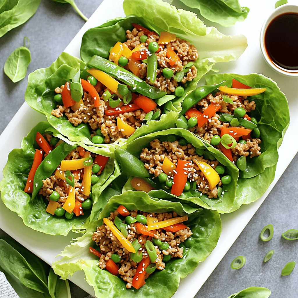 - 450 g gemahlenes Hähnchenfleisch - 1 Paprika (rot oder gelb), gewürfelt - 1 Tasse Karotten, in feine Streifen geschnitten (julienniert) - 3 Esslöffel Sojasauce (mit reduziertem Sodium) - 1 Esslöffel Hoisinsauce - 1 Esslöffel Sesamöl - 2 Frühlingszwiebeln, in Ringe geschnitten - Sesamkörner - Salz und Pfeffer nach Geschmack Diese Zutaten machen deine Hähnchenpfanne zu einem echten Genuss. Das gemahlene Hähnchenfleisch ist zart und lecker. Die Paprika bringt Farbe und einen süßen Geschmack. Die Karotten fügen eine knackige Textur hinzu. Die Sojasauce sorgt für Umami und Tiefe. Hoisinsauce bringt eine süßliche Note. Das Sesamöl gibt einen nussigen Geschmack, der jeden Bissen aufwertet. Vergiss nicht die Garnierungen! Die Frühlingszwiebeln bringen Frische. Sesamkörner sorgen für einen schönen Crunch. Salz und Pfeffer runden das Gericht ab. Du kannst alle Zutaten nach deinem Geschmack anpassen. Für das vollständige Rezept schaue dir die Anleitung an. Zuerst musst du das Gemüse schneiden. Nimm die Paprika und schneide sie in kleine Würfel. Die Karotten solltest du in feine Streifen schneiden. Zuckerschoten kannst du einfach zuschneiden. Jetzt ist das Gemüse bereit. Als Nächstes bereite das Hähnchenfleisch vor. Verwende 450 g gemahlenes Hähnchenfleisch. Lege es auf einen Teller, damit es griffbereit ist. So sparst du Zeit beim Kochen. Jetzt erhitzt du das Sesamöl in einer großen Pfanne. Stelle die Hitze auf mittel bis hoch. Wenn das Öl heiß ist, gib den gehackten Knoblauch und den geriebenen Ingwer hinein. Brate die Mischung etwa 30 Sekunden an, bis sie gut riecht. Füge dann das gemahlene Hähnchenfleisch hinzu. Zerteile es mit einem Spatel, während es brät. Koche es, bis es gebräunt und durchgegart ist, das dauert etwa 5-7 Minuten. Jetzt rührst du das vorbereitete Gemüse unter. Brate alles für weitere 3-5 Minuten. Das Gemüse sollte leicht zart, aber knackig bleiben. Gieße die Sojasauce und die Hoisinsauce über die Mischung. Mische alles gut, damit die Zutaten gleichmäßig verteilt sind. Koche die Mischung für weitere 2 Minuten. So verbinden sich die Aromen gut. Nimm die Pfanne vom Herd und lasse die Mischung kurz abkühlen. Um zu servieren, löffle die Hähnchen-Gemüse-Mischung auf jedes Salatblatt. Wickel die Blätter um die Füllung wie einen Wrap. Garniere die Wraps mit geschnittenen Frühlingszwiebeln und einem Spritzer Sesamkörner. So wird dein Gericht noch schöner. Wenn du mehr Details brauchst, schau dir das [Full Recipe] an. Um den Geschmack zu verbessern, probiere verschiedene Gewürze. Füge etwas Chili hinzu, wenn du es scharf magst. Auch frische Kräuter wie Koriander oder Basilikum können helfen. Für weniger Salz kannst du die Sojasauce anpassen. Nutze eine salzarme Version oder reduziere die Menge. Das sorgt für mehr Geschmack ohne zu viel Salz. Achte darauf, dass die Mischung nicht zu feucht wird. Das passiert oft, wenn du das Gemüse zu lange brätst. Brate das Gemüse nur so lange, bis es leicht zart, aber noch knackig ist. Timing ist hier wichtig. So bleibt die Konsistenz der Mischung perfekt. Präsentiere die Salatwickel auf einer großen Platte. Das sieht schön aus und macht Appetit. Lege eine kleine Schüssel mit Sojasauce oder Hoisinsauce zum Dippen daneben. Das gibt einen zusätzlichen Geschmackskick. Du kannst auch einige Sesamkörner darüber streuen, um die Wraps ansprechender zu machen. Wenn du mehr Ideen suchst, schaue dir das [Full Recipe] an. {{image_4}} Du kannst Brokkoli oder Zucchini nutzen. Beides gibt mehr Textur und Geschmack. Das Gemüse bleibt knackig, wenn du es nicht zu lange kochst. Außerdem kannst du Pilze hinzufügen. Sie bringen einen tollen Umami-Geschmack in die Mischung. Champignons oder Shiitake sind hier sehr lecker. Wenn du kein Hähnchen magst, probiere Tofu oder Rindfleisch. Tofu ist eine gute Wahl für Vegetarier. Es nimmt den Geschmack der Saucen gut an. Wenn du etwas Herzhaftes suchst, nimm mageres Rindfleisch. Eine weitere köstliche Option sind Kichererbsen. Sie sind nahrhaft und passen gut in die Wraps. Statt Salatblätter kannst du Reisblätter verwenden. Diese sind dünn und leicht. Sie machen die Wraps besonders interessant. Du kannst auch kleine Tortillas nehmen. Tortillas sind einfach zu füllen und schmecken gut mit der Hähnchen-Gemüse-Mischung. So kannst du die Wraps anpassen, je nach deinem Geschmack. Für das komplette Rezept, schau dir die [Full Recipe] an und entdecke die Vielfalt der Möglichkeiten! Wenn du Reste von deiner Hähnchenpfanne hast, lagere sie im Kühlschrank. Stelle sicher, dass du sie in luftdichten Behältern aufbewahrst. So bleiben die Zutaten frisch und der Geschmack bleibt erhalten. Die Mischung bleibt im Kühlschrank etwa drei Tage frisch. Achte auf Anzeichen von Verderb, wie einen schlechten Geruch oder eine unappetitliche Farbe. Wenn du solche Anzeichen siehst, ist es besser, die Reste wegzuwerfen. Die besten Methoden zum Wiederaufwärmen sind die Mikrowelle oder eine Pfanne. Erhitze die Mischung langsam, um Austrocknen zu vermeiden. Füge ein wenig Wasser oder Brühe hinzu, um sie saftig zu halten. Genieß deine leckeren Salatwickel erneut! Um die einfache Hähnchenpfanne für Salatwickel zu machen, folge diesen Schritten: 1. Erhitze 1 Esslöffel Sesamöl in einem Wok oder einer großen Pfanne. 2. Füge 3 fein gehackte Knoblauchzehen und 1 Esslöffel geriebenen Ingwer hinzu. Brate sie 30 Sekunden an. 3. Gib 450 g gemahlenes Hähnchenfleisch dazu. Brate es 5-7 Minuten, bis es braun ist. 4. Mische 1 gewürfelte Paprika, 1 Tasse juliennierte Karotten und 1 Tasse Zuckerschoten unter. Brate alles 3-5 Minuten. 5. Gieße 3 Esslöffel Sojasauce und 1 Esslöffel Hoisinsauce darüber. Koche für 2 Minuten. 6. Lass die Mischung kurz abkühlen. 7. Löffle die Mischung in Salatblätter und wickle sie zusammen. 8. Garniere mit 2 geschnittenen Frühlingszwiebeln und Sesamkörnern. Ja, du kannst das Rezept im Voraus zubereiten. Bereite die Hähnchen-Gemüse-Mischung vor und lagere sie in einem luftdichten Behälter im Kühlschrank. Du kannst sie bis zu 3 Tage aufbewahren. Erhitze die Mischung vor dem Servieren leicht in der Pfanne. Achte darauf, die Salatblätter frisch zu halten. Lagere sie separat, damit sie knackig bleiben. Viele Gemüsesorten passen gut zu dieser Hähnchenpfanne. Hier sind einige Optionen: - Brokkoli für zusätzlichen Biss - Zucchini für eine zarte Textur - Pilze für mehr Umami-Geschmack - Karotten für eine süße Note Diese Gemüseoptionen bringen Farbe und Nährstoffe in deine Wraps. Experimentiere mit deinen Favoriten, um neue Geschmäcker zu entdecken. Zusammengefasst ist das Rezept für die Hähnchen-Gemüse-Mischung einfach und lecker. Mit frischen Zutaten und tollen Soßen schaffst du schnell gesunde Salatwickel. Denke an die Tipps, um den Geschmack zu optimieren und die Konsistenz zu bewahren. Probiere verschiedene Variationen aus und genieße sie in unterschiedlichen Wraps. Die Reste lassen sich gut lagern und aufwärmen. Mit diesem Wissen kannst du deine Plate individuell gestalten und Gäste beeindrucken. Viel Spaß beim Kochen und Experimentieren!