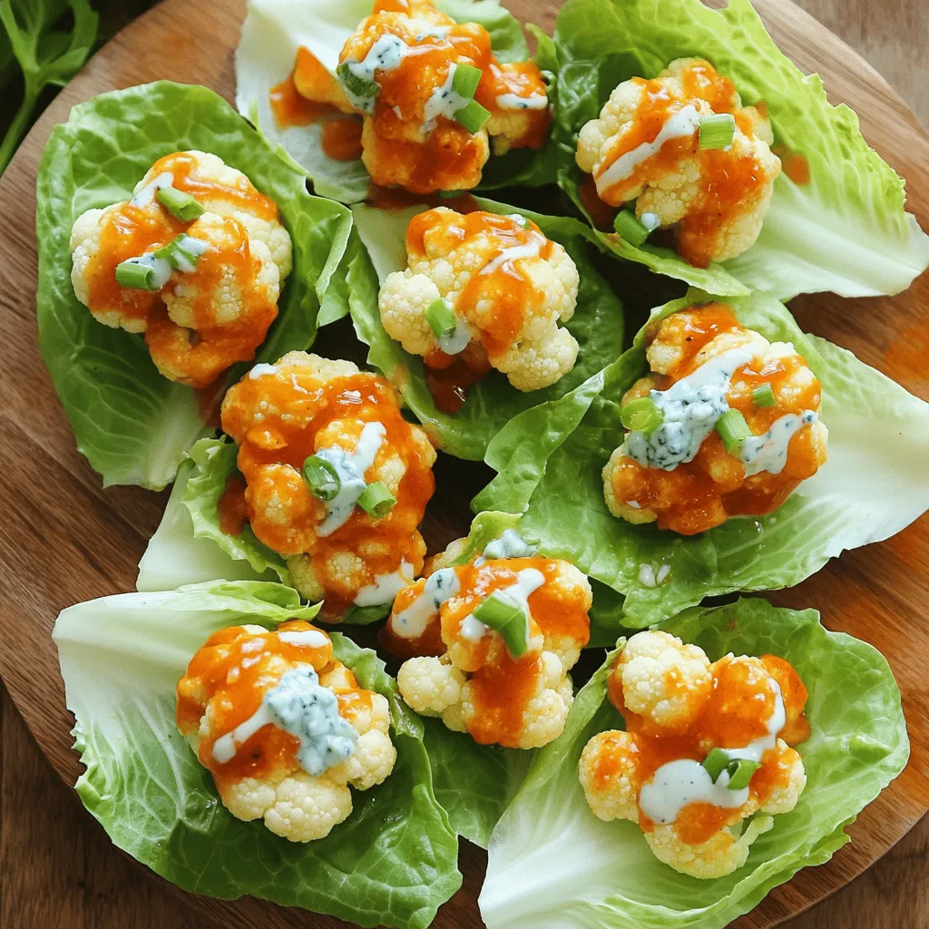 Für dieses Rezept benötigst du: - 1 mittelgroßer Kopf Blumenkohl, in kleine Röschen zerteilt - 240 ml Buffalo-Sauce (fertig oder selbstgemacht) - 1 Esslöffel Olivenöl - 1 Teelöffel Knoblauchpulver - 1 Teelöffel Zwiebelpulver - Salz und Pfeffer nach Geschmack - 1 Kopf Eisbergsalat oder Butterkopfsalat, Blätter getrennt - 120 ml Blauschimmelkäse- oder Ranch-Dressing (zum Drizzeln) - Selleriestangen, zum Servieren (optional) - Gehackte Frühlingszwiebeln, zum Garnieren Diese Zutaten bilden die Grundlage für deine leckeren Buffalo Blumenkohl-Lettuce Wraps. Der Blumenkohl gibt dir die perfekte Textur, während die Sauce für den würzigen Kick sorgt. Die Gewürze und Öle sind wichtig, um dem Blumenkohl Geschmack zu verleihen. - Olivenöl sorgt für eine schöne Bräunung. - Knoblauchpulver und Zwiebelpulver bringen Tiefe und Aroma. - Salz und Pfeffer helfen, alle Aromen zu verbinden. Mit diesen Zutaten machst du den Blumenkohl nicht nur schmackhaft, sondern auch knusprig. Toppings können das Gericht noch besser machen. Hier sind einige Ideen: - Blauschimmelkäse- oder Ranch-Dressing für einen cremigen Touch. - Gehackte Frühlingszwiebeln für einen frischen Geschmack. - Selleriestangen bieten einen knackigen Kontrast. Diese Extras bringen mehr Farbe und Geschmack auf deinen Teller. Wenn du mehr über die Zubereitung erfahren möchtest, schau dir das [Full Recipe](#) an. Zuerst nimmst du den Blumenkohl und zerteilst ihn in kleine Röschen. Achte darauf, dass die Stücke gleich groß sind. So garen sie gleichmäßig. Dann stellst du eine große Schüssel bereit. Dort gibst du die Blumenkohlröschen hinein. Füge Olivenöl, Knoblauchpulver, Zwiebelpulver, Salz und Pfeffer hinzu. Mische alles gut, bis der Blumenkohl gleichmäßig bedeckt ist. Heize deinen Ofen auf 230 °C vor. Lege ein Backblech mit Backpapier aus. Verteile die Blumenkohlröschen auf dem Blech. Röste sie für 25 bis 30 Minuten. Wende die Röschen zur Hälfte der Zeit. So werden sie goldbraun und zart. Nach dem Rösten nimmst du den Blumenkohl aus dem Ofen. Tossiere ihn in Buffalo-Sauce, bis er gut bedeckt ist. Lege ihn dann wieder auf das Blech und backe ihn für 5 bis 10 Minuten. Dadurch karamellisiert die Sauce leicht. Während der Blumenkohl im Ofen ist, bereitest du die Salatwraps vor. Trenne die Blätter vom Eisbergsalat oder Butterkopfsalat. Lege die Blätter auf einen großen Teller. Wenn der Blumenkohl fertig ist, lasse ihn kurz abkühlen. Nimm dann die Mischung und löffele sie in die Salatblätter. Träufle Blauschimmelkäse- oder Ranch-Dressing darüber. Garnieren die Wraps mit gehackten Frühlingszwiebeln. Serviere sie mit Selleriestangen für einen frischen Crunch. Diese Kombination macht das Essen noch besser! Ein häufiger Fehler ist, den Blumenkohl zu klein zu schneiden. Größere Stücke bleiben knackig. Ein weiterer Fehler ist, die Sauce zu früh hinzuzufügen. Warten Sie bis nach dem Rösten, um die Konsistenz zu bewahren. Achten Sie darauf, die Röschen gleichmäßig auf dem Blech zu verteilen. So garen sie besser. Um den besten Geschmack zu erzielen, verwenden Sie frische Zutaten. Frischer Blumenkohl hat einen süßeren Geschmack. Mischen Sie die Röschen gut mit Öl und Gewürzen. Dies sorgt für eine gleichmäßige Würze. Rösten Sie den Blumenkohl, bis er goldbraun ist. Das bringt die Aromen zur Geltung. Ein zusätzlicher Tipp ist, den Blumenkohl in der Buffalo-Sauce nur kurz zu backen. So bleibt die Textur knusprig. Für eine schöne Präsentation verwenden Sie große Salatblätter. Diese sehen toll aus und sind einfach zu füllen. Geben Sie die gefüllten Wraps auf eine große Platte. Garnieren Sie sie mit gehackten Frühlingszwiebeln für Farbe. Stellen Sie eine Dip-Station mit zusätzlicher Buffalo-Sauce und Dressing bereit. So können Ihre Gäste nach Belieben dippen. {{image_4}} Es ist einfach, diese Wraps vegan zu machen. Ersetze das Blauschimmelkäse-Dressing mit einem pflanzlichen Dressing. Du kannst auch Cashew-Creme verwenden. Diese sorgt für einen cremigen Geschmack und bleibt vegan. Verwende die gleiche Buffalo-Sauce, die du magst. Sie ist oft vegan, also keine Sorge. Du kannst mehr Gemüse hinzufügen. Karotten, Paprika oder Zucchini passen gut. Diese Gemüsesorten geben zusätzliche Farbe und Geschmack. Schneide sie in kleine Stücke, damit sie gut rösten. Mische sie einfach mit dem Blumenkohl und folge dem Rezept. Zögere nicht, mit Saucen zu experimentieren. Probiere BBQ-Sauce oder Sriracha für einen anderen Kick. Du kannst auch eine Erdnusssauce benutzen. Diese gibt einen nussigen Geschmack. Denk daran, die Sauce sparsam zu verwenden. So bleibt der Wrap nicht zu nass. Um die Reste der Buffalo Blumenkohl-Lettuce Wraps frisch zu halten, lege sie in einen luftdichten Behälter. Du kannst sie in den Kühlschrank stellen. Achte darauf, dass die Wraps nicht übereinander liegen. So bleibt der Salat knackig und der Blumenkohl weich. Wenn du die Reste aufwärmen möchtest, benutze die Mikrowelle oder den Ofen. In der Mikrowelle reicht eine Minute bei hoher Leistung. Prüfe danach, ob der Blumenkohl warm ist. Für den Ofen heize ihn auf 180 °C vor. Lege die Wraps auf ein Backblech und erwärme sie für etwa 10 Minuten. So werden sie schön knusprig. Die vorbereiteten Zutaten halten sich gut. Der Blumenkohl kann bis zu drei Tage im Kühlschrank bleiben. Der Salat bleibt frisch, wenn du ihn gut verpackst. Das Dressing kannst du separat aufbewahren, auch für drei bis vier Tage. So hast du immer einen schnellen Snack oder eine leckere Mahlzeit bereit. Buffalo Blumenkohl-Lettuce Wraps sind oft scharf. Die Schärfe hängt von der Buffalo-Sauce ab. Du kannst milde oder scharfe Sauce verwenden. Wenn du es weniger scharf magst, wähle eine milde Sauce. Du kannst auch die Menge der Sauce reduzieren. So passt es besser zu deinem Geschmack. Ja, du kannst die Buffalo-Sauce leicht selbst machen. Mische einfach scharfe Soße mit geschmolzener Butter. Füge etwas Essig hinzu, um mehr Geschmack zu bekommen. Du kannst auch Knoblauchpulver oder Paprika hinzufügen. Damit machst du die Sauce nach deinem Geschmack. Zu Buffalo Blumenkohl-Lettuce Wraps passen viele Beilagen. Selleriestangen sind eine tolle Wahl. Sie bringen einen knackigen Biss und Frische. Karottensticks sind ebenfalls lecker. Du kannst auch einen Salat dazu servieren. Ein einfacher grüner Salat passt gut zu den Wraps. Buffalo Blumenkohl-Lettuce Wraps sind einfach zu machen und sehr lecker. Wir haben die Zutaten, die Zubereitung und die besten Tipps behandelt. Du hast auch Varianten und Lagerungshinweise gelernt. Denke daran, die häufigsten Fehler zu vermeiden. Experimentiere mit verschiedenen Gemüse und Saucen. So machst du das Gericht spannend. Probiere es aus und teile deine Erfahrungen!