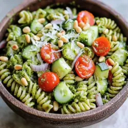 Pesto Pasta Salad Frisch und Einfach Zubereitet