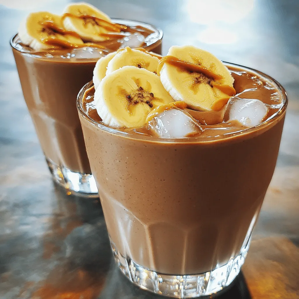 Für diesen schokoladigen Erdnussbutter-Bananensmoothie brauche ich folgende Hauptzutaten: - 2 reife, gefrorene Bananen - 2 Esslöffel natürliche Erdnussbutter - 1 Tasse ungesüßte Mandelmilch Diese Zutaten bilden die Basis. Die gefrorenen Bananen geben dem Smoothie eine cremige Textur. Erdnussbutter fügt einen nussigen Geschmack hinzu, und Mandelmilch macht ihn leicht und lecker. Um mehr Geschmack und Nährstoffe hinzuzufügen, verwende ich: - 2 Esslöffel ungesüßtes Kakaopulver - 1 Esslöffel Honig oder Ahornsirup (optional) - 1/2 Teelöffel Vanilleextrakt Das Kakaopulver bringt den Schokoladengeschmack. Honig oder Ahornsirup süßt den Smoothie, während Vanilleextrakt für eine besondere Note sorgt. Ich mag es, den Smoothie zu variieren. Hier sind einige Optionen: - 1/4 Tasse griechischer Joghurt (optional) - 1 Esslöffel Chiasamen (optional) - Eiswürfel (optional) Griechischer Joghurt macht den Smoothie cremiger. Chiasamen fügen Ballaststoffe und Nährstoffe hinzu. Eiswürfel sorgen für eine dickere Konsistenz. Das ist das Grundrezept für meinen schokoladigen Erdnussbutter-Bananensmoothie. Für das vollständige Rezept kannst du [Full Recipe] anschauen. Zuerst schneide die reifen Bananen in Scheiben. Dann lege die Bananenscheiben in den Gefrierschrank. Das Einfrieren verbessert die Textur des Smoothies. Stelle alle benötigten Zutaten bereit. Du brauchst gefrorene Bananen, Erdnussbutter, Mandelmilch und mehr. Gib die gefrorenen Bananen in den Mixer. Füge die Erdnussbutter und die Mandelmilch hinzu. Dann kommt das Kakaopulver dazu. Wenn du es süßer magst, füge Honig oder Ahornsirup hinzu. Vergiss nicht den Vanilleextrakt! Jetzt püriere alles im Mixer, bis die Mischung glatt ist. Wenn der Smoothie zu dick ist, gib mehr Mandelmilch dazu. Möchtest du es dicker machen? Füge ein paar Eiswürfel hinzu und püriere erneut. Probiere den Smoothie und justiere die Süße nach deinem Geschmack. Für das vollständige Rezept schaue bitte hier: [Full Recipe]. Um die perfekte Konsistenz für deinen Schokoladigen Erdnussbutter-Bananensmoothie zu erreichen, kannst du einige Tricks anwenden. Füge einfach etwas mehr Mandelmilch hinzu, wenn der Smoothie zu dick ist. Möchtest du ihn dicker machen? Dann gib ein paar Eiswürfel dazu. Diese kühlen den Smoothie und machen ihn schön cremig. Stelle sicher, dass dein Mixer auf hohe Geschwindigkeit eingestellt ist. So vermischt sich alles gut und du bekommst die beste Textur. Es gibt einfache Wege, um die Nährstoffe in deinem Smoothie zu steigern. Du kannst griechischen Joghurt hinzufügen. Dieser macht deinen Smoothie cremiger und gibt dir zusätzliches Protein. Chiasamen sind eine weitere tolle Option. Sie sind klein, haben aber viele Nährstoffe. Du kannst auch verschiedene Milchsorten ausprobieren. Sojamilch oder Hafermilch sind gute Alternativen zur Mandelmilch. Sie bringen ihren eigenen Geschmack und Nährstoffgehalt mit. Die Präsentation macht viel aus. Serviere deinen Smoothie in klaren Gläsern, um die schöne Farbe zu zeigen. Das sieht nicht nur gut aus, sondern macht auch Lust auf mehr. Du kannst den Smoothie mit Bananenscheiben oder einem Spritzer Erdnussbutter garnieren. Das gibt nicht nur einen tollen Akzent, sondern macht ihn auch noch schmackhafter. Probier es aus und verblüffe deine Gäste mit einem tollen Blickfang! {{image_4}} Um diesen Smoothie noch schokoladiger zu machen, können Sie einige Extras hinzufügen. Sie können einfach zusätzliche Schokoladenstücke oder Kakaonibs in den Mixer geben. Diese kleinen Knusperstücke geben einen tollen Crunch und mehr Schokoladengeschmack. Eine andere Möglichkeit ist, Schokoladenmilch anstelle von Mandelmilch zu verwenden. Das verstärkt den Geschmack und macht den Smoothie cremiger. Probieren Sie es aus! Wenn Sie mehr Fruchtgeschmack wollen, ist das auch einfach. Kombinieren Sie Ihren Smoothie mit Beeren wie Erdbeeren oder Himbeeren. Diese Früchte bringen eine süße Frische in Ihr Getränk. Eine kreative Idee ist, Spinat hinzuzufügen. Das macht den Smoothie grün und fügt viele Nährstoffe hinzu, ohne den Geschmack zu verändern. Es ist eine tolle Möglichkeit, mehr Gemüse in Ihre Ernährung zu bekommen. Möchten Sie mehr Eiweiß in Ihrem Smoothie? Fügen Sie einfach etwas Proteinpulver hinzu. Es gibt viele Sorten, die gut schmecken. Auch die Verwendung von Sojamilch statt Mandelmilch ist eine gute Wahl. Sojamilch hat mehr Eiweiß und macht den Smoothie noch nahrhafter. Für noch mehr Ideen und Variationen schauen Sie sich das Full Recipe an! Bewahren Sie den Smoothie in einem luftdichten Behälter im Kühlschrank auf. So bleibt er frisch. Der beste Geschmack hält sich etwa ein bis zwei Tage. Nach dieser Zeit kann der Smoothie seine cremige Textur verlieren. Wenn Sie ihn länger aufbewahren möchten, ist das Einfrieren eine gute Option. Um Reste einzufrieren, füllen Sie den Smoothie in einen gefrierfesten Behälter. Lassen Sie etwas Platz, da die Flüssigkeit beim Gefrieren expandiert. Zum Auftauen lassen Sie den Smoothie über Nacht im Kühlschrank auftauen oder stellen ihn für eine schnellere Methode in die Mikrowelle. Rühren Sie nach dem Auftauen gut um, um die Konsistenz wiederherzustellen. Um Zeit zu sparen, bereiten Sie die Zutaten vor. Schneiden Sie die Bananen in Scheiben und frieren Sie sie ein. So haben Sie immer gefrorene Bananen bereit. Sie können auch die Erdnussbutter und das Kakaopulver abmessen. Das macht die Zubereitung schnell und einfach. Wenn Sie alles vorbereitet haben, können Sie jederzeit einen köstlichen Schokoladigen Erdnussbutter-Bananensmoothie genießen. Ein Smoothie hält sich gut im Kühlschrank für etwa 1 bis 2 Tage. Verwende einen luftdichten Behälter. Der Geschmack bleibt so frisch. Wenn du ihn länger aufbewahren willst, friere ihn ein. Im Gefrierschrank bleibt er 1 bis 2 Monate gut. Achte darauf, ihn in Portionen einzufrieren. So kannst du schnell einen Smoothie genießen. Ja, du kannst den Smoothie ohne Joghurt machen. Ohne Joghurt wird der Smoothie dünner. Der Geschmack bleibt trotzdem lecker, aber weniger cremig. Du kannst auch andere Zutaten verwenden. Probiere zum Beispiel Avocado für die Cremigkeit oder einen anderen pflanzlichen Joghurt. So bleibt der Smoothie geschmackvoll und frisch. Um den Smoothie süßer zu machen, kannst du Honig oder Ahornsirup hinzufügen. Ein Esslöffel reicht oft aus. Wenn du es süßer magst, füge einen weiteren Löffel hinzu. Auch reife Bananen bringen natürliche Süße. Verwende diese, wenn möglich. Süßungsmittel wie Stevia sind auch eine Option, wenn du weniger Zucker willst. Ja, dieser Smoothie kann vegan sein. Verwende einfach pflanzliche Milch und lasse den Joghurt weg. Du kannst auch einen veganen Joghurt verwenden, wenn du die Cremigkeit magst. Achte darauf, dass die Erdnussbutter und der Honig vegan sind. Für vegane Süße kannst du Agavensirup nehmen. So bleibt der Smoothie rein pflanzlich. Dieser Smoothie-Rezept ist einfach, lecker und gesund. Du hast die Hauptzutaten, zusätzliche Optionen und Tipps gelernt. Variationen bringen Spaß und Abwechslung. Du kannst den Smoothie anpassen, um ihn noch nahrhafter zu machen. Die Lagerung ist auch leicht. Experimentiere mit verschiedenen Zutaten und finde deinen Favoriten. Mit den richtigen Tipps und Tricks zauberst du schnell eine köstliche und gesunde Mahlzeit. Viel Spaß beim Mixen und Genießen!