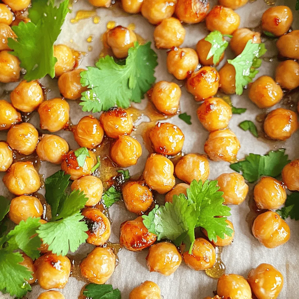 - 1 Dose (425 g) Kichererbsen, abgetropft und abgespült - 2 Esslöffel Olivenöl - 1 Esslöffel Sriracha-Sauce Kichererbsen sind die Basis für dieses Rezept. Sie sind nahrhaft und lecker. Sie liefern Protein und Ballaststoffe. Olivenöl bringt gesunde Fette und sorgt für knusprige Kichererbsen. Sriracha-Sauce fügt eine tolle Schärfe hinzu. - 2 Esslöffel Honig - 1 Teelöffel Knoblauchpulver - 1 Teelöffel geräucherter Paprika Honig sorgt für eine süße Note. Er balanciert die Schärfe der Sriracha aus. Knoblauchpulver gibt einen herzhaften Geschmack. Geräucherter Paprika bringt ein rauchiges Aroma in die Mischung. Diese Gewürze machen die Kichererbsen besonders lecker. - Frischer Koriander (optional) - Salz nach Geschmack Frischer Koriander gibt einen frischen Geschmack. Das ist eine tolle Ergänzung. Salz hebt den Geschmack noch weiter hervor und ist wichtig für die Balance. Möchten Sie die genaue Anleitung? Schauen Sie sich das [Full Recipe] an. Heize deinen Ofen auf 200 °C vor. Lege ein Backblech mit Backpapier aus. Dies hilft beim einfachen Entfernen der Kichererbsen. Spüle die Kichererbsen gut ab. Trockne sie dann auf einem Küchentuch. Achte darauf, dass sie wirklich trocken sind. Das macht sie knuspriger beim Rösten. Nimm eine große Schüssel und gib das Olivenöl hinein. Füge die Sriracha-Sauce und den Honig dazu. Dann kommen das Knoblauchpulver, der geräucherte Paprika und das Salz. Rühre alles gut um, bis die Mischung glatt ist. Jetzt gibst du die Kichererbsen in die Schüssel. Schwenke sie in der Mischung, bis sie gut bedeckt sind. Verteile die Kichererbsen gleichmäßig auf dem Backblech. Achte darauf, dass sie in einer einzigen Schicht liegen. Röste sie im Ofen für 25-30 Minuten. Schüttle das Backblech einmal in der Mitte der Röstzeit. So werden sie gleichmäßig knusprig. Nach dem Rösten nimm die Kichererbsen aus dem Ofen und lass sie leicht abkühlen. Sie werden beim Abkühlen noch knuspriger. Wenn du magst, garniere sie mit frischem Koriander. Du kannst sie warm oder bei Raumtemperatur servieren. - Trocknen der Kichererbsen optimieren: Nach dem Abspülen der Kichererbsen ist es wichtig, sie gut zu trocknen. Ich empfehle, sie auf ein sauberes Küchentuch zu legen. Tupfen Sie sie vorsichtig trocken. Dies entfernt überschüssige Feuchtigkeit. Je weniger Feuchtigkeit, desto knuspriger werden sie. - Häufiges Schütteln während des Röstens: Um gleichmäßige Röstung zu erreichen, schütteln Sie das Backblech während des Röstens. Dies sorgt dafür, dass alle Kichererbsen schön bräunen. Ich mache das nach der Hälfte der Röstzeit. So erhalten Sie einen perfekten, knusprigen Snack. - Variieren der Gewürze: Die Gewürze sind eine tolle Möglichkeit, den Geschmack zu verändern. Sie können den Sriracha mit Chili-Pulver oder Cumin ersetzen. Experimentieren Sie mit verschiedenen Geschmäckern, um Ihren Lieblingsmix zu finden. - Andere Süßungsmittel verwenden: Wenn Sie keinen Honig mögen, können Sie auch Agavendicksaft oder Ahornsirup verwenden. Diese geben ebenfalls eine süße Note und passen gut zu den Kichererbsen. - Präsentation in Schalen oder auf Holzbrett: Die Kichererbsen sehen toll aus, wenn Sie sie in einer schönen Schale servieren. Ein rustikales Holzbrett gibt dem Snack einen besonderen Charme. Es macht das Teilen mit Freunden noch schöner. - Kombinieren mit Dip-Saucen: Diese knusprigen Kichererbsen sind auch perfekt zum Dippen. Servieren Sie sie mit einem leckeren Joghurt-Dip oder einer scharfen Salsa. Das gibt einen tollen Kontrast zu den würzigen Kichererbsen. {{image_4}} Ich liebe es, mit Aromen zu spielen. Eine tolle Variante sind Curry-honig Röster. Dafür nutze ich Currypulver in der Würzmischung. Der Geschmack wird warm und exotisch. Eine andere Option sind BBQ-Stil Kichererbsen. Hier füge ich rauchige BBQ-Sauce hinzu. Das gibt den Kichererbsen eine süße, würzige Note. Beide Varianten sind einfach und lecker! Kichererbsen sind großartig, aber du kannst auch andere Bohnen verwenden. Weiße Bohnen sind eine tolle Wahl. Sie haben einen milden Geschmack und eine ähnliche Textur. Auch Linsen sind ein guter Ersatz. Sie rösten gut und bringen eine andere Textur in dein Gericht. Experimentiere mit diesen Optionen und finde deine Lieblingskombination! Wenn du eine vegane Version möchtest, lasse den Honig weg. Stattdessen kannst du Ahornsirup verwenden. Dies gibt Süße ohne tierische Produkte. Auch glutenfreie Zubereitung ist einfach. Die Kichererbsen sind von Natur aus glutenfrei. Achte nur darauf, dass alle Zutaten ebenfalls glutenfrei sind. So kannst du jeden glücklich machen! Bewahre die gerösteten Kichererbsen in einem luftdichten Behälter auf. So bleiben sie frisch und knusprig. Du kannst sie kühl oder bei Zimmertemperatur lagern. Achte darauf, dass die Kichererbsen gut abgekühlt sind, bevor du sie verpackst. So verhinderst du Feuchtigkeit, die die Knusprigkeit beeinträchtigt. Im Kühlschrank halten sich die Kichererbsen etwa eine Woche. Sie sind leicht verderblich, also iss sie schnell. Wenn du sie länger aufbewahren willst, friere sie ein. Im Gefrierschrank bleiben sie bis zu drei Monate gut. Vergiss nicht, sie gut zu verpacken, damit sie keinen Frostgeschmack annehmen. Richtig lagern ist entscheidend. Stelle sicher, dass der Behälter dicht schließt. Vor dem Servieren kannst du die Kichererbsen im Ofen leicht erwärmen. Das hilft, die knusprige Textur zurückzubringen. So genießt du sie frisch und lecker, wie beim ersten Biss! Die Zubereitung der Sriracha Honey Roasted Chickpeas dauert etwa 40 Minuten. Die Vorbereitungszeit ist nur 10 Minuten. Diese Zeit ist perfekt, um die Kichererbsen knusprig und lecker zu machen. Ja, du kannst die Kichererbsen im Voraus zubereiten. Lagere sie in einem luftdichten Behälter. So bleiben sie frisch und knackig. Du kannst sie bis zu einer Woche im Kühlschrank aufbewahren. Wenn du sie länger aufbewahren möchtest, friere sie ein. Dies hilft, die Knusprigkeit zu bewahren. Diese Kichererbsen passen gut zu vielen Gerichten. Du kannst sie als Snack genießen oder zu einem Salat hinzufügen. Sie sind auch toll als Topping für Suppen. Kombiniere sie mit Dips wie Hummus oder Guacamole für mehr Geschmack. Ja, das Rezept ist sehr anpassbar. Du kannst es vegan machen, indem du Honig durch Ahornsirup ersetzt. Für glutenfreie Optionen verwende glutenfreie Produkte. So können alle das Gericht genießen. Sriracha Honey Roasted Chickpeas sind einfach und lecker. Wir haben die besten Zutaten, Tipps und Anpassungsmöglichkeiten besprochen. Wenn du das Rezept ausprobierst, variier die Gewürze nach deinem Geschmack. Du kannst die Kichererbsen als Snack oder Hauptgericht genießen. Achte auf die Lagerung, damit sie knusprig bleiben. Jetzt bist du bereit, deine eigenen scharfen und süßen Kichererbsen zu kreieren!