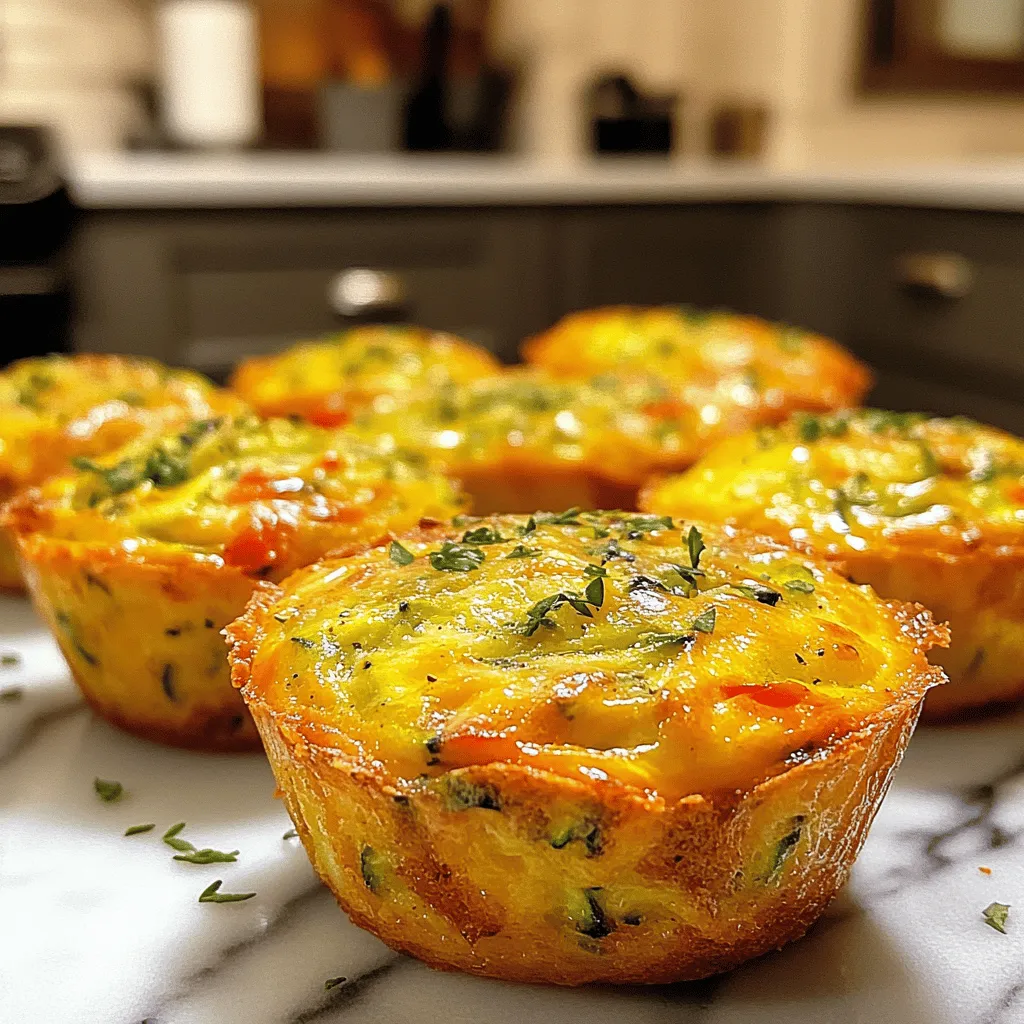 Für die Zucchini Quiche Muffins benötigst du: - 2 mittelgroße Zucchini, gerieben - 4 große Eier - 1 Tasse Milch (milchhaltig oder pflanzlich) - 1 Tasse Weizenmehl (oder Vollkornmehl) - 1 Tasse geriebener Käse (Cheddar oder Feta) - 1/2 Teelöffel Backpulver - 1/2 Teelöffel Salz - 1/4 Teelöffel schwarzer Pfeffer - 1/2 Teelöffel Knoblauchpulver - 1/4 Tasse grüne Zwiebeln, fein gehackt - 1/4 Tasse Paprika, fein gewürfelt (jede Farbe) - Olivenöl zum Einfetten der Muffinform Diese Zutaten sorgen für einen tollen Geschmack und eine gute Textur. Die Zucchini bringt Feuchtigkeit, während die Eier die Muffins zusammenhalten. Der Käse gibt einen herzhaften Kick. Du kannst die Muffins anpassen! Probiere diese Ideen: - Verwende andere Käsesorten wie Mozzarella oder Gouda. - Füge Spinat oder Brokkoli für mehr Gemüse hinzu. - Nutze glutenfreies Mehl, wenn du glutenfrei backen möchtest. - Experimentiere mit Kräutern wie Basilikum oder Oregano für mehr Aroma. Diese Alternativen machen das Rezept noch interessanter und passen zu deinem Geschmack. Die Zucchini Quiche Muffins sind vielseitig. Hier sind einige Beilagen, die gut dazu passen: - Ein frischer Salat mit Tomaten und Gurken. - Joghurt oder Quark als Dip. - Eine scharfe Sauce für einen zusätzlichen Kick. Diese Beilagen ergänzen den Geschmack der Muffins und machen das Essen noch besser. Du kannst sie als Snack, Frühstück oder sogar als Teil des Mittagessens genießen. Probiere das vollständige Rezept aus und erlebe die Vielfalt! Zuerst heizen Sie den Ofen auf 190 °C vor. Fetten Sie eine Muffinform mit Olivenöl ein oder nutzen Sie Muffinförmchen. In einer großen Schüssel vermischen Sie die Eier und die Milch gut. Rühren Sie, bis die Mischung glatt ist. Jetzt kommen die geriebenen Zucchini hinzu. Nutzen Sie ein Sieb, um überschüssige Flüssigkeit abzutropfen. So werden die Muffins nicht zu nass. Mischen Sie dann das Mehl, das Backpulver, das Salz, den Pfeffer und das Knoblauchpulver ein. Rühren Sie vorsichtig, bis alles vermengt ist. Der Teig soll klumpig bleiben. Heben Sie den geriebenen Käse, die grünen Zwiebeln und die Paprika vorsichtig unter den Teig. Füllen Sie jede Muffinform etwa zu 3/4 mit der Mischung. Danach backen Sie die Muffins für 20-25 Minuten. Sie sind fertig, wenn sie goldbraun sind. Überprüfen Sie sie mit einem Zahnstocher. Wenn er sauber herauskommt, sind die Muffins bereit. Lassen Sie sie einige Minuten in der Form abkühlen. Danach legen Sie sie auf ein Abkühlgitter. Behalten Sie die Muffins im Auge, besonders in den letzten Minuten. Jeder Ofen ist anders. Wenn sie goldbraun sind, sind sie meist fertig. Testen Sie die Muffins mit einem Zahnstocher. Wenn er sauber herauskommt, sind sie perfekt. Wenn nicht, lassen Sie sie noch einige Minuten im Ofen. So erhalten Sie die besten Zucchini-Quiche-Muffins. Genießen Sie die Muffins warm oder bei Raumtemperatur. Ein häufiger Fehler ist, die Zucchini nicht gut abzutropfen. Zu viel Flüssigkeit macht die Muffins matschig. Verwende ein Sieb, um überschüssige Flüssigkeit zu entfernen. Mixe die Zutaten nicht zu lange. Ein leicht klumpiger Teig sorgt für bessere Muffins. Achte darauf, die Muffinform nicht zu überfüllen. Fülle sie nur zu drei Vierteln, um ein Überlaufen zu vermeiden. Bewahre die Muffins in einem luftdichten Behälter auf. So bleiben sie frisch. Du kannst sie auch im Kühlschrank lagern. Dort halten sie sich bis zu fünf Tage. Wenn du sie länger aufbewahren möchtest, friere sie ein. Wickele die Muffins einzeln in Frischhaltefolie und lege sie in einen Gefrierbeutel. So sind sie bis zu drei Monate haltbar. Experimentiere mit verschiedenen Gewürzen. Füge etwas Paprika oder Kreuzkümmel hinzu, um mehr Geschmack zu bekommen. Frische Kräuter wie Basilikum oder Thymian passen gut dazu. Du kannst auch andere Gemüsesorten verwenden, wie Spinat oder Pilze. Probiere verschiedene Käsesorten aus. Feta oder Mozzarella geben eine tolle Note. Nutze die [Full Recipe] als Basis und variere nach Lust und Laune! {{image_4}} Um vegane Zucchini-Quiche-Muffins zu machen, ersetzen Sie die Eier. Nutzen Sie stattdessen einen Mix aus Leinsamen und Wasser. Mischen Sie für jeden Ei-Ersatz zwei Esslöffel gemahlene Leinsamen mit sechs Esslöffeln Wasser. Lassen Sie es kurz quellen. Verwenden Sie pflanzliche Milch und veganen Käse, um den Geschmack zu bewahren. Diese Muffins sind genauso lecker und passen in jede Diät. Für glutenfreie Zucchini-Quiche-Muffins verwenden Sie glutenfreies Mehl. Achten Sie darauf, dass es eine Mischung für Backwaren ist. Diese Mischung gibt den Muffins die richtige Struktur. Sie können auch Mandelmehl oder Kokosmehl nutzen, um den Muffins einen besonderen Geschmack zu geben. Experimentieren Sie mit verschiedenen Mehlen, um Ihre perfekte Mischung zu finden. Fügen Sie Ihrer Zucchini-Quiche-Muffin-Mischung weitere Gemüse hinzu! Spinat, Brokkoli oder Karotten passen gut. Schneiden Sie das Gemüse klein, damit es gleichmäßig gart. Sie können auch Feta-Käse oder Kräuter wie Basilikum oder Thymian hinzufügen. Diese Zutaten bringen frische Aromen in die Muffins. Das macht jede Biss zu einem neuen Erlebnis. Für das vollständige Rezept, schauen Sie sich die [Full Recipe] an. Zucchini Quiche Muffins sind einfach zu lagern. Lassen Sie die Muffins zuerst abkühlen. Legen Sie sie dann in einen luftdichten Behälter. So bleiben sie frisch. Im Kühlschrank halten sie sich bis zu fünf Tage. Wenn Sie sie länger aufbewahren möchten, sollten Sie sie einfrieren. Einfrieren ist eine tolle Option. Wickeln Sie jeden Muffin in Frischhaltefolie. Legen Sie die eingewickelten Muffins in einen Gefrierbeutel. So vermeiden Sie Gefrierbrand. Sie können die Muffins bis zu drei Monate einfrieren. Beschriften Sie den Beutel mit dem Datum, um den Überblick zu behalten. Um die Muffins wieder aufzuwärmen, gibt es einige Wege. Sie können sie im Ofen auf 180 °C für 10-15 Minuten aufbacken. Alternativ können Sie sie in der Mikrowelle für 30 Sekunden bis 1 Minute erwärmen. Achten Sie darauf, dass sie gleichmäßig warm sind. So schmecken sie fast wie frisch gebacken. Ja, du kannst Zucchini-Quiche-Muffins im Voraus zubereiten. Bereite die Muffins einfach nach dem [Full Recipe] vor. Du kannst sie in einer luftdichten Box im Kühlschrank aufbewahren. Das spart Zeit an einem geschäftigen Morgen oder beim nächsten Brunch. Das Einfrieren ist auch möglich. Achte darauf, sie gut einzupacken, damit sie frisch bleiben. Wenn du sie benötigst, tau sie einfach über Nacht im Kühlschrank auf. Die Muffins bleiben bis zu fünf Tage im Kühlschrank frisch. Lagere sie in einem luftdichten Behälter. Wenn du sie einfrierst, sind sie bis zu drei Monate haltbar. Achte darauf, das Datum zu markieren, wenn du sie einfrierst. So kannst du immer wissen, wann sie gemacht wurden. Bei Bedarf kannst du die Muffins einfach aufwärmen, indem du sie in der Mikrowelle oder im Ofen erhitzt. Ja, diese Muffins sind perfekt für Kinder. Sie sind lecker und nahrhaft. Die Kombination aus Zucchini, Käse und Eiern macht sie zu einem tollen Snack. Außerdem sind sie einfach zu essen und können leicht in die Lunchbox gepackt werden. Kinder können die Muffins auch selbst mit verschiedenen Gemüsesorten anpassen, je nach Geschmack. So wird das Kochen für sie noch spannender und kreativer. Die Zutaten für die Zucchini-Quiche-Muffins bieten viel Spielraum für Variationen. Ich habe einfache Schritte zur Zubereitung geteilt, von der Vorbereitung bis zum Backen. Tipps helfen dir, häufige Fehler zu vermeiden und die beste Lagerung zu sichern. Variationen machen die Muffins spannend, egal ob vegan oder glutenfrei. Mit den richtigen Aufbewahrungsinfos bleiben sie frisch. Denke daran: Diese Muffins sind nicht nur lecker, sondern auch kinderfreundlich und praktisch. Probiere sie aus und genieße den Unterschied!