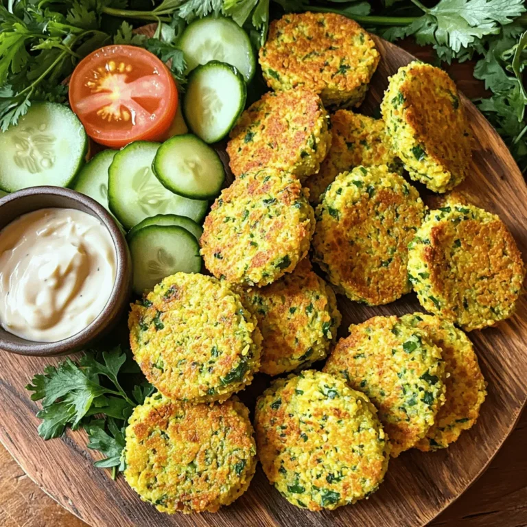 Die Hauptzutaten für deine einfachen gebackenen Falafel sind einfach zu finden und gesund. Hier sind die Zutaten, die du brauchst: - 1 Dose (425 g) Kichererbsen, abgetropft und abgespült - 60 g frische Petersilie, grob gehackt - 60 g frischer Koriander, grob gehackt - 1/2 kleine Zwiebel, grob gehackt - 2 Knoblauchzehen, fein gehackt - 1 Teelöffel Kreuzkümmel, gemahlen - 1 Teelöffel Koriander, gemahlen - 1/2 Teelöffel Backpulver - 60 g Allzweckmehl (oder Kichererbsenmehl für glutenfrei) - Salz und Pfeffer nach Geschmack - 3 Esslöffel Olivenöl - Optional: Tahini-Sauce zum Servieren Jede Zutat hat ihren eigenen Geschmack und trägt zur Textur bei. Du kannst frische Kräuter verwenden, um den Falafel mehr Aroma zu verleihen. Die Wahl der Gewürze macht einen großen Unterschied. Kreuzkümmel und Koriander geben dem Gericht eine warme, erdige Note. Frische Kräuter wie Petersilie und Koriander sorgen für eine frische Note. - Kreuzkümmel: Er verleiht einen nussigen Geschmack. - Koriander: Er bringt Zitrusaromen mit sich. - Petersilie: Sie sorgt für eine grüne Frische. - Knoblauch: Er gibt der Mischung einen kräftigen Kick. Diese Gewürze sind einfach zu finden und sehr wichtig für den Geschmack. Du kannst auch experimentieren und andere Gewürze hinzufügen, um deinen eigenen Stil zu kreieren. Für glutenfreie Falafel kannst du Kichererbsenmehl anstelle von Allzweckmehl verwenden. - Kichererbsenmehl: Es hat einen nussigen Geschmack und bindet gut. - Quinoa: Du kannst auch gekochte Quinoa hinzufügen, um die Falafel zu binden. Achte darauf, dass alle anderen Zutaten ebenfalls glutenfrei sind. So kannst du sicherstellen, dass jeder deine leckeren Falafel genießen kann. Für das vollständige Rezept schau dir bitte die [Full Recipe] an. Beginne mit der Vorbereitung der Kichererbsen. Verwende eine Dose Kichererbsen, die gut abgespült ist. So entfernst du die überschüssige Stärke und das Salz. Dann nimm frische Kräuter wie Petersilie und Koriander. Hacke sie grob, damit sie gut in der Mischung verteilt sind. Diese Kräuter geben den Falafeln viel Geschmack. Jetzt kommt der spaßige Teil. Gib die Kichererbsen, die Kräuter, eine Zwiebel und Knoblauch in die Küchenmaschine. Pulsieren Sie die Mischung, bis sie grob kombiniert ist. Achte darauf, dass die Mischung nicht zu fein wird. Füge dann die Gewürze wie Kreuzkümmel und Koriander hinzu. Danach kommt das Backpulver, Mehl, Salz und Pfeffer. Pulsieren, bis alles schön vermischt ist. Die Mischung sollte gut zusammenhalten und leicht krümelig sein. Es ist Zeit, die Falafel zu formen! Nimm eine Portion der Mischung und forme kleine Bällchen, etwa so groß wie ein Golfball. Platziere sie auf einem mit Backpapier ausgelegten Blech. Drücke sie leicht flach, damit sie gleichmäßig backen. Beträufle die Falafel mit Olivenöl, um ihnen eine schöne Kruste zu geben. Backe sie bei 190°C für 25-30 Minuten. Wende sie nach der Hälfte der Zeit, damit sie von beiden Seiten goldbraun werden. Lass sie nach dem Backen kurz abkühlen, bevor du sie servierst. Du kannst die Falafel in warmen Pita-Brot mit frischem Gemüse und Tahini-Sauce genießen. Für mehr Details kannst du das Full Recipe ansehen. Um die beste Textur für deine Falafel zu erzielen, sind frische Zutaten wichtig. Verwende frische Kichererbsen, wenn möglich. Diese geben mehr Geschmack und eine bessere Struktur. Achte darauf, die Mischung in der Küchenmaschine nicht zu lange zu pürieren. Du willst eine grobe Konsistenz, die zusammenhält, aber nicht zu glatt ist. Das sorgt für einen guten Biss. Für knusprige Falafel ist Olivenöl der Schlüssel. Beträufle die geformten Bällchen vor dem Backen gut damit. Dies hilft, eine goldene, knusprige Kruste zu bilden. Backe die Falafel bei 190°C und wende sie nach der Hälfte der Zeit. So werden sie gleichmäßig knusprig. Wenn du etwas mehr Crunch möchtest, kannst du auch Paniermehl verwenden. Mische etwas mit der Teigmischung für zusätzlichen Biss. Serviere die Falafel warm in Pita-Brot. Fülle sie mit frischem Gemüse wie Gurken, Tomaten und Zwiebeln. Ein Klecks Tahini-Sauce oder Joghurt macht das Gericht noch besser. Du kannst auch frische Kräuter wie Minze oder Petersilie hinzufügen, um es farbenfroh zu gestalten. Für den perfekten Genuss, genieße sie mit einem knackigen Salat oder als Teil einer Mezze-Platte. Wenn du mehr über das Rezept erfahren möchtest, schau dir das Full Recipe an. {{image_4}} Wenn du deine Falafel noch schmackhafter machen willst, probiere einige zusätzliche Zutaten. Füge 1 Teelöffel Paprika oder Cayennepfeffer hinzu, um mehr Wärme zu bekommen. Möchtest du fruchtige Noten? Ein wenig Zitronenschale passt perfekt. Auch geriebene Karotten oder Zucchini können für mehr Farbe und Nährstoffe sorgen. Diese Zutaten geben deinen Falafeln eine neue Dimension und machen sie noch interessanter. Die Falafel sind bereits vegan, was sie perfekt für alle macht, die pflanzlich essen. Du kannst die Kichererbsen auch durch schwarze Bohnen ersetzen. Das gibt einen anderen Geschmack und eine dunklere Farbe. Für eine glutenfreie Option nutze Kichererbsenmehl anstelle von Allzweckmehl. Diese Alternativen machen die Gerichte noch vielfältiger und passen zu verschiedenen Ernährungsweisen. Falafel schmecken großartig mit verschiedenen Beilagen und Dips. Serviere sie in einer warmen Pita mit frischem Gemüse wie Tomaten, Gurken und Salat. Eine leckere Tahini-Sauce passt perfekt dazu. Wenn du etwas Cremiges möchtest, probiere Joghurt oder eine Avocado-Creme. Diese Beilagen machen dein Gericht noch bunter und schmackhafter. Um die Falafel frisch zu halten, lagere sie in einem luftdichten Behälter. Du solltest sie im Kühlschrank aufbewahren. So bleiben sie bis zu drei Tage gut. Achte darauf, dass sie vollständig abgekühlt sind, bevor du sie verpackst. Dadurch vermeidest du Kondenswasser, das die Falafel matschig machen könnte. Wenn du die Falafel aufwärmen möchtest, nutze den Ofen oder eine Pfanne. So bleiben sie knusprig. Heize den Ofen auf 180°C vor. Lege die Falafel auf ein Backblech und erwärme sie für etwa 10-15 Minuten. In der Pfanne kannst du sie mit etwas Öl bei mittlerer Hitze für 5-7 Minuten aufwärmen. Wende sie einmal, damit sie gleichmäßig warm werden. Die zubereiteten Falafel halten sich im Kühlschrank bis zu drei Tage. Du kannst sie auch einfrieren. Leg sie dazu in einen gefrierfesten Behälter. Im Gefrierschrank bleiben sie bis zu drei Monate frisch. Zum Auftauen lege die Falafel einfach über Nacht in den Kühlschrank. So hast du immer eine schnelle, gesunde Mahlzeit bereit. Wenn du mehr über die Zubereitung erfahren möchtest, schaue dir das Full Recipe an. Die Zubereitung von Easy Baked Falafel dauert insgesamt etwa 45 Minuten. Du benötigst 15 Minuten für die Vorbereitung. Das Backen im Ofen dauert 25 bis 30 Minuten. Diese schnelle und gesunde Mahlzeit ist einfach zu machen. Du kannst sie problemlos in deinen Alltag einbauen. Ja, du kannst die Falafel einfrieren. Lasse sie nach dem Backen vollständig abkühlen. Lege die Falafel dann in einen luftdichten Behälter. Sie halten sich gut im Gefrierfach für bis zu drei Monate. Zum Aufwärmen nimm die Falafel einfach heraus und backe sie im Ofen, bis sie warm und knusprig sind. Falafel passt gut zu vielen Beilagen. Einige beliebte Optionen sind: - Frisches Gemüse wie Gurken und Tomaten - Ein einfacher Salat mit Zitronendressing - Hummus oder Tahini-Sauce - Pita-Brot oder Fladenbrot - Joghurt oder Tzatziki für mehr Geschmack Mit diesen Beilagen wird dein Falafel-Gericht noch besser. Du kannst auch die [Full Recipe] ausprobieren, um mehr Ideen zu erhalten. In diesem Blogbeitrag haben wir einfache Schritte zur Zubereitung von gebackenen Falafel behandelt. Wir sprachen über die Zutaten, die Zubereitung, hilfreiche Tipps und viele Variationen. Die richtige Mischung aus Kräutern und Gewürzen macht den Unterschied. Denke daran, die Falafel knackig zu machen und sie richtig zu lagern. Mit diesen Tipps kannst du jederzeit köstliche Falafel genießen. Bereit, neue Geschmackserlebnisse zu entdecken? Viel Spaß beim Ausprobieren!