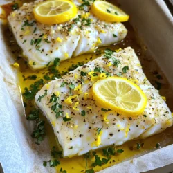 Für Baked Lemon Herb Cod brauchst du frische und einfache Zutaten. Hier sind die Hauptzutaten: - 4 Kabeljaufilets (etwa 170 g pro Stück) - 2 Esslöffel Olivenöl - 2 Zitronen (eine für die Schale und den Saft, eine in Scheiben) - 3 Knoblauchzehen, fein gehackt Diese Zutaten geben dem Fisch einen frischen Geschmack. Der Kabeljau ist zart und nimmt die Aromen gut auf. Die Gewürze sind wichtig für den Geschmack. Hier sind die notwendigen Gewürze: - 1 Teelöffel getrockneter Oregano - 1 Teelöffel getrockneter Thymian - 1 Teelöffel Paprika - Salz und Pfeffer nach Geschmack Diese Gewürze bringen den Fisch zum Leben. Sie verleihen ihm das richtige Aroma und eine schöne Farbe. Frische Kräuter machen das Gericht noch besser. Hier sind einige Vorschläge: - Petersilie - Dill - Schnittlauch Du kannst die frischen Kräuter nach deinem Geschmack wählen. Sie bringen mehr Frische und Farbe auf den Teller. Frische Kräuter sind eine tolle Ergänzung zu deinem Baked Lemon Herb Cod. Für das vollständige Rezept, schau dir den Abschnitt [Full Recipe](#) an. Zuerst heize deinen Ofen auf 200°C vor. Das sorgt dafür, dass der Kabeljau gleichmäßig gart. Dann nimm eine Auflaufform und lege sie mit Backpapier aus. So wird die Reinigung danach viel einfacher. Bereite alle Zutaten vor: den Kabeljau, das Olivenöl, die Zitronen, den Knoblauch, die Gewürze und die frische Petersilie. Diese Schritte helfen dir, alles schnell zur Hand zu haben. Jetzt ist es Zeit, die Marinade zu machen. Nimm eine kleine Schüssel und vermenge das Olivenöl mit dem gehackten Knoblauch. Füge dann die Schale und den Saft von einer Zitrone hinzu. Diese Mischung gibt dem Fisch einen tollen Geschmack. Jetzt kommen die Gewürze: Oregano, Thymian und Paprika. Vergiss nicht, Salz und Pfeffer nach Geschmack hinzuzufügen. Rühre alles gut um, bis die Marinade gleichmäßig aussieht. Lege die Kabeljaufilets in die vorbereitete Form. Gieße die Marinade gleichmäßig über die Filets. Achte darauf, dass sie gut beschichtet sind. Lege dann die Zitronenscheiben auf jeden Filet. Diese geben extra Frische. Jetzt kommt der beste Teil: Backe den Kabeljau im Ofen für 15 bis 20 Minuten. Er ist fertig, wenn er undurchsichtig ist und sich leicht mit einer Gabel zerteilen lässt. Lass die Filets nach dem Backen kurz ruhen und garniere sie mit frischer Petersilie. Du kannst das Gericht mit gedämpftem Gemüse servieren. So sieht es toll aus und schmeckt noch besser. Kabeljau ist ein zartes Fischfilet. Um ihn perfekt zu backen, achte auf die Temperatur. Heize deinen Ofen immer auf 200°C vor. Das hilft dem Fisch, gleichmäßig zu garen. Lege die Filets in eine gefettete Form. Gieße die Marinade gleichmäßig darüber. So zieht der Geschmack gut ein. Backe den Kabeljau 15 bis 20 Minuten. Prüfe, ob er undurchsichtig ist. Du kannst mit einer Gabel testen, ob er sich leicht zerteilen lässt. Wenn ja, ist er perfekt. Um Baked Lemon Herb Cod zuzubereiten, benötigst du einige Kochutensilien: - Eine Auflaufform - Backpapier - Eine kleine Schüssel - Einen Schneebesen oder Löffel - Ein scharfes Messer - Ein Schneidebrett Diese Utensilien machen die Zubereitung leicht und schnell. Einige Fehler passieren oft beim Backen von Kabeljau. Hier sind die häufigsten: - Zu hohe Temperatur: Wenn der Ofen zu heiß ist, kann der Fisch trocken werden. - Unzureichende Marinade: Stelle sicher, dass der Kabeljau gut mariniert ist. So bleibt er saftig. - Zu langes Backen: Überwache die Garzeit genau. Ein paar Minuten zu viel können den Fisch ruinieren. Vermeide diese Fehler, um ein köstliches Gericht zu genießen. Du wirst sehen, wie einfach es ist, Baked Lemon Herb Cod zuzubereiten. Probiere auch das vollständige Rezept für mehr Details. {{image_4}} Du kannst viele verschiedene Fische für dieses Rezept verwenden. Lachs bietet einen reichhaltigen Geschmack und eine schöne Textur. Forelle ist eine weitere tolle Wahl, die zart und lecker ist. Auch Tilapia passt gut zu den Aromen der Marinade. Denk daran, die Backzeit je nach Fisch anzupassen. Dickere Filets brauchen länger, dünnere weniger Zeit. Die Marinade ist einfach zu variieren. Du kannst frische Kräuter wie Basilikum oder Dill hinzufügen. Diese Kräuter bringen frische Aromen ins Spiel. Für mehr Schärfe füge eine Prise Cayennepfeffer hinzu. Wenn du es süßer magst, probiere Honig oder Ahornsirup. Diese kleinen Anpassungen machen dein Gericht einzigartig. Beilagen sind wichtig, um das Gericht zu vervollständigen. Gedämpftes Gemüse ist eine gesunde und leckere Wahl. Brokkoli, grüne Bohnen oder Karotten passen gut dazu. Auch ein frischer Salat mit Zitronen-Vinaigrette ist toll. Für etwas Herzhaftes serviere Reis oder Quinoa. Diese Beilagen ergänzen den Geschmack des Kabeljaus perfekt. Wenn du mehr Ideen brauchst, schau dir das Full Recipe an. Wenn du etwas Kabeljau übrig hast, lagere ihn in einem luftdichten Behälter. So bleibt der Fisch frisch. Du kannst ihn bis zu drei Tage im Kühlschrank aufbewahren. Stelle sicher, dass der Fisch gut abgedeckt ist, um Gerüche zu vermeiden. Um den Kabeljau wieder aufzuwärmen, benutze den Ofen. Stelle ihn auf 180°C ein. Lege die Filets auf ein Backblech und decke sie mit Alufolie ab. So bleibt der Fisch saftig. Erwärme ihn für etwa 10 Minuten. Du kannst auch die Mikrowelle nutzen, aber die Textur kann sich verändern. Im Kühlschrank hält sich der Kabeljau drei Tage. Wenn du ihn länger aufbewahren möchtest, friere ihn ein. Verpacke die Filets in Frischhaltefolie und lege sie in einen Gefrierbeutel. So bleibt der Geschmack bis zu drei Monate erhalten. Denke daran, den Fisch vor dem Kochen im Kühlschrank aufzutauen. Für die vollständige Anleitung, wie du diesen köstlichen Kabeljau zubereiten kannst, schau dir das [Full Recipe] an. Ja, Kabeljau ist sehr gesund. Er hat wenig Fett und viele Nährstoffe. Kabeljau enthält viel Protein, was gut für Muskeln ist. Er hat auch wichtige Vitamine wie B12. Diese Vitamine helfen deinem Körper, Energie zu gewinnen. Außerdem enthält Kabeljau Omega-3-Fettsäuren. Diese Fette fördern ein gesundes Herz. Wenn du auf deine Gesundheit achtest, ist Kabeljau eine gute Wahl. Kabeljau muss etwa 15-20 Minuten gebacken werden. Die genaue Zeit hängt von der Dicke der Filets ab. Du weißt, dass der Kabeljau fertig ist, wenn er undurchsichtig wird. Ein guter Test ist, mit einer Gabel in den Fisch zu stechen. Wenn er leicht zerfällt, ist er perfekt. Achte darauf, den Ofen auf 200°C vorzuheizen. So wird der Fisch gleichmäßig gegart. Ja, du kannst die Marinade im Voraus machen. Das spart Zeit und macht die Zubereitung einfacher. Stelle die Marinade einfach in den Kühlschrank. Du kannst sie bis zu 24 Stunden vorher vorbereiten. So können die Aromen gut durchziehen. Es ist eine tolle Möglichkeit, den Geschmack zu intensivieren. Wenn du bereit bist, den Kabeljau zu backen, nimm die Marinade einfach heraus. Gieße sie über die Filets und backe sie wie im Full Recipe beschrieben. In diesem Artikel haben wir die besten Zutaten für gebackenen Kabeljau mit Zitrone und Kräutern besprochen. Sie wissen jetzt, welche Gewürze und frischen Kräuter perfekt dazu passen. Ich habe Ihnen gezeigt, wie Sie Schritt für Schritt ein köstliches Gericht zubereiten können. Verschiedene Variationen und nützliche Tipps helfen Ihnen, Fehler zu vermeiden. Denken Sie daran, auch die Lager- und Aufbewahrungstipps zu beachten. So bleibt Ihr Kabeljau frisch und lecker. Genießen Sie Ihr Kochen!