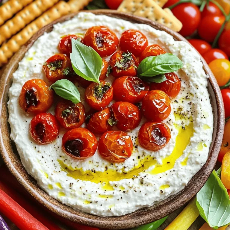 - 1 Tasse zerkrümelter Feta-Käse - 1/2 Tasse weicher Frischkäse - 2 Esslöffel Olivenöl - 1 Esslöffel Zitronensaft - 1 Teelöffel Knoblauchpulver - 1 Teelöffel getrockneter Oregano - 1 Pint halbierte Kirschtomaten - Frische Basilikumblätter zur Garnitur Um diesen köstlichen Feta-Dip zuzubereiten, benötigen Sie einfache Zutaten. Die Hauptzutaten sind Feta-Käse, weicher Frischkäse und Olivenöl. Diese drei Zutaten bilden die Basis für den Dip. Feta bringt den salzigen Geschmack. Frischkäse sorgt für eine cremige Textur. Olivenöl fügt einen reichhaltigen, fruchtigen Geschmack hinzu. Für die Gewürze verwenden wir Zitronensaft, Knoblauchpulver und Oregano. Der Zitronensaft bringt Frische, während das Knoblauchpulver einen tollen Geschmack hinzufügt. Oregano fügt ein wenig italienisches Flair hinzu. Die zusätzlichen Zutaten sind halbierte Kirschtomaten und frische Basilikumblätter. Die Tomaten geben dem Dip eine süße Note und die Basilikumblätter sorgen für eine schöne Dekoration und zusätzlichen Geschmack. Denken Sie daran, dass die Qualität der Zutaten den Unterschied macht. Verwenden Sie frische Tomaten und guten Feta, um das Beste aus diesem Rezept herauszuholen. Für das gesamte Rezept, siehe [Full Recipe]. Heize den Ofen auf 200°C (400°F) vor. Nimm eine Schüssel und gib die halbierten Kirschtomaten hinein. Träufle 2 Esslöffel Olivenöl über die Tomaten. Füge Salz und Pfeffer hinzu. Vermenge alles gut, so dass die Tomaten gleichmäßig bedeckt sind. Verteile die Tomaten auf ein Backblech in einer einzigen Schicht. Röste sie für 20-25 Minuten, bis sie karamellisieren. Sie sollten weich und leicht gebräunt sein. Der süße Geschmack kommt beim Rösten richtig zur Geltung. Während die Tomaten rösten, bereite den Feta-Dip vor. Gib 1 Tasse zerkrümelten Feta-Käse, 1/2 Tasse weichen Frischkäse, 2 Esslöffel Olivenöl, 1 Esslöffel Zitronensaft, 1 Teelöffel Knoblauchpulver und 1 Teelöffel getrockneten Oregano in die Küchenmaschine. Mische alles gut, bis du eine glatte und cremige Konsistenz erreichst. Kratze die Seiten der Schüssel ab, wenn nötig. Jetzt sind die Tomaten fertig. Lass sie kurz abkühlen, bevor du alles anrichtest. Serviere den Dip mit den gerösteten Tomaten obendrauf und genieße die Aromen. Du kannst das Ganze mit frischem Basilikum garnieren. Für das vollständige Rezept, schau dir die [Full Recipe]. Um eine cremigere Textur zu erreichen, können Sie die Zutaten anpassen. Fügen Sie mehr Frischkäse hinzu, wenn Sie den Dip weicher machen möchten. Während des Mixens ist es wichtig, die Seiten der Schüssel abzukratzen. So sorgen Sie dafür, dass alles gut vermischt ist und keine Klumpen bleiben. Experimentieren Sie mit zusätzlichen Gewürzen, um den Dip zu verbessern. Paprika oder Kreuzkümmel geben einen tollen Kick. Frische Kräuter wie Schnittlauch oder Petersilie bringen mehr Aroma. Einfach die Kräuter in die Mischung geben, um eine neue Geschmacksrichtung zu entdecken. Die Optik ist wichtig, wenn Sie Ihre Gäste beeindrucken möchten. Verwenden Sie frische Basilikumblätter als Garnitur, um Farbe und Frische hinzuzufügen. Anrichten Sie den Dip auf einem schön dekorierten Teller, um ihn ansprechend zu präsentieren. Ein schöner Teller macht jeden Dip noch leckerer. {{image_4}} Um den Geschmack Ihres Whipped Feta Dips anzupassen, können Sie einige Zutaten hinzufügen. Zum Beispiel: - Geröstete Paprika: Diese bringen eine süße Note. Rösten Sie die Paprika bis sie zart sind. Fügen Sie sie dann in die Mischung hinzu. - Oliven: Sie geben einen salzigen Kick. Schneiden Sie schwarze oder grüne Oliven klein und mischen Sie sie unter den Dip. - Frische Kräuter: Kräuter wie Thymian oder Rosmarin verleihen Frische. Fügen Sie einige gehackte Blätter hinzu, um den Geschmack zu verbessern. Der Dip ist sehr vielseitig. Sie können ihn auf verschiedene Arten genießen: - Mit Brotsorten: Servieren Sie den Dip mit Pita-Brot, Baguette oder Crackern. Diese passen gut zum cremigen Dip. - Als Aufstrich: Verwenden Sie den Dip als Aufstrich für Sandwiches. Er gibt jedem Biss einen tollen Geschmack. Wenn Sie eine vegane Version des Dips möchten, gibt es tolle Alternativen: - Pflanzliche Feta-Alternativen: Diese ersetzen den Feta-Käse. Es gibt viele Marken, die einen ähnlichen Geschmack bieten. - Vegane Frischkäse-Option: Nutzen Sie einen pflanzlichen Frischkäse. So bleibt die cremige Textur erhalten. Mit diesen Variationen können Sie Ihren Whipped Feta Dip ganz nach Ihrem Geschmack anpassen. Schauen Sie sich das Full Recipe an, um die Basis zu entdecken! Für die Lagerung des Dips empfehle ich, einen luftdichten Behälter zu verwenden. So bleibt der Dip frisch und lecker. Er hält sich im Kühlschrank etwa fünf Tage. Achte darauf, die Oberfläche mit etwas Olivenöl zu bedecken, um die Frische zu bewahren. Wenn du den Dip länger aufbewahren möchtest, kannst du ihn einfrieren. Fülle ihn in einen gefrierfesten Behälter. Lass dabei etwas Platz, da sich der Dip beim Gefrieren ausdehnt. Beim Auftauen kannst du ihn über Nacht im Kühlschrank lassen. Um die Textur wiederherzustellen, rühre ihn gut durch und füge etwas Olivenöl hinzu. Nach der Lagerung kannst du den Dip vielseitig nutzen. Verwende ihn als Brotaufstrich oder Dip für Gemüsesticks. Du kannst ihn auch zu Pasta oder Salaten hinzufügen, um mehr Geschmack zu bringen. Probiere, ihn mit frischen Kräutern oder gerösteten Nüssen zu verfeinern. Der Feta-Dip hält sich etwa 3 bis 5 Tage im Kühlschrank. Bewahren Sie ihn in einem luftdichten Behälter auf. So bleibt er frisch und lecker. Überprüfen Sie immer auf einen seltsamen Geruch oder eine veränderte Farbe, bevor Sie ihn verwenden. Ja, Sie können diesen Dip vegan machen. Ersetzen Sie den Feta-Käse durch einen pflanzlichen Feta oder eine Mischung aus Cashewkernen. Verwenden Sie veganen Frischkäse anstelle von normalem Frischkäse. Diese Optionen sorgen für einen ähnlichen Geschmack und eine cremige Textur. Zu diesem Dip passen viele Dinge! Servieren Sie ihn mit Crackern, Pita-Brot oder frischem Gemüse wie Karotten und Sellerie. Ein gutes Glas Weißwein oder spritziger Sekt ergänzt den Dip perfekt. Experimentieren Sie mit verschiedenen Beilagen, um Ihre Lieblingskombination zu finden. Ja, Sie können den Dip im Voraus zubereiten. Bereiten Sie ihn bis zu zwei Tage vor dem Servieren zu. Stellen Sie sicher, dass Sie ihn gut abdecken und im Kühlschrank aufbewahren. Vor dem Servieren einfach nochmal umrühren, um die Frische zu gewährleisten. Zusammenfassend haben wir die Hauptzutaten und Zubereitung für einen leckeren Feta-Dip behandelt. Wir haben die perfekten Tipps gegeben, um die Konsistenz und den Geschmack zu verbessern. Zudem haben wir Variationen und Aufbewahrungshinweise besprochen. Experimentiere mit verschiedenen Zutaten und genieße diesen Dip auf viele Arten. Ob allein oder als Teil eines Festes, dieser Dip wird immer gut ankommen. Probiere es aus und lass deiner Kreativität freien Lauf!