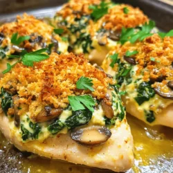 Mushroom Spinach Stuffed Chicken leckeres Rezept entdecken