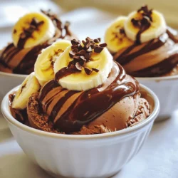 Die Hauptzutaten sind einfach und frisch. Du brauchst: - 4 reife Bananen, in Scheiben geschnitten und gefroren - 1 Tasse Kokosmilch (oder nach Wahl) - 2 Esslöffel Ahornsirup (nach Geschmack anpassen) - 1 Teelöffel Vanilleextrakt - 1/4 Tasse Kakaopulver (oder ungesüßtes Kakaopulver) - Eine Prise Meersalz Jede Zutat bringt ihren eigenen Geschmack. Die gefrorenen Bananen sorgen für eine cremige Basis. Kokosmilch fügt reichhaltige, tropische Noten hinzu. Ahornsirup süßt sanft und natürlich. Vanilleextrakt verstärkt die Aromen. Kakaopulver gibt den schokoladigen Wirbel, den wir lieben. Meersalz hebt alle Geschmäcker hervor. Du kannst einige Zutaten nach deinem Geschmack anpassen. Hier sind einige Optionen: - Statt Kokosmilch kannst du Mandel- oder Hafermilch verwenden. - Agavendicksaft ist ein guter Ersatz für Ahornsirup. - Verwende ungesüßtes Kakaopulver für weniger Süße. - Du kannst auch andere Nüsse oder Samen für zusätzlichen Crunch hinzufügen. Zubehör wie ein Hochleistungsmixer hilft, die Bananen gut zu pürieren. Ein luftdichter Behälter ist wichtig für das Einfrieren. Eine Portion Schokoladenwirbel-Bananeneis hat viele Vorteile. Hier sind die Nährwerte: - Kalorien: ca. 180 - Fett: 7 g - Kohlenhydrate: 30 g - Zucker: 15 g - Eiweiß: 2 g Dieses Eis ist nicht nur lecker, sondern auch nahrhaft. Es ist eine gute Quelle für Vitamine und Mineralien. Du kannst es ohne schlechtes Gewissen genießen! Um leckeres Schokoladenwirbel-Bananeneis zu machen, brauchst du frische Zutaten. Nimm zuerst vier reife Bananen und schneide sie in Scheiben. Friere die Bananenscheiben für mindestens zwei Stunden ein. Dann nimm eine Tasse Kokosmilch und zwei Esslöffel Ahornsirup. Du kannst auch einen Teelöffel Vanilleextrakt und eine Prise Meersalz verwenden. Diese Zutaten machen dein Eis noch besser. Jetzt ist es Zeit, die Bananen zu pürieren. Gib die gefrorenen Bananenscheiben, die Kokosmilch, den Ahornsirup, den Vanilleextrakt und das Meersalz in einen Mixer. Püriere alles gut, bis die Mischung schön glatt und cremig ist. Du musst vielleicht die Seiten des Mixers abkratzen. So stellst du sicher, dass alles gut vermischt ist. In einer separaten Schüssel machst du die Schokoladensauce. Nimm 1/4 Tasse Kakaopulver. Füge einen Schuss Kokosmilch hinzu und rühre alles gut um. Du willst eine glatte Sauce. Wenn sie zu dick ist, gib einfach mehr Kokosmilch dazu. Jetzt kommt der spaßige Teil: Marmorieren! Fülle die cremige Bananenmischung in eine große Rührschüssel. Träufle die Schokoladensauce gleichmäßig darüber. Nimm einen Spatel und wirble die Sauce vorsichtig in die Bananenmischung. So entstehen tolle Muster. Fülle die Mischung dann in einen luftdichten Behälter. Glätte die Oberfläche mit dem Spatel und schließe den Behälter gut. Friere das Eis für mindestens zwei bis vier Stunden ein. Vor dem Servieren lasse es fünf Minuten bei Zimmertemperatur stehen. So wird es leichter portionierbar. Für das komplette Rezept kannst du den Abschnitt mit dem Titel [Full Recipe] anschauen. Um die perfekte Konsistenz zu erreichen, brauche ich reife Bananen. Gefrorene Bananen sind der Schlüssel. Sie geben dem Eis die cremige Textur. Wenn ich die Bananen püriere, achte ich darauf, dass alles glatt ist. Wenn die Mischung zu dick ist, füge ich etwas Kokosmilch hinzu. So bleibt das Eis leicht und luftig. Ein häufiger Fehler ist, die Bananen nicht lange genug zu pürieren. Das kann Klumpen im Eis hinterlassen. Ich empfehle, die Mischung gut zu mixen, bis sie cremig ist. Auch zu viel Kakaopulver kann die Textur verändern. Eine Prise reicht völlig aus. Schließlich lasse ich das Eis vor dem Servieren immer kurz stehen. So lässt es sich einfacher portionieren. Ich serviere mein Schokoladenwirbel-Bananeneis in schönen Schalen. Dann dekoriere ich es mit frischen Bananenscheiben. Ein Schuss Schokoladensauce macht es noch leckerer. Kakaonibs sorgen für einen tollen Crunch. Diese kleinen Extras machen das Dessert besonders. So sieht es nicht nur gut aus, sondern schmeckt auch himmlisch. Für das ganze Rezept schau dir die Full Recipe an. {{image_4}} Für eine milchfreie Version verwenden Sie Kokosmilch. Diese gibt dem Eis einen tollen Geschmack. Sie können auch Mandelmilch oder Hafermilch nutzen. Diese Optionen machen das Eis leicht und cremig. Wenn Sie Nüsse mögen, probieren Sie Cashewmilch. Diese hat eine reichhaltige Textur, die gut zu Bananen passt. Fügen Sie weitere Früchte hinzu, um neue Aromen zu schaffen. Erdbeeren oder Mangos sind tolle Optionen. Sie können auch Erdnussbutter für einen nussigen Geschmack einrühren. Für zusätzliche Süße können Honig oder Agavendicksaft verwendet werden. Experimentieren Sie mit Gewürzen wie Zimt oder Muskatnuss. Diese geben dem Eis eine besondere Note. Toppings machen das Eis noch leckerer. Ich empfehle, frische Bananenscheiben obenauf zu legen. Ein Spritzer Schokoladensauce bringt extra Süße. Kakaonibs geben einen schönen Crunch. Auch gehackte Nüsse oder Kokosraspeln sind toll. Servieren Sie das Eis in bunten Schalen, um es noch ansprechender zu machen. Um dein Schokoladenwirbel-Bananeneis perfekt einzufrieren, achte darauf, dass du einen luftdichten Behälter verwendest. So bleibt das Eis frisch und nimmt keine anderen Aromen auf. Fülle die Mischung gleichmäßig in den Behälter und streiche die Oberfläche glatt. Decke es gut ab, damit es keine Eiskristalle bildet. Stelle den Behälter dann in den tiefsten Teil des Gefrierschranks. Das hilft, die Kälte gleichmäßig zu verteilen. Das Eis hält sich bis zu zwei Wochen im Gefrierfach. Doch ich empfehle, es innerhalb einer Woche zu essen. So bleibt der Geschmack frisch. Die beste Vorbereitungszeit ist am Tag, an dem du das Eis servieren möchtest. Es ist einfach und schnell gemacht. Du kannst es auch einen Tag vorher zubereiten, um es für Gäste bereit zu haben. Vor dem Servieren lasse das Eis etwa fünf Minuten bei Zimmertemperatur stehen. Das macht es leichter portionierbar. Wenn du es schneller auftauen möchtest, halte den Behälter unter warmes Wasser für ein paar Sekunden. Achte darauf, dass kein Wasser ins Eis gelangt. So bleibt der Geschmack unverändert. Mit diesen einfachen Tipps kannst du dein Schokoladenwirbel-Bananeneis immer genießen. Die Zubereitung dauert nur 10 Minuten. Das Einfrieren benötigt dann 2 bis 4 Stunden. So kannst du schnell ein leckeres Eis genießen. Ja, du kannst andere Früchte verwenden! Erdbeeren, Himbeeren oder Mangos passen gut dazu. Achte darauf, die Früchte vorher zu schneiden und einzufrieren. Dadurch bleibt die Konsistenz schön cremig. Du kannst das Eis leicht anpassen. Ersetze die Kokosmilch durch Mandel- oder Sojamilch. Füge mehr oder weniger Ahornsirup hinzu, je nach Geschmack. Experimentiere mit verschiedenen Kakao- oder Schokoladensorten für einen neuen Geschmack. Die Möglichkeiten sind endlos! Für das vollständige Rezept, schau dir die [Full Recipe] an. Zusammenfassend haben wir die besten Zutaten für Schokoladenwirbel-Bananeneis erkundet. Ich habe die Schritte zur Zubereitung klar erklärt. Wir haben Tipps geteilt, um Fehler zu vermeiden und die perfekte Konsistenz zu erreichen. Zudem habe ich Variationen und Lagerungshinweise gegeben, die dir helfen, dein Eis frisch zu halten. Denke daran, dass Anpassungen und Kreativität im Kochen Spaß machen. Probiere verschiedene Früchte und Toppings aus, um dein Eis zu einem einzigartigen Genuss zu machen. Viel Spaß beim Experimentieren!