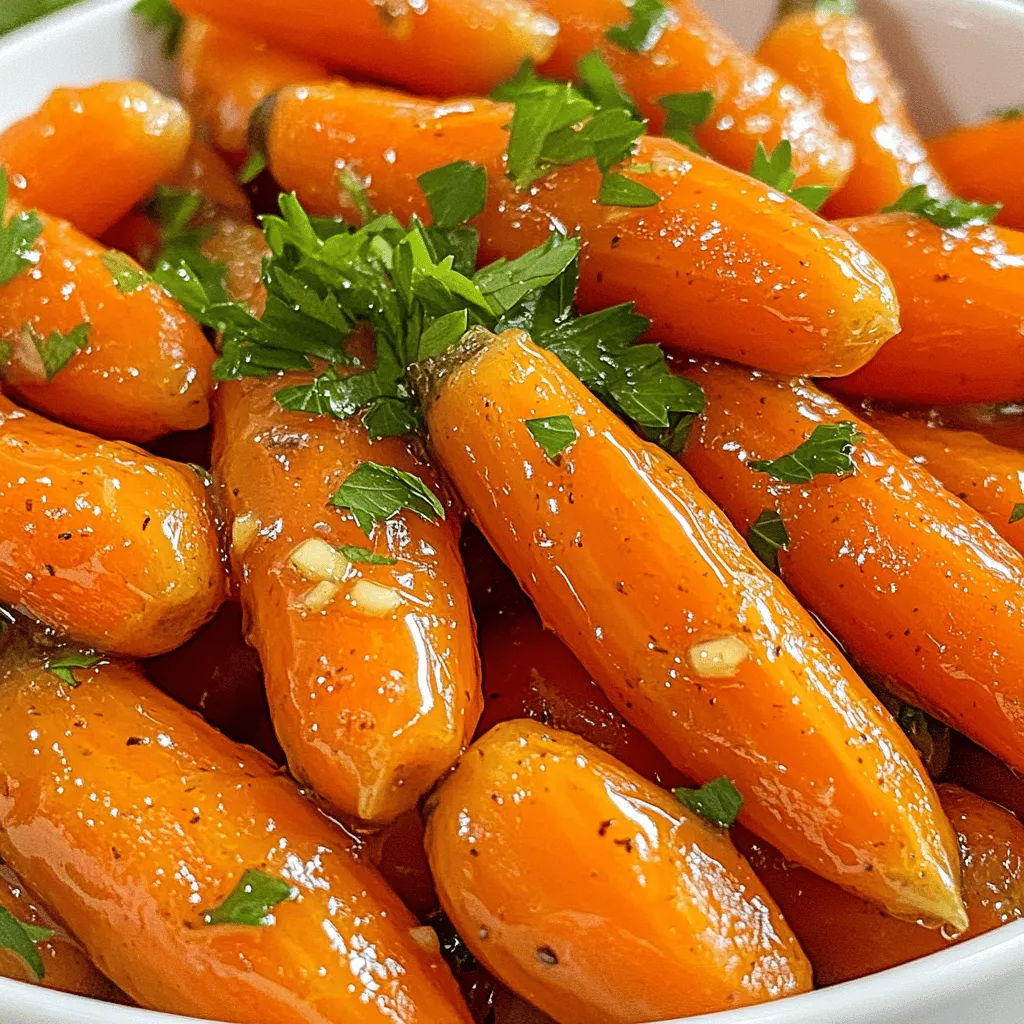 Für honig-knoblauch-glasierte Karotten benötigen Sie: - 450 g Babykarotten, geschält - 3 Esslöffel Honig - 2 Esslöffel ungesalzene Butter - 3 Knoblauchzehen, fein gehackt - 1 Teelöffel frische Thymianblätter (oder 1/2 Teelöffel getrockneter Thymian) - Salz und schwarzer Pfeffer nach Geschmack - 1 Esslöffel Zitronensaft - Frische Petersilie, gehackt (zum Garnieren) Babykarotten sind süß und zart. Sie sind einfach zuzubereiten und brauchen nicht viel Zeit. Honig bringt eine natürliche Süße. Er hilft, die Karotten zu glätten und gibt ihnen einen schönen Glanz. Knoblauch fügt einen tollen Geschmack hinzu. Thymian gibt ein frisches Aroma. Zitronensaft bringt eine spritzige Note, die die Süße ausgleicht. Frische Petersilie sorgt für Farbe und Frische auf dem Teller. Wenn Sie keinen Honig haben, probieren Sie Agavendicksaft oder Ahornsirup. Diese Alternativen bieten eine ähnliche Süße. Für eine vegane Option können Sie die Butter durch pflanzliche Margarine ersetzen. Verwenden Sie frische Kräuter wie Rosmarin oder Oregano anstelle von Thymian, um den Geschmack zu verändern. Um die Honig-Knoblauch-Glasierten Karotten zuzubereiten, folge diesen einfachen Schritten: 1. Erhitze in einer großen Pfanne die Butter bei mittlerer Hitze. 2. Sobald die Butter schmilzt, füge den fein gehackten Knoblauch hinzu. Brate ihn etwa eine Minute lang an, bis er duftet. Achte darauf, dass der Knoblauch nicht verbrennt. 3. Gib die geschälten Babykarotten in die Pfanne. Rühre gut um, damit sie mit der Knoblauchbutter überzogen werden. 4. Träufle den Honig über die Karotten und füge den Thymian hinzu. Rühre alles vorsichtig um. 5. Schmecke die Mischung mit Salz und schwarzem Pfeffer ab. 6. Gieße 60 ml Wasser in die Pfanne. Decke sie mit einem Deckel ab und koche die Karotten etwa 10 Minuten lang. Sie sollen zart, aber noch leicht knackig sein. 7. Entferne den Deckel und lasse die Karotten weitere 2-3 Minuten kochen, damit die Glasur eindickt. 8. Beträufle die glasierten Karotten mit Zitronensaft und vermische sie sanft. 9. Nimm die Pfanne vom Herd. Transferiere die Karotten auf eine Servierplatte und garniere sie mit frisch gehackter Petersilie. Die Vorbereitungszeit für die Honig-Knoblauch-Glasierten Karotten beträgt 10 Minuten. Die Gesamtzeit für die Zubereitung ist nur 20 Minuten. Du kannst also schnell ein leckeres Gericht zaubern, perfekt für den Alltag oder besondere Anlässe. Hier sind einige Tipps, die dir helfen, das Beste aus deinem Gericht herauszuholen: - Wähle frische, knackige Babykarotten für den besten Geschmack. - Achte darauf, den Knoblauch nicht zu verbrennen, da er sonst bitter wird. - Du kannst die Karotten auch im Ofen rösten, um einen anderen Geschmack zu erzielen. - Verwende frische Kräuter für mehr Aroma. Frischer Thymian bringt tolle Noten in das Gericht. Für das vollständige Rezept kannst du [Full Recipe] hier finden. Um die perfekte Glasur zu erreichen, müssen Sie die richtige Balance finden. Beginnen Sie mit der Butter. Sie sollte schmelzen und leicht schäumen. Fügen Sie dann den Knoblauch hinzu. Braten Sie ihn nur kurz an, bis er duftet. Achten Sie darauf, ihn nicht zu verbrennen. Zu viel Hitze kann den Geschmack ruinieren. Dann kommen die Karotten. Sie sollten gleichmäßig in der Butter liegen. Der Honig ist der Schlüssel zur Glasur. Geben Sie ihn erst dann hinzu, wenn die Karotten angebraten sind. So kann die Süße besser einziehen. Ein Spritzer Zitronensaft am Ende bringt Frische und macht die Glasur glänzend. Wählen Sie frische Babykarotten für dieses Rezept. Sie sind süß und zart. Achten Sie darauf, dass sie fest sind. Keine weichen oder schrumpeligen Karotten. Wenn möglich, kaufen Sie sie auf dem Markt. Bio-Karotten sind auch eine gute Wahl. Sie haben oft mehr Geschmack und keine Pestizide. Ein häufiger Fehler ist zu viel Hitze. Kochen Sie die Karotten bei mittlerer Hitze. So können sie gleichmäßig garen. Ein weiterer Fehler ist, den Honig zu früh hinzuzufügen. Warten Sie, bis die Karotten fast fertig sind. So bleibt die Glasur schön klebrig und glänzend. Vergessen Sie nicht, die Karotten zu probieren. So können Sie die Gewürze anpassen. Salz und Pfeffer sind wichtig. Zu wenig wird den Geschmack schwächen. Ein letzter Tipp: Lassen Sie die Karotten nach dem Kochen etwas ruhen. So zieht die Glasur besser ein. Für das vollständige Rezept, schauen Sie sich die [Full Recipe] an. {{image_4}} Ich liebe es, mit Aromen zu spielen. Du kannst die Honig-Knoblauch-Glasur ganz einfach anpassen. Füge für mehr Tiefe einige geriebene Ingwerstücke hinzu. Das gibt den Karotten eine schöne Schärfe. Wenn du es herzhafter magst, probiere geröstete Nüsse oder Mandeln. Sie geben einen tollen Crunch. Für eine vegane Version kannst du die Butter durch Olivenöl ersetzen. Das funktioniert wunderbar und bleibt gesund. Nutze zudem agavenbasierten Sirup anstelle von Honig für eine pflanzliche Süße. Glutenfreie Optionen sind ebenfalls einfach. Verwende einfach glutenfreie Brühe anstelle von Wasser. Passe die Karotten je nach Saison an. Im Frühling kannst du frische Kräuter wie Basilikum oder Petersilie verwenden. Im Herbst sind geröstete Kürbiswürfel eine tolle Ergänzung. Das gibt Farbe und neuen Geschmack. So wird das Gericht immer interessant und frisch. Für mehr Details, schau dir das Rezept für Honig-Knoblauch-Glasierte Karotten an. Wenn Sie nach dem Essen Karotten übrig haben, bewahren Sie sie gut auf. Lassen Sie die Karotten auf Raumtemperatur abkühlen. Dann legen Sie sie in einen luftdichten Behälter. So bleiben sie frisch. Diese Karotten halten sich im Kühlschrank etwa drei bis fünf Tage. Achten Sie darauf, dass der Behälter gut verschlossen ist. Das Einfrieren ist eine tolle Option. So können Sie die Karotten länger genießen. Um sie einzufrieren, lassen Sie sie zuerst ganz abkühlen. Verteilen Sie die Karotten in einem Gefrierbeutel. Drücken Sie die Luft heraus, bevor Sie ihn schließen. Beschriften Sie den Beutel mit dem Datum. So wissen Sie, wann Sie sie eingefroren haben. Diese Karotten sind bis zu drei Monate haltbar. Zum Auftauen legen Sie sie einfach in den Kühlschrank oder erhitzen sie direkt. Um die Karotten wieder zu verwenden, gibt es viele Möglichkeiten. Sie können sie in der Mikrowelle oder auf dem Herd erhitzen. Für die Mikrowelle, legen Sie die Karotten in eine Schüssel und decken Sie sie ab. Erhitzen Sie sie in Intervallen von 30 Sekunden. Auf dem Herd können Sie sie in einer Pfanne mit etwas Wasser erhitzen. Rühren Sie sie häufig um, bis sie warm sind. So bleibt der Geschmack frisch. Sie können auch die Karotten mit neuen Zutaten kombinieren. Probieren Sie es aus! Die glasierten Karotten halten sich etwa 3 bis 5 Tage im Kühlschrank. Bewahren Sie sie in einem luftdichten Behälter auf. So bleibt der Geschmack frisch. Wenn Sie die Karotten länger lagern, verlieren sie ihre Knackigkeit und den vollen Geschmack. Es ist am besten, sie frisch zu genießen. Ja, frische Karotten sind ideal für dieses Rezept. Sie können Babykarotten nutzen oder normale Karotten in Stücke schneiden. Achten Sie darauf, die Karotten gut zu schälen und zu reinigen. Frische Karotten bringen einen süßeren Geschmack und eine bessere Textur. Das macht die Honig-Knoblauch-Glasur noch leckerer. Diese glasierten Karotten passen zu vielen Gerichten. Sie ergänzen perfekt gegrilltes Hähnchen oder Lamm. Auch zu einem herzhaften Steak sind sie eine tolle Beilage. Servieren Sie sie zusammen mit Reis oder Quinoa für eine ausgewogene Mahlzeit. Probieren Sie sie auch mit frischem Brot oder im Salat. Entdecken Sie die Möglichkeiten und genießen Sie die Aromen. Für das vollständige Rezept, schauen Sie sich die [Full Recipe] an. Die Zutaten und Schritte für die Honig-Knoblauch-Glasierten Karotten sind einfach und klar. Wir haben Details zu den Zutaten sowie nützliche Tipps zur Zubereitung und Lagerung gegeben. Variationen ermöglichen Ihnen, Ihre eigenen Kreationen zu entwickeln, während häufige Fehler leicht vermieden werden können. Abschließend können Sie mit diesen Rezepten und Tipps köstliche Gerichte zubereiten. Genießen Sie die Vielseitigkeit und den Geschmack von Honig-Knoblauch-Glasierten Karotten. Probieren Sie es aus und bringen Sie frischen Wind in Ihre Küche!