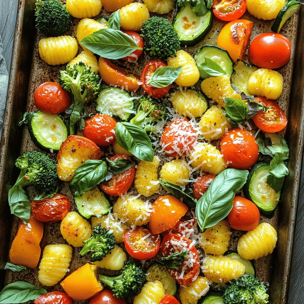 - 450 g Gnocchi (gekauft oder selbstgemacht) - 240 ml Kirschtomaten, halbiert - 1 Zucchini, in Halbmonde geschnitten - 1 Paprika (rot oder gelb), gewürfelt - 240 ml Brokkoli-Röschen Für dieses Gericht sind die Gnocchi die Basis. Du kannst sie im Laden kaufen oder selbst machen. Selbstgemachte Gnocchi bringen einen besonderen Geschmack. Das saisonale Gemüse macht das Gericht frisch. Ich empfehle Kirschtomaten, Zucchini, Paprika und Brokkoli. Diese Zutaten passen gut zusammen. Sie bieten Farbe und Nährstoffe. - 30 ml Olivenöl - 2 Knoblauchzehen, fein gehackt - 1 Teelöffel italienische Gewürzmischung Olivenöl ist wichtig für den Geschmack. Es hilft, die Gnocchi und das Gemüse schön zu bräunen. Der Knoblauch verleiht einem tollen Aroma. Die italienische Gewürzmischung bringt die Aromen zusammen. Du kannst auch Salz und Pfeffer nach Geschmack hinzufügen. Diese Gewürze machen das Gericht würziger und lebendiger. - 30 g geriebener Parmesan - Frische Basilikumblätter zur Garnitur Parmesan bringt eine cremige Note ins Spiel. Er schmilzt gut und macht alles köstlicher. Frische Basilikumblätter sind perfekt zum Garnieren. Sie bringen Frische und Farbe auf den Teller. Du kannst sie auch weglassen, wenn du magst. Das Gericht bleibt auch ohne sie lecker. Für das vollständige Rezept schaue dir die Anleitung hier an: [Full Recipe]. Heize deinen Ofen auf 220°C vor. Das sorgt für gleichmäßiges Garen. Nimm ein großes Backblech und lege es bereit. Du kannst es mit etwas Öl einfetten, damit die Gnocchi nicht kleben bleiben. Gib die Gnocchi in die Mitte des Backblechs. Füge die Kirschtomaten, Zucchini, Paprika und Brokkoli hinzu. Verteile alles gleichmäßig. So garen die Zutaten schön zusammen. Diese Mischung bringt viele Farben und Nährstoffe auf deinen Teller. Träufle das Olivenöl über die Gnocchi und das Gemüse. Achte darauf, dass alles gut benetzt ist. Füge den gehackten Knoblauch, die italienische Gewürzmischung, Salz und Pfeffer hinzu. Mische alles gut durch. So nehmen die Gnocchi und das Gemüse den Geschmack auf. Röste alles im Ofen für 20 bis 25 Minuten. Rühre nach der Hälfte der Zeit um. So wird alles gleichmäßig goldbraun und lecker. Wenn du magst, streue den geriebenen Parmesan darüber, bevor du servierst. Frische Basilikumblätter machen das Gericht perfekt. Du findest das vollständige Rezept in der Übersicht. Beim Gnocchi-Kauf achte auf Qualität. Frische Gnocchi sind oft besser als getrocknete. Du kannst auch selbst welche machen, wenn du mehr Zeit hast. Achte darauf, die Gnocchi nicht zu lange zu kochen. Sie sollten weich, aber fest bleiben. Lass sie nach dem Kochen kurz abkühlen, bevor du sie verwendest. So bleiben sie besser in Form. Um gleichmäßiges Garen zu erreichen, verteile die Gnocchi und das Gemüse auf dem Blech. Lass genug Platz zwischen den Stücken. So kann die Hitze gut zirkulieren. Rühre die Mischung nach der Hälfte der Garzeit um. So bräunen sie gleichmäßig und bekommen eine schöne Textur. Wenn du sie zu dicht packst, dampfen sie anstatt zu rösten. Die Präsentation ist wichtig! Du kannst das Gericht direkt vom Blech servieren für einen rustikalen Look. Alternativ kannst du es auf eine große Servierplatte übertragen. Träufle ein wenig extra Olivenöl darüber. Streue rote Pfefferflocken für mehr Geschmack. Vergiss nicht, die frischen Basilikumblätter zum Garnieren zu verwenden. Sie machen das Gericht nicht nur hübsch, sondern bringen auch frischen Geschmack. {{image_4}} Du kannst saisonales Gemüse leicht austauschen oder hinzufügen. Im Frühling eignen sich Spargel oder Erbsen. Im Herbst sind Kürbis und Karotten großartig. Wähle Gemüse, das dir gefällt. Der Geschmack wird dadurch noch besser. Für mehr Nährstoffe kannst du Gnocchi mit Hähnchen oder Tofu kombinieren. Hähnchenbrust gibt dem Gericht eine tolle Textur. Tofu ist eine gute Option für Vegetarier. Beide Optionen passen gut zu den Aromen der Gnocchi. Wenn du vegan kochen möchtest, wähle glutenfreie Gnocchi und veganen Käse. Es gibt viele leckere Alternativen zu Käse. Diese machen dein Gericht nicht nur schmackhaft, sondern auch gesund. Probiere verschiedene Marken aus, um deinen Favoriten zu finden. Du kannst auch frische Kräuter für zusätzlichen Geschmack hinzufügen. Für die vollständige Zubereitung schaue dir das [Full Recipe] an. Du kannst übrig gebliebene Gnocchi Primavera einfach aufbewahren. Lass das Gericht zuerst auf Raumtemperatur abkühlen. Danach füllst du die Gnocchi in einen luftdichten Behälter. So bleiben sie frisch. Im Kühlschrank halten sie sich etwa drei Tage. Achte darauf, das Gericht vor dem Schließen gut abzudecken. Das schützt es vor Gerüchen. Um die Gnocchi Primavera ohne Geschmacksverlust wieder warm zu machen, gibt es einen einfachen Trick. Nimm eine Pfanne und füge etwas Wasser oder Olivenöl hinzu. Erwärme die Gnocchi bei mittlerer Hitze. Rühre die Mischung regelmäßig um. So bleibt das Gericht saftig und lecker. Du kannst auch die Mikrowelle verwenden. Stelle sie auf mittlere Leistung und erwärme es in Intervallen von 30 Sekunden. Wenn du das Gericht für später aufbewahren möchtest, kannst du es einfrieren. Teile die Gnocchi Primavera in Portionen auf. Verwende gefriergeeignete Behälter oder Beutel. Achte darauf, so viel Luft wie möglich herauszudrücken. Im Gefrierschrank hält sich das Gericht bis zu drei Monate. Zum Auftauen legst du es einfach über Nacht in den Kühlschrank. Danach kannst du es wie gewohnt wieder aufwärmen. Für das vollständige Rezept, schau dir die [Full Recipe] an. Die Zubereitung dauert nur 10 Minuten. Die Kochzeit beträgt etwa 20 bis 25 Minuten. Insgesamt bist du also in 35 Minuten fertig. Das ist eine schnelle Option für ein leckeres Abendessen. Ja, du kannst die Gnocchi und das Gemüse im Voraus vorbereiten. Mische alles und lege es in den Kühlschrank. Du kannst das Gericht bis zu zwei Tage vorher machen. Am Tag des Servierens einfach rösten. So sparst du Zeit. Gnocchi Primavera passt gut zu verschiedenen Beilagen. Hier sind einige Vorschläge: - Ein frischer grüner Salat - Knoblauchbrot - Geröstetes Gemüse - Eine einfache Gemüsesuppe Diese Beilagen ergänzen das Gericht schön. Ja, dieses Rezept ist gesund. Gnocchi enthalten Kohlenhydrate und Energie. Das Gemüse bietet viele Vitamine und Ballaststoffe. Zum Beispiel: - Kirschtomaten sind reich an Antioxidantien. - Zucchini hat wenig Kalorien und viele Nährstoffe. - Brokkoli stärkt das Immunsystem. Diese Kombination macht das Gericht nahrhaft. Für dieses Rezept sind frische Gnocchi ideal. Sie haben eine weiche Textur und einen tollen Geschmack. Du kannst auch gefrorene Gnocchi verwenden. Achte darauf, sie gut zu kochen. Vermeide Gnocchi aus Hartweizen, da sie härter werden. Experimentiere mit selbstgemachten Gnocchi für einen besonderen Genuss. Wenn du mehr über die Zubereitung erfahren möchtest, schau dir das Full Recipe an. Dieses Rezept für Sheet Pan Gnocchi Primavera ist einfach und lecker. Wir haben die besten Zutaten gewählt: Gnocchi, frisches Gemüse und italienische Gewürze. Die Zubereitung ist schnell und macht viel Spaß. Tipp: Experimentiere mit verschiedenen Gemüse- und Proteinoptionen, um das Gericht anzupassen. Die Reste sind leicht zu lagern und schmecken beim Aufwärmen immer noch gut. Probiere es aus und genieße die Vielfalt!