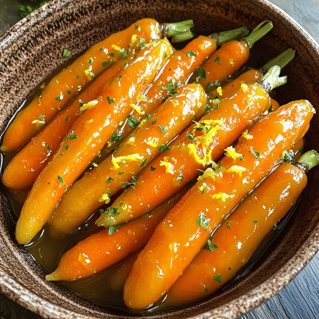 Für dieses einfache Rezept benötigst du einige frische Zutaten. Hier sind die Hauptzutaten: - 450 g Babykarotten, geschält - 3 Esslöffel Honig - 2 Esslöffel frischer Zitronensaft - 1 Esslöffel ungesalzene Butter - 1 Teelöffel Zitronenschale - Salz und Pfeffer nach Geschmack - Frische Petersilie, gehackt (zum Garnieren) Frische Zutaten sind der Schlüssel zu einem großartigen Geschmack. Sie haben mehr Nährstoffe und Aromen. Frische Karotten sind süß und knackig. Frischer Zitronensaft gibt eine schöne Säure. Honig sorgt für eine natürliche Süße. Wenn du frische Zutaten verwendest, wird dein Gericht lebendiger und schmackhafter. Falls du Allergien hast, gibt es Alternativen. Anstelle von Butter kannst du pflanzliches Öl verwenden. Für Veganer eignet sich Agavensirup oder Ahornsirup statt Honig. Achte darauf, dass der Zitronensaft frisch ist, um den besten Geschmack zu erhalten. Überlege, wie du die Zutaten ändern kannst, um das Rezept anzupassen. Zuerst musst du 450 g Babykarotten schälen. Danach bringst du einen Topf mit 1 Liter Wasser zum Kochen. Füge die Karotten hinzu und blanchiere sie etwa 5 Minuten. Sie sollen leicht zart sein, aber noch Biss haben. Lass die Karotten nach dem Blanchieren abtropfen und stelle sie beiseite. So bereitest du die Karotten optimal vor. Jetzt kommt der spannende Teil. In demselben Topf schmilzt du 1 Esslöffel ungesalzene Butter bei mittlerer Hitze. Wenn die Butter geschmolzen ist, füge 3 Esslöffel Honig, 2 Esslöffel frischen Zitronensaft und 1 Teelöffel Zitronenschale hinzu. Lasse die Mischung 2 Minuten lang köcheln. So verbinden sich die Aromen gut. Diese Glasur bringt den süßen und sauren Geschmack perfekt zur Geltung. Jetzt gibst du die abgetropften Karotten in den Topf. Schwenke sie vorsichtig in der Honig-Zitronen-Glasur, bis sie gleichmäßig bedeckt sind. Würze die Karotten mit Salz und Pfeffer nach Geschmack. Lass sie für weitere 4-5 Minuten garen. Die Karotten sollten jetzt vollständig zart sein und die Glasur leicht eindicken. Nimm den Topf vom Herd und garniere die Karotten mit frisch gehackter Petersilie. So hast du ein tolles Gericht, das einfach und lecker ist. Für das vollständige Rezept schaue dir die [Full Recipe] an. Um Karotten zu blanchieren, bringe einen Topf mit Wasser zum Kochen. Füge die Babykarotten hinzu und blanchiere sie für etwa fünf Minuten. Sie sollen weich, aber noch knackig sein. Nach dem Blanchieren lasse die Karotten in einem Sieb abtropfen. So bleibt die Farbe hell und sie behalten ihren guten Geschmack. Die Glasur ist der Schlüssel zu diesem Gericht. Schmelze zuerst die Butter in einem Topf. Füge dann Honig, Zitronensaft und Zitronenschale hinzu. Lass die Mischung für zwei Minuten köcheln. Das hilft den Aromen, sich gut zu vermischen. Wenn du die Karotten in die Glasur gibst, achte darauf, dass sie gleichmäßig bedeckt sind. So schmecken sie in jedem Bissen lecker. Um die Karotten noch interessanter zu machen, kannst du verschiedene Aromen hinzufügen. Probiere etwas Kreuzkümmel oder Ingwer für einen würzigen Kick. Frische Kräuter wie Thymian oder Dill passen auch gut dazu. Außerdem kannst du die Karotten auf einem Bett aus Quinoa oder Reis servieren. Das gibt dir ein tolles, buntes Gericht. Du kannst die vollständige Zubereitung in dem Rezept für Honig-Zitronen-Glasierte Karotten nachlesen. {{image_4}} Sie können die Honig-Zitronen-Glasur mit Gewürzen aufpeppen. Zimt oder Muskatnuss geben einen warmen, süßen Geschmack. Fügen Sie eine Prise Kreuzkümmel hinzu für eine erdige Note. Diese Gewürze harmonieren gut mit der Süße des Honigs. Experimentieren Sie mit verschiedenen Gewürzen, um neue Geschmäcker zu finden. Karotten sind toll, aber Sie können auch andere Gemüse verwenden. Zucchini, Brokkoli oder Blumenkohl sind gute Alternativen. Schneiden Sie das Gemüse in gleichmäßige Stücke, damit es gleichmäßig gart. Die Glasur passt gut zu jedem Gemüse, das Sie wählen. So können Sie ein buntes und gesundes Gericht kreieren. Die Glasur kann auch mit anderen Zitrusfrüchten verfeinert werden. Versuchen Sie, einen Spritzer Orangensaft oder Limettensaft hinzuzufügen. Diese Früchte bringen frische Aromen in das Gericht. Sie können sogar etwas Grapefruitsaft verwenden für einen herben Kick. Mischen Sie die Zitrusfrüchte, um Ihre eigenen, einzigartigen Aromen zu kreieren. Für das vollständige Rezept besuchen Sie bitte [Full Recipe]. Um übrig gebliebene Karotten gut zu lagern, lege sie in einen luftdichten Behälter. Du kannst auch Frischhaltefolie verwenden. Stelle sicher, dass die Karotten abgekühlt sind, bevor du sie lagerst. So bleiben sie frisch und lecker. Wenn du die Karotten wieder aufwärmen möchtest, kannst du sie in einer Pfanne oder Mikrowelle erhitzen. Füge etwas Wasser oder Butter hinzu, um sie saftig zu halten. Erhitze sie langsam, damit die Glasur nicht verbrennt. So bleiben die Karotten zart und geschmackvoll. Im Kühlschrank halten sich die glasierten Karotten etwa drei bis fünf Tage. Achte darauf, dass sie gut verpackt sind. Wenn du sie länger lagern möchtest, friere sie ein. Im Gefrierschrank bleiben sie bis zu drei Monate frisch. Denke daran, sie vor dem Essen gut aufzutauen. Die Zubereitung der honig-zitronen-gläsernen Karotten dauert etwa 20 Minuten. Die Vorbereitungszeit beträgt 10 Minuten. In dieser Zeit schneiden Sie die Karotten, messen die Zutaten und bringen das Wasser zum Kochen. Dann blanchieren Sie die Karotten für etwa 5 Minuten. Danach kochen Sie die Glasur für 2 Minuten. Diese schnelle Zubereitungszeit macht das Gericht perfekt für Wochentage. Babykarotten sind sehr vielseitig. Sie können sie in Salaten verwenden, sie roh mit Dips servieren oder sie in Suppen und Eintöpfen kochen. Sie eignen sich auch gut zum Braten mit anderen Gemüsesorten. Ein einfaches Rezept könnte Karotten mit Honig und Thymian sein. Oder fügen Sie sie zu einem Nudelgericht hinzu für mehr Farbe und Geschmack. Ja, honig-zitronen-gläserne Karotten sind gesund. Karotten sind reich an Vitaminen und Ballaststoffen. Sie enthalten viel Vitamin A, das gut für die Augen ist. Die Glasur aus Honig und Zitrone bringt natürliche Süße und Geschmack. Diese Karotten sind eine gesunde Beilage zu vielen Gerichten. Verwenden Sie frische Zutaten, um den Nährwert zu steigern. Für das komplette Rezept schauen Sie bitte auf die [Full Recipe]. Honig-zitronen-gläserne Karotten sind einfach und lecker. Wir haben die Zutaten und die Zubereitung durchgenommen. Frische Zutaten verbessern den Geschmack und die Gesundheit. Für Allergiker gibt es viele Alternativen. Ich habe auch Tipps zur Zubereitung und Lagerung gegeben. Variationen mit Gewürzen oder anderen Gemüse öffnen neue Geschmäcker. Denkt daran, dass diese Karotten nicht nur gut schmecken, sondern auch leicht zuzubereiten sind. Experimentiert mit verschiedenen Rezepten und genießt die Vielfalt!