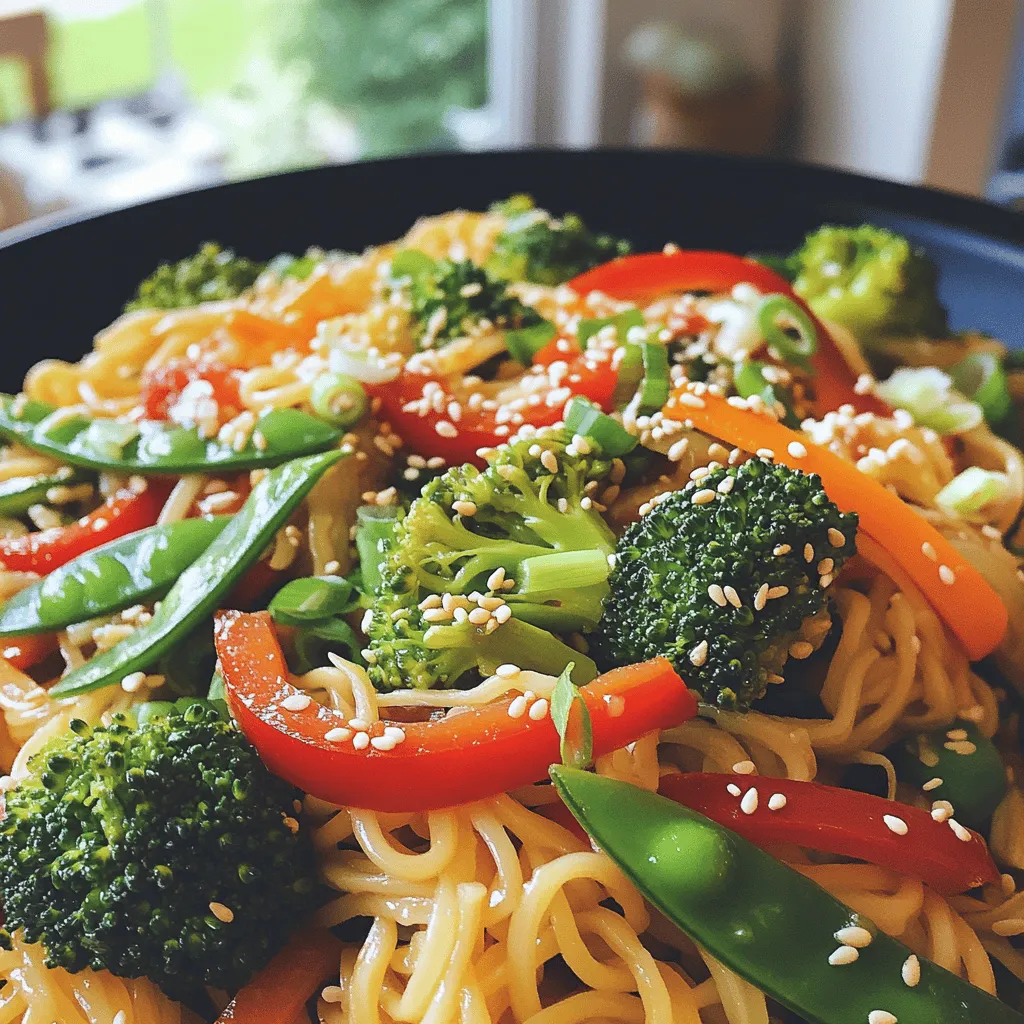 Für die einfache Gemüse-Nudelpfanne brauchen Sie: - 200 g Reisnudeln - 2 Esslöffel Pflanzenöl - 1 rote Paprika, in Scheiben geschnitten - 1 Tasse Brokkoli-Röschen - 1 Karotte, in feine Streifen geschnitten - 1 Tasse Zuckerschoten - 2 Frühlingszwiebeln, in Ringe geschnitten - 3 Knoblauchzehen, fein gehackt - 1 Esslöffel Ingwer, fein gehackt - 3 Esslöffel Sojasauce - 1 Esslöffel Sesamöl - 1 Esslöffel Ahornsirup - Salz und Pfeffer nach Geschmack - Sesamsamen zur Garnierung Diese Zutaten machen die Nudelpfanne bunt und lecker. Die richtigen Gewürze sind wichtig für den Geschmack. Sojasauce bringt salzige Tiefe. Sesamöl gibt ein nussiges Aroma. Ahornsirup fügt eine süße Note hinzu. Knoblauch und Ingwer sorgen für Würze. Diese Kombination macht die Sauce besonders gut. Frisches Gemüse macht den Unterschied. Achten Sie auf leuchtende Farben. Das Gemüse sollte fest, nicht matschig sein. Kaufen Sie saisonale Produkte für den besten Geschmack. Wenn möglich, wählen Sie Bio-Gemüse. So unterstützen Sie nachhaltige Landwirtschaft. Kaufen Sie die Zutaten kurz vor dem Kochen, um die Frische zu sichern. Für das vollständige Rezept können Sie die [Full Recipe] ansehen. Zuerst müssen Sie alle Zutaten bereitstellen. Schneiden Sie die rote Paprika in Scheiben. Teilen Sie den Brokkoli in kleine Röschen. Schneiden Sie die Karotte in feine Streifen. Die Zuckerschoten können ganz bleiben. Hacken Sie den Knoblauch und den Ingwer fein. Diese Schritte sind wichtig. Sie helfen, alles schnell und einfach zu kochen. Erhitzen Sie das Pflanzenöl in einer großen Pfanne oder einem Wok. Verwenden Sie mittlere bis hohe Hitze. Geben Sie den gehackten Knoblauch und den Ingwer in die Pfanne. Braten Sie dies für etwa 30 Sekunden an. Der Duft wird schnell aromatisch. Fügen Sie dann die Paprika, den Brokkoli, die Karotte und die Zuckerschoten hinzu. Braten Sie alles für 4 bis 5 Minuten, bis das Gemüse zart, aber noch knackig ist. Gießen Sie die Sojasauce, das Sesamöl und den Ahornsirup über das Gemüse. Rühren Sie gut um, damit alles gleichmäßig bedeckt ist. Geben Sie die gekochten Reisnudeln in die Pfanne. Vermengen Sie alles vorsichtig. Achten Sie darauf, die Nudeln gleichmäßig zu verteilen. Würzen Sie mit Salz und Pfeffer nach Geschmack. Garnieren Sie die Nudelpfanne mit Frühlingszwiebeln und Sesamsamen. Für das komplette Rezept schauen Sie sich die Full Recipe an. Die richtige Garzeit für Reisnudeln ist wichtig. Kochen Sie die Nudeln gemäß der Packungsanweisung. Normalerweise dauert es etwa 4-6 Minuten. Überprüfen Sie die Konsistenz. Die Nudeln sollten weich, aber nicht matschig sein. Nach dem Kochen abgießen und gut abspülen. So verhindern Sie ein Verkleben. Um mehr Geschmack hinzuzufügen, experimentieren Sie mit den Saucen. Fügen Sie etwas Chili-Sauce für Schärfe hinzu. Eine Prise Limettensaft bringt Frische. Sie können auch Erdnussbutter für eine cremige Note nutzen. Kombinieren Sie verschiedene Gemüsesorten, wie Spinat oder Pilze, für mehr Abwechslung. Um Zeit zu sparen, schneiden Sie das Gemüse vorher. Lagern Sie es in einem Behälter im Kühlschrank. So ist alles bereit zum Kochen. Verwenden Sie gefrorenes Gemüse, wenn es schnell gehen muss. Es ist frisch gefroren und spart Zeit. Achten Sie darauf, die Hitze hoch zu halten, um das Gemüse schnell zu garen. {{image_4}} Um deine einfache Gemüse-Nudelpfanne zu variieren, füge mehr Gemüse hinzu. Du kannst zum Beispiel: - Zucchini, in Scheiben - Spinat, frisch oder gefroren - Pilze, in Scheiben - Aubergine, gewürfelt Diese Option bringt nicht nur Farbe auf den Teller, sondern auch verschiedene Texturen. Jedes Gemüse hat seinen eigenen Geschmack. Experimentiere und finde deine Lieblingskombination! Wenn du mehr Protein möchtest, gibt es viele Optionen. Hier sind einige einfache Vorschläge: - Tofu, gewürfelt und knusprig gebraten - Tempeh, in dünne Scheiben geschnitten - Hühnchenbrust, in Stücke geschnitten - Garnelen, geschält und entdarmt Diese Zutaten machen die Nudelpfanne sättigender. Achte darauf, sie rechtzeitig hinzuzufügen, damit sie gut garen. Für eine glutenfreie Nudelpfanne kannst du Reisnudeln oder Buchweizennudeln verwenden. Diese sind leicht erhältlich. Achte darauf, dass deine Sojasauce glutenfrei ist. Alternativ kannst du Tamari verwenden. Diese Tipps helfen dir, die Nudelpfanne für jeden geeignet zu machen. Für mehr Details, schau dir das Full Recipe an. Um die Reste Ihrer einfachen Gemüse-Nudelpfanne zu lagern, lassen Sie das Gericht zuerst abkühlen. Verwenden Sie luftdichte Behälter, um den Geschmack zu bewahren. Sie können die Nudelpfanne bis zu drei Tage im Kühlschrank aufbewahren. Stellen Sie sicher, dass die Reste gut verpackt sind, um ein Austrocknen zu verhindern. Um die Nudelpfanne aufzuwärmen, können Sie die Mikrowelle oder die Pfanne benutzen. In der Mikrowelle stellen Sie die Hitze auf mittel und erhitzen Sie die Nudeln für 1-2 Minuten. Rühren Sie die Nudeln zwischendurch um, um eine gleichmäßige Erwärmung zu erreichen. Wenn Sie eine Pfanne verwenden, geben Sie etwas Öl hinzu und erwärmen Sie die Nudeln bei mittlerer Hitze. Rühren Sie sie regelmäßig um, bis sie heiß sind. Die zubereitete Nudelpfanne hält sich im Kühlschrank etwa drei Tage. Nach dieser Zeit kann der Geschmack nachlassen und das Gemüse wird weich. Wenn Sie die Nudelpfanne länger lagern möchten, frieren Sie sie ein. Achten Sie darauf, dass die Nudelpfanne gut in einem luftdichten Behälter verpackt ist. So bleibt sie bis zu zwei Monate frisch. Die Zubereitung dauert etwa 20 Minuten. Zuerst kochen Sie die Reisnudeln. Das dauert ungefähr 5 bis 7 Minuten, je nach Marke. Während die Nudeln kochen, bereiten Sie das Gemüse vor. In der Pfanne braten Sie das Gemüse in nur 4 bis 5 Minuten an. So haben Sie schnell eine leckere Mahlzeit. Ja, das Rezept ist bereits vegan. Es enthält nur Gemüse und Reisnudeln. Verwenden Sie einfach Sojasauce, die keine tierischen Produkte hat. Achten Sie darauf, dass die Zutaten frisch sind. So bleibt Ihr Gericht gesund und lecker. Für die Nudelpfanne können Sie viele Gemüsesorten verwenden. Hier sind einige gute Optionen: - Brokkoli - Karotten - Paprika - Zucchini - Zuckerschoten - Spinat Sie können auch saisonales Gemüse verwenden. Es macht das Gericht bunter und nahrhafter. Experimentieren Sie mit verschiedenen Kombinationen! Die einfache Gemüse-Nudelpfanne ist leicht zuzubereiten und gesund. Wir haben die besten Zutaten, Gewürze und Tipps zur Auswahl frischer Produkte besprochen. Die Schritt-für-Schritt-Anleitung hilft dir beim Anbraten und Vermischen. Variationen mit verschiedenen Gemüsesorten und Proteinoptionen machen das Gericht spannend. Außerdem sind die Aufbewahrungstipps nützlich für Reste. Nutze die FAQs, um deine Fragen zu klären. Mit diesen Informationen bereitest du eine schmackhafte und nahrhafte Nudelpfanne, die jedem schmeckt. Probiere es aus!