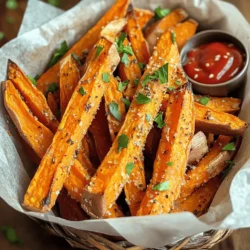 - 2 große Süßkartoffeln - 4 Knoblauchzehen - 2 Esslöffel Olivenöl Die Hauptzutaten sind einfach und frisch. Süßkartoffeln bieten einen süßen Geschmack und eine tolle Farbe. Knoblauch bringt ein reiches Aroma. Olivenöl hilft beim Rösten und macht die Pommes knusprig. - Paprika - Getrockneter Thymian - Getrockneter Rosmarin Gewürze machen den Unterschied. Paprika fügt eine leichte Süße hinzu. Thymian und Rosmarin bringen Aroma und Tiefe. Diese Kräuter sind perfekt für das Gericht. - Salz und Pfeffer - Frische Petersilie (zum Garnieren) Salz und Pfeffer sind wichtig für den Geschmack. Sie heben die Aromen der anderen Zutaten hervor. Frische Petersilie sorgt für einen schönen Farbkontrast und Frische. Mit diesen Zutaten wird das Gericht noch schmackhafter. Für das detaillierte Rezept, schau dir die vollständige Anleitung an: [Full Recipe]. Heizen Sie Ihren Ofen auf 220 °C (425 °F) vor. Das sorgt für knusprige Pommes. Schneiden Sie die Süßkartoffeln in dünne Streifen. Dünne Pommes werden gleichmäßiger gar. Achten Sie darauf, dass alle Stücke gleich groß sind. So garen sie gleichmäßig. In einer großen Schüssel geben Sie die Süßkartoffeln. Fügen Sie den gehackten Knoblauch, Olivenöl, Paprika, Thymian, Rosmarin, Salz und Pfeffer hinzu. Mischen Sie alles gut. Jede Pommes sollte schön gewürzt sein. Das sorgt für tollen Geschmack. Verteilen Sie die gewürzten Pommes auf einem Backblech. Achten Sie darauf, dass sie nicht übereinander liegen. So können sie gleichmäßig rösten. Backen Sie sie 25-30 Minuten im Ofen. Wenden Sie die Pommes nach 15 Minuten. So werden sie goldbraun und knusprig. Nehmen Sie das Blech heraus und lassen Sie die Pommes kurz abkühlen. Garnieren Sie sie mit frischer Petersilie. Sie können die vollständige Anleitung in meinem [Full Recipe] finden. - Richtige Dicke der Pommes: Schneide die Süßkartoffeln gleichmäßig. So garen sie gleichmäßig. Ich empfehle, die Pommes etwa 1 cm dick zu schneiden. Dünnere Pommes werden schneller knusprig. Dickere Pommes bleiben saftig. - Vermeidung von zusammengepressten Pommes: Lege die Pommes so auf das Blech, dass sie sich nicht berühren. Wenn sie zu nah beieinander liegen, dämpfen sie sich. So werden sie nicht knusprig. - Kombination mit Dips: Serviere die Pommes mit verschiedenen Dips. Knoblauch-Aioli oder würziger Ketchup sind sehr beliebt. Auch ein frischer Joghurt-Dip passt gut. - Präsentationstipps: Stelle die Pommes in einem rustikalen Korb vor. Lege ein Papiertuch hinein. So bleibt es gemütlich. Füge eine kleine Schüssel mit Dip dazu. Das sieht einladend aus. - Vorteile von frischen Kräutern: Frische Kräuter bringen Farbe und Geschmack. Sie machen die Pommes lebendig. Petersilie oder Schnittlauch sind tolle Optionen. - Alternativen für Trockenkräuter: Wenn du keine frischen Kräuter hast, benutze getrocknete. Sie sind nicht ganz so stark im Geschmack, aber immer noch lecker. Verwende etwa ein Drittel der Menge frischer Kräuter. Für das vollständige Rezept, schaue dir das Full Recipe an. {{image_4}} Für einen zusätzlichen Kick können Sie Chili hinzufügen. Es gibt den Pommes eine schöne Schärfe. Wenn Sie Käse mögen, probieren Sie Parmesan oder andere Käsesorten. Der Käse schmilzt und wird goldbraun, was einen tollen Geschmack ergibt. Statt die Pommes zu backen, können Sie sie auch frittieren. Das macht sie extra knusprig. Eine Luftfritteuse ist auch eine gute Wahl. Sie benötigt weniger Öl und macht die Pommes trotzdem lecker. Kombinieren Sie die Pommes mit anderen Gemüsefrüchten. Sie passen gut zu Zucchini oder Karotten. Servieren Sie die Pommes mit proteinreichen Optionen wie Hühnchen oder Tofu. Das gibt eine ausgewogene Mahlzeit. Um die Pommes frisch zu halten, lagere sie im Kühlschrank. Lege die Pommes in einen luftdichten Behälter. So bleiben sie für 3 bis 4 Tage gut. Wenn du sie länger aufbewahren möchtest, kannst du sie einfrieren. Lege die Pommes auf ein Backblech. Friere sie für etwa 1 Stunde ein. Danach kannst du sie in einen Gefrierbeutel geben. So bleiben sie für bis zu 3 Monate haltbar. Die besten Methoden zum Aufwärmen sind im Ofen oder in der Luftfritteuse. Heize den Ofen auf 200 °C vor. Lege die Pommes auf ein Backblech und backe sie für 10 bis 15 Minuten. In der Luftfritteuse dauert es nur 5 bis 7 Minuten. So wirst du matschige Pommes vermeiden. Verwende kein Mikrowelle, denn das macht sie weich und schlaff. Die Pommes sind im Kühlschrank 3 bis 4 Tage haltbar. Achte auf Anzeichen von Verderblichkeit. Wenn sie einen seltsamen Geruch haben oder die Farbe sich ändert, wirf sie weg. Auch wenn sie matschig oder trocken sind, ist es besser, sie nicht mehr zu essen. Frische Pommes sind am besten, also genieße sie schnell nach dem Kochen. Für das vollständige Rezept kannst du [Full Recipe] anschauen. Um die Pommes knuspriger zu machen, solltest du Feuchtigkeit reduzieren. Hier sind einige Tipps: - Schneide die Süßkartoffeln gleichmäßig. - Weiche die Pommes in kaltem Wasser für 30 Minuten ein. - Trockne die Pommes gründlich mit einem Küchentuch. - Verwende ein großes Backblech, damit die Pommes nicht überlappen. - Backe sie bei hoher Temperatur, mindestens 220 °C. Ja, diese Pommes können vegan sein. Verwende einfach Pflanzenöle wie Oliven- oder Sonnenblumenöl. Du kannst auch verschiedene Dips wählen, um den Geschmack zu variieren. Hier sind einige vegane Dip-Ideen: - Guacamole - Hummus - Salsa Beliebte Dips, die gut zu diesen Pommes passen, sind: - Knoblauch-Aioli - Würziger Ketchup - Sour Cream (kann auch vegan gemacht werden) - Senf Kombiniere verschiedene Dips für mehr Abwechslung beim Essen. Aus diesem Rezept erhältst du etwa vier Portionen. Wenn du mehr Gäste hast, kannst du die Menge leicht verdoppeln. Verwende einfach mehr Süßkartoffeln und passe die Gewürze an. Das macht es einfach, für größere Gruppen zu kochen! Zusammenfassend habe ich die Schritte zur Zubereitung köstlicher Süßkartoffelpommes vorgestellt. Wir haben die Zutaten, die richtige Zubereitung und einige nützliche Tipps besprochen. Denke daran, die Dicke der Pommes zu beachten und sie gut zu würzen. Variiere mit Gewürzen und Dips, um neue Geschmäcker zu entdecken. Mit diesen einfachen Anleitungen wirst du schnell zum Pommes-Profi. Probiere das Rezept aus und genieße das Ergebnis!