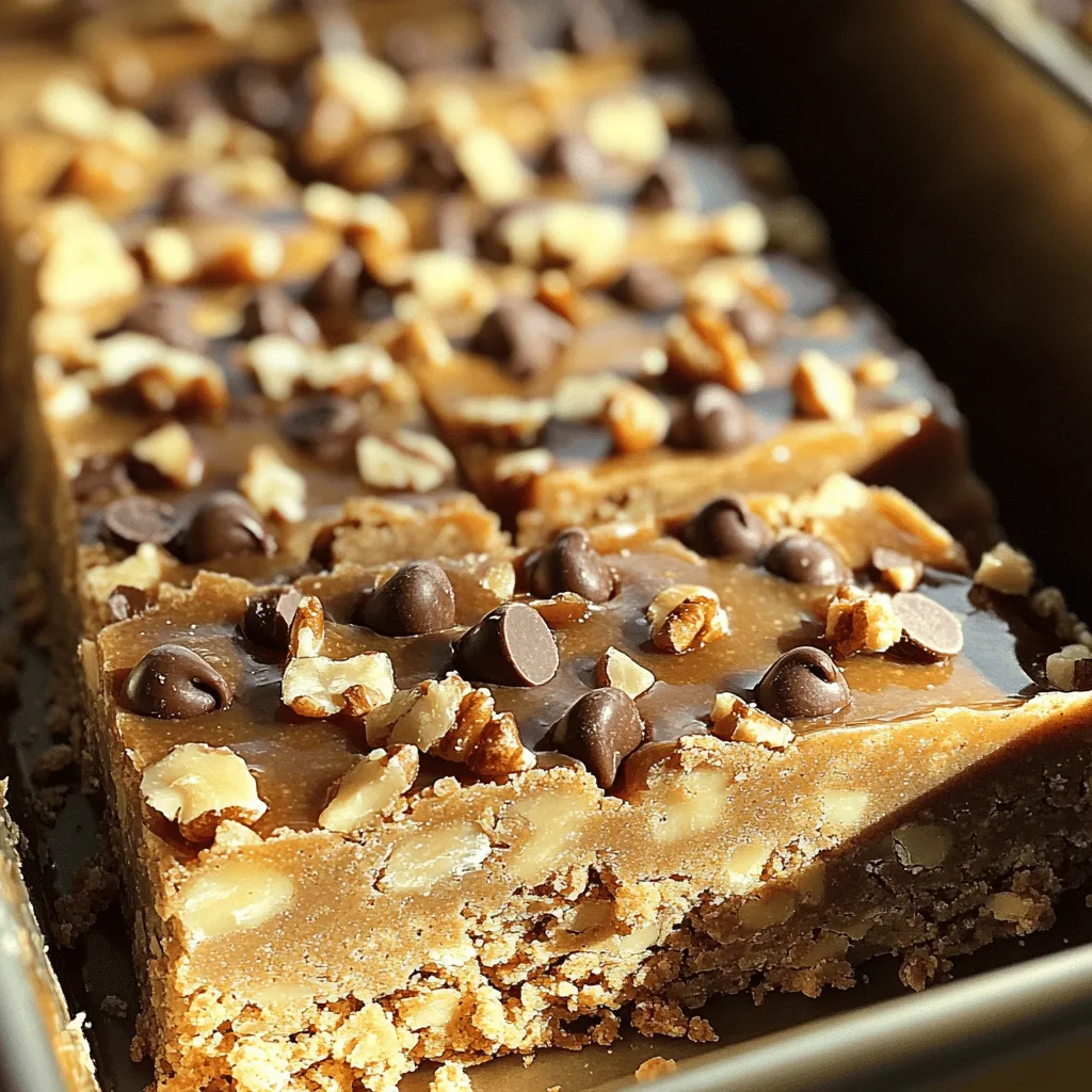 Die Hauptzutaten sind einfach und gesund. Ich benutze gerne Mandelmehl, weil es nussig schmeckt. Es ist auch glutenfrei, was viele mögen. Haferflocken geben den Riegeln eine schöne Textur. Sie sind reich an Ballaststoffen und machen satt. Mandelbutter ist die perfekte Basis. Sie macht die Riegel cremig und lecker. Für die Süße nehme ich braunen Zucker oder Kokoszucker. Beide geben einen tollen Geschmack. Alternativ kann man auch Ahornsirup oder Honig verwenden. Diese Süßungsmittel sorgen für eine angenehme Süße, ohne zu übertreiben. Um die Riegel spannend zu machen, füge ich Mini-Schokoladenstückchen hinzu. Diese kleinen Stücke schmelzen leicht und machen die Riegel unwiderstehlich. Gehackte Nüsse sind optional, aber sie geben einen tollen Crunch. Pekannüsse oder Walnüsse passen sehr gut. Für die vollständige Rezeptanleitung, siehe das Full Recipe. Mische zuerst das Mandelmehl, die Haferflocken, den braunen Zucker und das Salz in einer großen Schüssel. Du willst, dass diese Zutaten gut verteilt sind. Das sorgt für einen gleichmäßigen Geschmack in deinen Riegeln. Nimm dir Zeit und achte darauf, dass keine Klumpen bleiben. In einer separaten Schüssel rühre die Mandelbutter, den Ahornsirup und den Vanilleextrakt zusammen. Du solltest eine glatte Mischung erhalten. Wenn die Zutaten gut vermischt sind, ist das wichtig für die Konsistenz. Eine cremige Basis hilft, die trockenen Zutaten später gut zu binden. Gieße die feuchte Mischung in die Schüssel mit den trockenen Zutaten. Rühre kräftig um, bis alles gut verbunden ist. Die Mischung sollte dick und leicht bröckelig sein. Du kannst jetzt auch die Mini-Schokoladenstückchen und die optionalen Nüsse hinzufügen. Hebe sie vorsichtig unter, damit sie gleichmäßig verteilt sind. Lege eine 20x20 cm große Backform mit Backpapier aus, damit die Riegel später leicht herauskommen. Übertrage die Teigmischung in die Form und drücke sie fest nach unten. Verwende einen Spatel oder deine Hände, um die Oberfläche glatt zu streichen. Es ist wichtig, die Mischung gut zu drücken, damit die Riegel nicht bröckeln. Stelle die Form für mindestens 30 Minuten in den Kühlschrank. Dies hilft der Mischung, fest zu werden. Nach der Kühlzeit nimmst du die Riegel aus der Form. Schneide sie in Quadrate oder Rechtecke, ganz nach deinem Geschmack. Die Riegel lassen sich gut in einem luftdichten Behälter bis zu einer Woche aufbewahren. Um die perfekte Textur für deine No-Bake Cookie Dough Bars zu erreichen, achte auf die richtige Mischung. Die Mischung sollte dick, aber nicht zu trocken sein. Wenn sie zu krümelig ist, füge etwas mehr Mandelbutter oder Sirup hinzu. Das sorgt für einen besseren Zusammenhalt. Umgekehrt, wenn die Mischung zu feucht ist, gib etwas mehr Mandelmehl hinzu. Rühre die Zutaten gut um, damit sich die Aromen gut vermischen. Du kannst viele Variationen dieser Riegel ausprobieren. Füge Kokosraspeln hinzu für einen tropischen Geschmack. Ersetze die Mandelbutter durch Erdnussbutter für einen anderen Kick. Du kannst auch verschiedene Schokoladensorten verwenden. Probier weiße Schokolade oder Zartbitterschokolade. Wenn du es fruchtig magst, füge getrocknete Früchte wie Cranberries oder Rosinen hinzu. Die Präsentation macht viel aus. Serviere die Riegel auf einem schönen Holzbrett. Garniere sie mit einigen zusätzlichen Schokoladenstückchen oder Nüssen für einen ansprechenden Look. Du kannst auch die Riegel in kleine Stücke schneiden und sie in Papierwickel einpacken. So sehen sie aus wie kleine Geschenke. Diese Ideen machen deine Riegel nicht nur lecker, sondern auch schön anzusehen. {{image_4}} Um die No-Bake Cookie Dough Bars spannend zu halten, füge neue Zutaten hinzu. Kokosnuss gibt einen tropischen Geschmack. Einfach etwas Kokosraspeln in die Mischung geben. Erdnussbutter ist eine weitere tolle Option. Sie bringt einen nussigen, süßen Geschmack in die Riegel. Du kannst auch Schokoladenstückchen durch Karamellstückchen ersetzen. So bekommst du eine neue süße Note. Experimentiere mit verschiedenen Aromen. Der Kreativität sind keine Grenzen gesetzt! Für gesunde Varianten nutze zuckerfreie oder glutenfreie Zutaten. Ersetze braunen Zucker durch Stevia oder Erythrit. Das gibt dir die Süße ohne die Kalorien. Für eine glutenfreie Option wähle glutenfreies Hafermehl. Achte darauf, dass alle Zutaten glutenfrei sind. Du kannst auch proteinreiche Zutaten wie Erbsenprotein hinzufügen. So werden die Riegel nahrhafter. Gesundes Essen kann auch lecker sein! Die Süße der Riegel kannst du leicht anpassen. Magst du es süßer? Füge mehr Honig oder Sirup hinzu. Wenn dir weniger Süße lieber ist, reduziere die Menge. Du kannst auch andere Süßungsmittel verwenden. Agavendicksaft oder Dattelsirup sind gute Alternativen. Probiere verschiedene Süßungsmittel aus, um deinen perfekten Geschmack zu finden. So werden die Riegel genau nach deinem Wunsch! Um die Riegel frisch und schmackhaft zu halten, lagere sie in einem luftdichten Behälter. Stelle sicher, dass der Behälter gut verschlossen ist. Dadurch bleibt die Feuchtigkeit im Inneren und die Riegel verlieren ihre Konsistenz nicht. Du kannst die Riegel auch mit Backpapier trennen, damit sie nicht aneinander kleben. Die Riegel sind im Kühlschrank bis zu einer Woche haltbar. Wenn du sie länger aufbewahren möchtest, kannst du sie einfrieren. Achte darauf, dass sie gut verpackt sind, damit sie keine anderen Gerüche aufnehmen. So bleiben sie frisch und lecker. Um die Riegel einzufrieren, schneide sie in Stücke. Wickele jedes Stück in Frischhaltefolie. Lege sie dann in einen gefrierfesten Behälter oder einen Gefrierbeutel. Beschrifte den Beutel mit dem Datum. So hast du immer einen Vorrat an leckeren Riegeln. Zum Auftauen einfach die Riegel in den Kühlschrank legen. So bleiben sie weich und schmackhaft. Die Zubereitung der No-Bake Cookie Dough Bars dauert nur 10 Minuten. Die Kühlzeit beträgt etwa 30 Minuten. Insgesamt sind das 40 Minuten, bis die Riegel fertig sind. In dieser Zeit können Sie andere Dinge tun. Die Riegel sind schnell gemacht und perfekt für einen Snack. Ja, die Riegel können leicht vegan gemacht werden. Verwenden Sie einfach Erdnussbutter statt Mandelbutter. Wählen Sie Ahornsirup anstelle von Honig. Diese einfachen Änderungen machen die Riegel ganz vegan. Sie schmecken trotzdem köstlich und sind eine tolle Wahl für alle. Wenn Sie keine Nüsse mögen, können Sie die Nüsse einfach weglassen. Stattdessen können Sie mehr Schokoladenstückchen verwenden. Auch Sonnenblumenkerne sind eine gute Option. Sie geben den Riegeln einen tollen Crunch. Diese Alternativen halten die Riegel lecker und knusprig. Die vollständige Rezeptanleitung finden Sie im Full Recipe: No-Bake Cookie Dough Bars . Dort steht alles, was Sie brauchen, um diese leckeren Riegel zu machen. Diese Anleitung zeigt dir, wie du leckere No-Bake Cookie Dough Bars machst. Wir haben die besten Zutaten wie Mandelmehl und Haferflocken verwendet. Die Schritte sind einfach: trockene und feuchte Zutaten mischen, die Riegel formen und kühlen. Experimentiere mit verschiedenen Varianten, um kreative Geschmäcker zu entdecken. Denke daran, sie richtig zu lagern, damit sie frisch bleiben. Mit diesen Ratschlägen wirst du viele leckere Snacks zubereiten. Viel Spaß beim Ausprobieren!