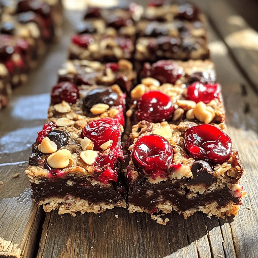 Für die Kirsch-Schokoladen-Oat-Riegel brauchen wir einige einfache Zutaten. Hier ist die Liste: - 2 Tassen Haferflocken - 1 Tasse entsteinte Kirschen, halbiert (frisch oder gefroren) - 1/2 Tasse Zartbitterschokoladenstückchen - 1/2 Tasse Honig oder Ahornsirup - 1/2 Tasse Mandelbutter (oder eine andere Nussbutter nach Wahl) - 1/4 Tasse ungesüßtes Kakaopulver - 1 Teelöffel Vanilleextrakt - 1/2 Teelöffel Backpulver - 1/4 Teelöffel Salz Diese Zutaten bilden die Basis für unsere Riegel. Die Haferflocken geben die nötige Struktur. Die Kirschen sorgen für eine süße, fruchtige Note. Schokoladenstückchen machen alles noch besser. Um die Riegel noch interessanter zu machen, kannst du einige optionale Zutaten hinzufügen: - 1/4 Tasse gehackte Nüsse (Walnüsse oder Mandeln) Diese Nüsse fügen einen tollen Crunch hinzu. Du kannst auch andere Trockenfrüchte wie Cranberries oder Rosinen ausprobieren. So hast du immer neue Riegel. Die Nährwerte der Zutaten sind wichtig, wenn du auf deine Ernährung achtest. Hier sind einige allgemeine Informationen: - Haferflocken sind reich an Ballaststoffen und unterstützen die Verdauung. - Kirschen liefern Vitamine und Antioxidantien, die gut für die Gesundheit sind. - Dunkle Schokolade enthält weniger Zucker und ist reich an Mineralstoffen. Mit diesen Zutaten kannst du gesunde, leckere Riegel zubereiten. Sie sind perfekt für einen Snack zwischendurch oder als süße Belohnung nach dem Essen. Schau dir auch das Full Recipe an, um die Zubereitung zu erfahren! Zuerst heizen Sie den Ofen auf 175°C vor. Nehmen Sie eine 20x20 cm große Backform. Legen Sie sie mit Backpapier aus. Lassen Sie das Papier an zwei Seiten überlappen. So nehmen Sie die Riegel später leicht heraus. Jetzt sammeln Sie alle Zutaten. Sie brauchen Haferflocken, Kirschen, Schokoladenstückchen und Nussbutter. In einer großen Schüssel mischen Sie die Haferflocken, Kakaopulver, Backpulver und Salz. Rühren Sie alles gut um. Achten Sie darauf, dass sich die Zutaten gleichmäßig verteilen. Das ist wichtig für den Geschmack und die Textur. Nehmen Sie eine andere Schüssel. Geben Sie die Mandelbutter, den Honig (oder Ahornsirup) und den Vanilleextrakt hinein. Verwenden Sie einen Schneebesen. Rühren Sie die Mischung, bis sie glatt ist. Diese feuchte Mischung gibt den Riegeln ihre Süße und Textur. Gießen Sie die feuchte Mischung zu den trockenen Zutaten. Rühren Sie alles gut um. Der Teig wird dick und klebrig. Jetzt heben Sie vorsichtig die Kirschen, Schokoladenstückchen und optional die Nüsse unter. Achten Sie darauf, dass alles gleichmäßig verteilt ist. Übertragen Sie die Mischung in die vorbereitete Backform. Drücken Sie den Teig gleichmäßig nach unten. Nutzen Sie die Rückseite eines Spatels, um die Oberfläche glatt zu streichen. Backen Sie die Riegel für 25-30 Minuten. Achten Sie darauf, dass die Ränder goldbraun sind und die Mitte fest ist. Nehmen Sie die Form aus dem Ofen. Lassen Sie die Riegel etwa 15 Minuten in der Form abkühlen. Heben Sie sie dann mit dem Backpapier heraus. Lassen Sie sie auf einem Rost vollständig abkühlen. Sobald sie abgekühlt sind, schneiden Sie die Riegel in Quadrate oder Rechtecke. Genießen Sie sie! Für den perfekten Look servieren Sie die Riegel auf einer schönen Platte. Ein häufiges Problem ist, die Zutaten nicht richtig abzuwiegen. Verwende immer einen Messbecher oder eine Küchenwaage. Das sorgt für das richtige Verhältnis. Ein weiterer Fehler ist, die Riegel zu lange zu backen. Überwache die Zeit genau. Die Ränder sollten goldbraun sein, aber die Mitte muss fest bleiben. Wenn du die Riegel zu früh aus dem Ofen nimmst, können sie zu weich sein. Lass sie nach dem Backen abkühlen, um die perfekte Konsistenz zu erhalten. Um die Riegel frisch zu halten, lege sie in einen luftdichten Behälter. So bleiben sie weich und lecker. Du kannst die Riegel auch einzeln in Frischhaltefolie einwickeln. Dadurch sind sie ideal für unterwegs. Wenn du noch mehr Haltbarkeit möchtest, friere sie ein. So bleiben sie mehrere Monate frisch. Achte nur darauf, sie gut zu verpacken, um Gefrierbrand zu vermeiden. Wenn du eine andere Süße möchtest, probiere Kokosblütenzucker oder Agavendicksaft. Diese sind gesünder und geben einen neuen Geschmack. Für das Fett kannst du auch Erdnussbutter oder Cashewbutter verwenden. Diese Varianten machen die Riegel noch cremiger. Wenn du eine milchfreie Option suchst, nutze Kokosöl statt Butter. Es gibt viele Möglichkeiten, die Riegel deinen Vorlieben anzupassen. {{image_4}} Du kannst diese Riegel leicht anpassen, indem du andere Früchte verwendest. Äpfel, Bananen oder Beeren sind tolle Alternativen. Sie bringen neue Aromen und Farben in dein Rezept. Wenn du gefrorene Früchte verwendest, tau sie zuerst auf. So wird der Teig nicht zu feucht. Füge gesunde Zutaten hinzu, um den Nährwert zu erhöhen. Chia-Samen und Leinsamen sind tolle Optionen. Sie sind reich an Ballaststoffen und Omega-3-Fettsäuren. Du kannst etwa 1/4 Tasse Chia-Samen oder Leinsamen hinzufügen. Diese Zutaten machen deine Riegel nahrhafter und knuspriger. Wenn du vegane Riegel machen möchtest, ersetze den Honig durch Ahornsirup oder Agavendicksaft. Nutze eine pflanzliche Butter, wie Erdnussbutter oder Kokosnussbutter. Diese Alternativen halten den Geschmack großartig. So bleibt dein Rezept vegan und lecker. Für das vollständige Rezept und weitere Tipps, schau dir den [Full Recipe] an! Die Kirsch-Schokoladen-Oat-Riegel sind einfach zu lagern. Am besten bewahren Sie die Riegel in einem luftdichten Behälter auf. So bleiben sie frisch und lecker. Sie können auch Backpapier zwischen die Riegel legen. Das verhindert, dass sie aneinander kleben. Im Kühlschrank halten die Riegel bis zu einer Woche. Wenn Sie sie länger aufbewahren möchten, frieren Sie sie ein. Eingewickelt in Frischhaltefolie, bleiben sie im Gefrierfach bis zu drei Monate frisch. Vor dem Essen lassen Sie die Riegel einfach bei Raumtemperatur auftauen. Um die Riegel vor Feuchtigkeit zu schützen, lagern Sie sie an einem kühlen, trockenen Ort. Vermeiden Sie direkte Sonne. Wenn Sie starke Aromen in der Küche haben, nutzen Sie einen dichten Behälter. So bleiben die Riegel geschmacklich rein. Das sorgt dafür, dass die Kirschen und Schokolade gut zur Geltung kommen. Die Kirsch-Schokoladen-Oat-Riegel halten sich gut für etwa eine Woche. Lagern Sie sie in einem luftdichten Behälter. So bleiben sie frisch und lecker. Für längere Haltbarkeit können Sie sie im Kühlschrank aufbewahren. Ja, Sie können die Riegel glutenfrei machen. Verwenden Sie glutenfreie Haferflocken. Diese sind in vielen Geschäften erhältlich. Achten Sie darauf, dass alle anderen Zutaten ebenfalls glutenfrei sind. Wenn Sie keine Mandelbutter haben, können Sie andere Nussbutter verwenden. Erdnussbutter oder Cashewbutter sind tolle Alternativen. Bei Nussallergien können Sie auch Sonnenblumenbutter nutzen. Ein Riegel hat etwa 150 Kalorien. Dies kann je nach Zutaten leicht variieren. Wenn Sie zusätzliche Nüsse oder Süßstoffe hinzufügen, kann die Kalorienzahl höher sein. Ja, gefrorene Kirschen sind eine gute Wahl. Achten Sie darauf, sie vorher leicht abzutropfen. So wird der Teig nicht zu feucht. Um die Riegel süßer zu machen, können Sie mehr Honig oder Ahornsirup hinzufügen. Eine Prise Zucker oder andere Süßstoffe funktioniert auch gut. Experimentieren Sie mit der Süße, die Ihnen gefällt. Für das vollständige Rezept schauen Sie sich die [Full Recipe] an. Die Kirsch-Schokoladen-Oat-Riegel sind lecker und einfach zu machen. Wir haben die besten Zutaten und Tipps behandelt. Du kannst kreativ mit Früchten und gesunden Zutaten sein. Achte auf die richtige Lagerung, damit die Riegel frisch bleiben. Mit diesen Riegeln hast du einen tollen Snack für jeden Tag. Probier sie aus und entdecke deine Lieblingsvariationen! So machst du gesunde Ernährung spannend und lecker.
