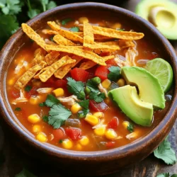 Klassische Chicken Tortilla Soup Gesunde Geschmackskombination