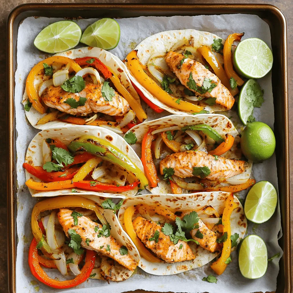 - 450 g Lachsfilet - 2 Paprika (nach Wahl) - 1 mittlere Zwiebel Die Hauptzutaten sind einfach zu finden. Der Lachs gibt den Fajitas Geschmack und Proteine. Wählen Sie frische Paprika für einen knusprigen Biss. Eine Zwiebel sorgt für Süße und Tiefe. - 3 Esslöffel Olivenöl - Chili-Pulver und Kreuzkümmel - Salz und Pfeffer Die Gewürze machen den Unterschied. Olivenöl sorgt für Zartheit und Geschmack. Chili-Pulver und Kreuzkümmel bringen eine schöne Würze. Vergessen Sie nicht, Salz und Pfeffer zu verwenden, um alles abzurunden. - 8 kleine Tortillas - Frischer Koriander und Limettenviertel Die Tortillas sind die Basis für Ihre Fajitas. Sie halten den Lachs und das Gemüse zusammen. Frischer Koriander bringt Frische und Limettenviertel fügen einen spritzigen Kick hinzu. Diese Optionen machen Ihr Gericht lebendig und lecker. Für das vollständige Rezept, schauen Sie sich die [Full Recipe] an. Heize deinen Ofen auf 200°C vor. Nimm ein großes Backblech und lege es mit Backpapier aus. Das Backpapier hilft, das Ankleben zu verhindern. Es macht das Aufräumen nach dem Kochen viel einfacher. Jetzt ist es Zeit für das Gemüse. Schneide die Paprika in Streifen und die Zwiebel in Ringe. In einer großen Schüssel vermenge das Gemüse mit 2 Esslöffeln Olivenöl, Chili-Pulver, Kreuzkümmel, Knoblauchpulver sowie Salz und Pfeffer. Rühre gut um. Verteile das gewürzte Gemüse gleichmäßig auf einer Seite des Backblechs. Nimm das Lachsfilet und schneide es in mundgerechte Stücke. Gib den Lachs in die gleiche Schüssel. Füge den restlichen Esslöffel Olivenöl hinzu. Vermenge alles, bis der Lachs gut bedeckt ist. Platziere die Lachsstücke auf die andere Seite des Backblechs. Achte darauf, dass der Lachs nicht mit dem Gemüse überlappt. Schiebe das Backblech in den Ofen. Backe alles für etwa 15-20 Minuten. Der Lachs sollte durchgegart sein und das Gemüse zart und leicht karamellisiert. Während das Gericht backt, kannst du die Tortillas in einer Pfanne oder Mikrowelle leicht erwärmen. Nach dem Backen nimm das Blech aus dem Ofen und lasse alles kurz abkühlen. Jetzt ist dein Gericht fast fertig! Für das Servieren nimm eine Tortilla, füge Lachs und Gemüse hinzu, garniere sie mit frischem Koriander und einem Spritzer Limettensaft. Für das vollständige Rezept schaue dir das [Full Recipe] an. Für die besten Ergebnisse backen Sie den Lachs 15 bis 20 Minuten. Prüfen Sie den Lachs regelmäßig. Er sollte gleichmäßig gar sein und leicht auseinanderfallen. Ein Fleischthermometer kann hier helfen. Der Lachs ist bei 60°C perfekt. Wählen Sie nach Lust und Laune. Neben Paprika und Zwiebeln sind Zucchini und Pilze großartig. Karotten geben einen süßen Kontrast. Auch Brokkoli passt gut dazu. Variieren Sie die Gemüsearten für neue Aromen. Frisches Gemüse sorgt für mehr Farbe und Geschmack. Wenn Sie glutenfrei essen, verwenden Sie glutenfreie Tortillas. Es gibt viele Sorten, die lecker sind. Mais-Tortillas sind eine gute Wahl. Auch Reis-Tortillas sind eine tolle Option. Diese passen gut zu den Fajitas. Stellen Sie sicher, dass die Tortillas warm sind, bevor Sie sie servieren. Entdecken Sie das [Full Recipe] für eine einfache Zubereitung dieser köstlichen Fajitas! {{image_4}} Du kannst die Gewürze nach deinem Geschmack anpassen. Probiere verschiedene Kombinationen aus. Füge zum Beispiel mehr Chili hinzu, wenn du es schärfer magst. Oder verwende Kräuter wie Oregano oder Thymian für einen anderen Geschmack. Die Gewürze bringen viel Farbe und Aroma in dein Gericht. Wenn du keinen Lachs magst, kannst du auch anderen Fisch verwenden. Kabeljau oder Forelle sind tolle Alternativen. Auch Hühnchen passt gut dazu. Stelle sicher, dass du das Fleisch in gleich große Stücke schneidest. So garen sie gleichmäßig und schnell. Für eine vegetarische Version kannst du den Lachs ganz weglassen. Ersetze ihn durch mehr Gemüse. Zucchini, Auberginen oder schwarze Bohnen sind gute Optionen. Diese Gemüse haben eine tolle Textur und fügen viel Geschmack hinzu. Du kannst auch Tofu verwenden, wenn du eine proteinreiche Wahl suchst. Verstehe, dass jede Variation dein Gericht einzigartig macht. Bei diesen einfachen Anpassungen wird das Rezept nie langweilig. Es bleibt spannend und frisch. Für das vollständige Rezept, schau dir die [Full Recipe] an. Um die Reste der einfachen Sheet Pan Salmon Fajitas gut aufzubewahren, lege sie in einen luftdichten Behälter. Stelle sicher, dass der Behälter gut verschlossen ist. Du kannst die Reste auch in Portionen aufteilen. So bleibt alles frisch und du kannst einfach die Menge nehmen, die du brauchst. Im Kühlschrank sind sie bis zu drei Tage haltbar. Für längere Lagerung kannst du die Fajitas einfrieren. Lege sie in einen gefriergeeigneten Behälter oder in einen Gefrierbeutel. So bleiben sie bis zu drei Monate gut. Wie lange sind die Reste haltbar? Im Kühlschrank bleiben die Reste der Fajitas etwa drei Tage frisch. Achte darauf, dass sie gut verpackt sind. Wenn du sie einfrierst, kannst du sie bis zu drei Monate aufbewahren. Nach dieser Zeit kann der Geschmack nachlassen. Es ist wichtig, die Reste vor dem Verzehr gut zu prüfen. Wenn sie komisch riechen oder anders aussehen, wirf sie lieber weg. Die besten Methoden zum Aufwärmen der Fajitas sind einfach. Du kannst sie in der Mikrowelle aufwärmen. Stelle die Fajitas auf einen mikrowellengeeigneten Teller und decke sie mit einem feuchten Papiertuch ab. So bleiben sie saftig. Erwärme sie für etwa 1-2 Minuten. Eine andere Methode ist das Aufwärmen in einer Pfanne. Erhitze etwas Öl in einer Pfanne und gib die Fajitas hinzu. Brate sie bei mittlerer Hitze für etwa 5-7 Minuten. So werden sie schön knusprig. Diese Methoden helfen dir, die Fajitas lecker und frisch zu halten. - Heize den Ofen auf 200°C vor. - Lege ein Backblech mit Backpapier aus. - Schneide die Paprika und Zwiebel. - Mische sie mit 2 Esslöffeln Olivenöl und Gewürzen. - Verteile das Gemüse auf dem Blech. - Schneide den Lachs in Stücke und würze ihn mit Öl und Gewürzen. - Lege den Lachs auf die andere Seite des Blechs. - Backe alles für 15-20 Minuten. - Erwärme die Tortillas in einer Pfanne oder Mikrowelle. - Serviere den Lachs auf den Tortillas mit Gemüse. Ja, du kannst die Tortillas im Voraus zubereiten. Lagere sie in einem luftdichten Behälter. Du kannst sie auch leicht erwärmen, bevor du die Fajitas servierst. Das macht das Essen schneller und einfacher. Zu Lachs Fajitas passen viele Beilagen. Hier sind einige Vorschläge: - Guacamole für einen cremigen Geschmack. - Salsa für etwas Würze. - Reis als Füllung. - Bohnen für zusätzlichen Proteingehalt. - Ein frischer Salat als Beilage. Diese Optionen ergänzen die Aromen der Fajitas gut. In diesem Artikel haben wir die wichtigsten Zutaten und Schritte für leckere Lachs Fajitas behandelt. Wir haben gesehen, wie man Lachs, Gemüse und Gewürze kombiniert und perfekt im Ofen zubereitet. Die Rezepte bieten vielfältige Varianten und einfache Tipps zur Aufbewahrung und zum Aufwärmen. Hoffentlich fühlst du dich inspiriert, diese Fajitas auszuprobieren. Sie sind schnell, gesund und lecker. Viel Spaß beim Kochen!