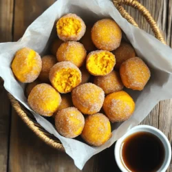 Um die besten Zimt-Zucker Kürbis-Donutlöcher zu machen, brauchen Sie: - 1 Tasse Kürbispüree aus der Dose - 1/2 Tasse weißer Zucker - 1/4 Tasse brauner Zucker - 1/4 Tasse Pflanzenöl - 2 große Eier - 2 Tassen Allzweckmehl - 2 Teelöffel Backpulver - 1 Teelöffel Natron - 1 Teelöffel Zimt - 1/2 Teelöffel Muskatnuss - 1/4 Teelöffel Salz Diese Zutaten machen den Teig weich und lecker. Das Kürbispüree verleiht den Donutlöchern eine schöne Textur und Geschmack. Für die Zimt-Zucker-Beschichtung benötigen Sie: - 1/2 Tasse weißer Zucker (zum Wälzen) - 2 Teelöffel gemahlener Zimt (zum Wälzen) Diese Mischung macht die Donutlöcher süß und gibt ihnen einen tollen Zimtgeschmack. Sie sind wirklich unwiderstehlich! Beim Einkaufen können Sie einige nachhaltige Alternativen wählen. Suchen Sie nach: - Bio-Kürbispüree, um frische Zutaten zu nutzen - Unraffiniertem Zucker, der weniger verarbeitet ist - Pflanzenöl aus nachhaltigem Anbau Diese Optionen sind besser für die Umwelt und Ihre Gesundheit. Schauen Sie in lokalen Märkten nach, um frische und regionale Produkte zu finden. So unterstützen Sie auch Ihre Gemeinschaft. Wenn Sie mehr über die Zubereitung erfahren möchten, finden Sie das vollständige Rezept im Artikel. Heize deinen Ofen auf 175°C vor. Wähle eine Mini-Muffin- oder Donutloch-Backform. Fette die Form gut ein, damit die Donutlöcher nicht kleben bleiben. Diese Schritte sind wichtig, damit alles gleichmäßig backt. Nimm eine große Schüssel. Gib das Kürbispüree, den weißen Zucker, den braunen Zucker, das Pflanzenöl und die Eier hinein. Rühre alles mit einem Schneebesen gut um, bis die Masse glatt ist. In einer anderen Schüssel vermenge das Mehl, Backpulver, Natron, Zimt, Muskatnuss und Salz. Füge die trockenen Zutaten langsam zu den feuchten hinzu. Mische nur so lange, bis alles gerade vermischt ist. Übermixen macht die Donutlöcher hart. Verwende einen kleinen Keksausstecher oder einen Esslöffel. Fülle jede Vertiefung der Form etwa zu zwei Dritteln mit Teig. Achte darauf, die Formen nicht zu überfüllen. Backe die Donutlöcher im vorgeheizten Ofen für 12-15 Minuten. Sie sind fertig, wenn ein Holzstäbchen sauber herauskommt. Während die Donutlöcher backen, bereite die Zimt-Zucker-Beschichtung vor. Mische den weißen Zucker und den gemahlenen Zimt in einer kleinen Schüssel gut durch. Wenn die Donutlöcher fertig sind, nimm sie aus dem Ofen. Lass sie etwa 5 Minuten in der Form abkühlen. Danach nimm die Donutlöcher vorsichtig heraus. Wälze die warmen Donutlöcher in der Zimt-Zucker-Mischung. Lege sie auf ein Abkühlgitter, damit sie vollständig abkühlen. Jetzt hast du leckere Zimt-Zucker Kürbis-Donutlöcher! Du kannst das vollständige Rezept hier finden: Full Recipe. Um die perfekte Konsistenz des Teigs zu erreichen, mischen Sie die Zutaten gut. Beginnen Sie mit den feuchten Zutaten. Fügen Sie dann die trockenen Zutaten wenig bei. Rühren Sie nur so lange, bis alles vermischt ist. Klumpen sind in Ordnung. Vermeiden Sie es, den Teig zu übermixen. Ein überarbeiteter Teig kann zäh werden. Der Teig sollte leicht und fluffig sein. Achten Sie auf die Backzeit. Backen Sie die Donutlöcher 12 bis 15 Minuten. Prüfen Sie mit einem Holzstäbchen, ob sie fertig sind. Wenn es sauber herauskommt, sind sie gut. Lassen Sie die Donutlöcher nicht zu lange im Ofen, sonst werden sie trocken. Auch das Abkühlen ist wichtig. Lassen Sie sie kurz in der Form abkühlen, bevor Sie sie herausnehmen. Präsentation macht viel aus! Nutzen Sie einen schönen Korb. Legen Sie Backpapier hinein, um es schick zu machen. Stapeln Sie die Donutlöcher hübsch übereinander. Stauben Sie sie mit extra Zimt-Zucker ab. Das sieht toll aus und schmeckt gut. Servieren Sie dazu etwas Ahornsirup zum Dippen. Ihre Gäste werden begeistert sein! Für das vollständige Rezept schauen Sie bitte hier: [Full Recipe]. {{image_4}} Sie können die Donutlöcher leicht abwandeln. Fügen Sie Schokoladenstückchen hinzu, um einen süßen Kick zu erhalten. Oder probieren Sie Walnüsse für einen nussigen Biss. Für einen fruchtigen Geschmack, mischen Sie pürierte Äpfel oder Birnen ins Rezept. Sie können auch einen Hauch von Ingwer für zusätzliche Wärme hinzufügen. Diese kleinen Änderungen bringen neue Aromen in die Donutlöcher. Frischer Kürbis hat einen tollen Geschmack. Um ihn zu nutzen, schneiden Sie einen Hokkaido-Kürbis in Stücke. Kochen Sie ihn in Wasser, bis er weich ist. Danach pürieren Sie ihn gründlich. Frisches Kürbispüree gibt den Donutlöchern eine lebendige Farbe und eine frische Note. Der Geschmack wird dadurch intensiver und natürlicher. So machen Sie das Rezept noch einzigartiger. Wenn Sie glutenfrei backen möchten, verwenden Sie glutenfreies Mehl. Es gibt viele gute Marken, die perfekt für Donutlöcher sind. Für vegane Optionen ersetzen Sie die Eier durch Apfelmus oder einen Chia-Pudding. Dies macht die Donutlöcher leicht und fluffig. Achten Sie darauf, auch pflanzliches Öl zu verwenden. So bleibt das Rezept vollständig vegan. Um die Zimt-Zucker Kürbis-Donutlöcher frisch zu halten, lege sie in einen luftdichten Behälter. So bleiben sie weich und lecker. Vermeide es, sie warm zu lagern. Lass sie zuerst auf Raumtemperatur abkühlen. Die Donutlöcher halten sich im Kühlschrank bis zu einer Woche. Bei Raumtemperatur sind sie etwa drei Tage frisch. Wenn du sie länger aufbewahren möchtest, friere sie ein. Wickel sie gut in Frischhaltefolie ein, um Gefrierbrand zu vermeiden. Um die Donutlöcher wieder warm zu machen, lege sie für 10-15 Sekunden in die Mikrowelle. Alternativ kannst du sie im Ofen bei 150°C für etwa 5 Minuten aufwärmen. So bleiben sie weich und lecker. Wenn du die Donutlöcher frisch genießen möchtest, wende sie nach dem Aufwärmen in etwas Zimt-Zucker. Das gibt ihnen zusätzlichen Geschmack. Du kannst die Zimt-Zucker Kürbis-Donutlöcher bis zu fünf Tage in einem luftdichten Behälter aufbewahren. Stelle sicher, dass sie gut abgekühlt sind, bevor du sie lagerst. So bleiben sie frisch und lecker. Für längere Haltbarkeit kannst du sie auch einfrieren. Lege sie einfach in einen Gefrierbeutel und friere sie ein. Zum Aufwärmen einfach im Ofen oder in der Mikrowelle erwärmen. Ja, du kannst den Teig im Voraus zubereiten. Mische die feuchten und trockenen Zutaten wie im Rezept beschrieben, aber lasse es ungebacken. Decke die Schüssel mit Frischhaltefolie ab und stelle sie in den Kühlschrank. Der Teig bleibt bis zu 24 Stunden frisch. Wenn du bereit bist zu backen, nimm den Teig heraus und lass ihn etwas warm werden, bevor du ihn backst. Die besten Zimt-Zucker Kürbis-Donutlöcher findest du oft in kleinen Cafés oder Bäckereien, die auf saisonale Leckereien spezialisiert sind. Diese Orte nutzen frische Zutaten und bieten oft hausgemachte Varianten an. Du kannst auch auf lokalen Märkten nach Handwerkern suchen, die diese Leckereien anbieten. Achte auf die Bewertungen, um die besten Empfehlungen zu finden. Zu Zimt-Zucker Kürbis-Donutlöchern passen viele Dips. Ahornsirup ist ein klassischer Favorit. Du kannst auch eine einfache Vanille- oder Zimtcreme zubereiten, indem du Frischkäse und Puderzucker vermischst. Für etwas mehr Pikantheit ist ein Karamell-Dip eine tolle Wahl. Diese Dips heben den Geschmack der Donutlöcher hervor und machen sie noch köstlicher. Zum Schluss sollten Sie den Prozess und die Freude an Zimt-Zucker Kürbis-Donutlöchern nicht unterschätzen. Wir haben die wichtigsten Zutaten, die Herstellung und wertvolle Tipps behandelt. Denken Sie daran, mit Variationen zu experimentieren und Ihre Donutlöcher richtig zu lagern. Diese kleinen Köstlichkeiten bringen nicht nur Genuss, sondern auch eine festliche Stimmung. Holen Sie sich die besten Zutaten und viel Spaß beim Backen!
