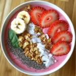 Für eine leckere Erdbeer-Spinat Smoothie Bowl brauchen Sie einige einfache Zutaten. Hier ist, was Sie benötigen: - 1 Tasse frische Spinatblätter - 1 Tasse gefrorene Erdbeeren - 1 reife Banane - 1/2 Tasse Mandelmilch (oder Milch nach Wahl) - 1 Esslöffel Mandelbutter (oder Erdnussbutter) - 1 Esslöffel Chiasamen - 1/2 Teelöffel Vanilleextrakt - Toppings: geschnittene frische Erdbeeren, Granola, Nüsse, Kokosraspeln und ein Spritzer Honig (optional) Diese Zutaten sind frisch und gesund. Sie bieten eine tolle Basis für Ihren Smoothie. Ich bevorzuge frische Spinatblätter, weil sie voller Nährstoffe sind. Gefrorene Erdbeeren sind praktisch. Sie haben einen süßen Geschmack und sind immer verfügbar. Sie können die gefrorenen Erdbeeren direkt in den Mixer geben. Dies sorgt für eine kühle und erfrischende Textur. Frische Banane hilft, die Mischung cremig zu machen. Die Kombination dieser Zutaten bringt viele Vorteile. Spinat ist reich an Vitaminen und Mineralien. Er enthält Vitamin A, C und K. Erdbeeren bringen Antioxidantien. Sie sind gut für das Herz und die Haut. Bananen bieten Kalium und Ballaststoffe. Mandelmilch hat weniger Kalorien als normale Milch und ist laktosefrei. Chiasamen sind kleine Kraftpakete. Sie sind voller Omega-3-Fettsäuren und Protein. Insgesamt ist die Erdbeer-Spinat Smoothie Bowl eine nährstoffreiche Wahl. Sie ist perfekt für ein schnelles Frühstück oder einen gesunden Snack. Für das vollständige Rezept schauen Sie sich bitte die vollständigen Anweisungen an. Zuerst sammeln wir alle Zutaten. Du brauchst: - 1 Tasse frische Spinatblätter - 1 Tasse gefrorene Erdbeeren - 1 reife Banane - 1/2 Tasse Mandelmilch (oder Milch nach Wahl) - 1 Esslöffel Mandelbutter (oder Erdnussbutter) - 1 Esslöffel Chiasamen - 1/2 Teelöffel Vanilleextrakt - Toppings: geschnittene frische Erdbeeren, Granola, Nüsse, Kokosraspeln und ein Spritzer Honig (optional) Stelle sicher, dass alles frisch und bereit ist. So geht es schneller und macht mehr Spaß. Jetzt kommt der spannende Teil! Gib alle Zutaten in den Mixer. Mixe sie auf hoher Stufe. Du willst eine glatte und cremige Mischung. Wenn es zu dick ist, füge einfach mehr Milch hinzu. Mixe weiter, bis alles gut vermischt ist. Wenn du die perfekte Konsistenz erreicht hast, gieße den Smoothie in eine Schüssel. Es sollte dick genug sein, um die Toppings zu halten, aber nicht zu fest. Jetzt kommt die Kunst! Gieße den Smoothie in eine Schüssel. Nutze frische Erdbeeren, Granola, Nüsse und Kokosraspeln für die Dekoration. Sei kreativ und mache es bunt. Eine Prise Chiasamen oben drauf sieht toll aus und macht die Bowl gesünder. Wenn du magst, füge einen Spritzer Honig hinzu. Das gibt extra Süße. Serviere die Bowl sofort, damit sie frisch und lecker bleibt. Beim Mixen dieser Erdbeer-Spinat Smoothie Bowl gibt es einige häufige Fehler. Ein Fehler ist, zu viele feste Zutaten zu verwenden. Das macht den Smoothie dick und schwer zu mixen. Ein anderer Fehler ist, die Flüssigkeit zu vergessen. Ohne genug Flüssigkeit wird der Smoothie nicht cremig. Achte darauf, die Mandelmilch oder eine andere Flüssigkeit hinzuzufügen. Wenn du frische Spinatblätter verwendest, achte darauf, sie gut zu waschen. Sand oder Schmutz kann den Geschmack stören. Die richtige Mixtechnik macht einen großen Unterschied. Beginne mit den Flüssigkeiten, gefolgt von den festen Zutaten. So vermischt sich alles gut. Mixe die Zutaten auf hoher Stufe für die beste Konsistenz. Wenn dein Mixer nicht stark genug ist, mische in kleinen Portionen. Falls die Mischung zu dick ist, füge nach und nach mehr Milch hinzu. Mixe weiter, bis alles glatt ist, und halte dabei den Deckel gut fest. Die Erdbeer-Spinat Smoothie Bowl passt zu jeder Jahreszeit. Im Frühling und Sommer sind frische Erdbeeren am besten. Im Herbst und Winter kannst du gefrorene Erdbeeren nutzen. Du kannst auch andere Früchte hinzufügen, um den Geschmack zu verändern. Im Winter sind Bananen eine tolle Wahl, um etwas Süße zu bringen. In den warmen Monaten erfrischt diese Bowl und ist ein perfekter Snack. Du kannst sie nach Lust und Laune anpassen. {{image_4}} Sie können die Erdbeer-Spinat Smoothie Bowl auf viele Arten anpassen. Fügen Sie zum Beispiel eine halbe Avocado hinzu. Sie machen die Bowl cremig und geben gesunde Fette. Auch gefrorene Mangostücke oder Pfirsiche passen gut. Diese Früchte bringen Süße und einen frischen Geschmack. Eine Handvoll Grünkohl kann auch einen gesunden Kick geben. Er hat viele Nährstoffe und passt gut zu den Erdbeeren. Die Wahl der Milch kann variieren. Statt Mandelmilch können Sie auch Hafer-, Soja- oder Kokosmilch verwenden. Jede Milch hat ihren eigenen Geschmack und Nährwert. Bei den Toppings sind die Möglichkeiten endlos. Probieren Sie verschiedene Nüsse wie Mandeln oder Walnüsse. Sie sorgen für einen knackigen Biss. Auch Joghurt kann als Topping dienen und macht die Bowl noch cremiger. Für etwas Süße sind Honig oder Agavendicksaft perfekte Ergänzungen. Wenn Sie mehr Protein möchten, sind einige Ergänzungen hilfreich. Fügen Sie einen Löffel Proteinpulver hinzu. Es gibt viele Geschmacksrichtungen, die gut passen. Auch griechischer Joghurt ist eine gute Wahl. Er ist reich an Eiweiß und macht die Bowl satter. Chiasamen sind nicht nur für die Textur gut, sondern auch für zusätzliche Nährstoffe. Sie sind klein, aber sehr gesund. Diese Optionen erhöhen den Nährwert Ihrer Smoothie Bowl und machen sie zu einer kompletten Mahlzeit. Wenn Sie Reste von Ihrer Erdbeer-Spinat Smoothie Bowl haben, bewahren Sie sie richtig auf. Gießen Sie die restliche Mischung in einen luftdichten Behälter. Stellen Sie sicher, dass der Behälter gut schließt. So bleibt die Bowl frisch. Lagern Sie sie im Kühlschrank. Ideal ist es, die Reste innerhalb von zwei Tagen zu genießen. Haben Sie noch Spinat oder Erdbeeren übrig? Sie können sie in anderen Rezepten nutzen. Zum Beispiel können Sie frischen Spinat in Salate geben. Gefrorene Erdbeeren sind großartig für Desserts oder Joghurt. Auch in Smoothies sind sie eine perfekte Ergänzung. So verschwenden Sie keine Lebensmittel und genießen dennoch gesunde Optionen. Frische Zutaten sind der Schlüssel zur besten Smoothie Bowl. Kaufen Sie frischen Spinat und Erdbeeren, die fest und glänzend sind. Diese halten länger. Lagern Sie frische Erdbeeren im Kühlschrank. Vermeiden Sie es, sie zu waschen, bevor Sie sie lagern. So bleibt ihr Geschmack erhalten. Gefrorene Erdbeeren sind ideal, wenn frische nicht verfügbar ist. Sie können bis zu einem Jahr halten, ohne an Geschmack zu verlieren. Eine Erdbeer-Spinat Smoothie Bowl hat etwa 250 bis 300 Kalorien pro Portion. Diese Zahl kann je nach Zutaten variieren. Zum Beispiel, wenn Sie mehr Nüsse oder Honig hinzufügen, steigen die Kalorien. Diese Bowl ist eine gesunde Wahl. Sie liefert viele Vitamine und Mineralien. Ja, das Rezept lässt sich leicht vegan gestalten. Nutzen Sie Pflanzenmilch wie Mandelmilch oder Hafermilch. Statt Honig können Sie Agavendicksaft verwenden. Auch die Mandelbutter bleibt vegan. So bleibt die Bowl lecker und gesund. Sie können die Fruchtarten auch nach Wahl ändern, um neue Geschmäcker zu entdecken. Die besten Toppings sind frisch und bunt. Ich empfehle: - Geschnittene Erdbeeren - Granola - Nüsse - Kokosraspeln - Chiasamen Diese Toppings geben Textur und Geschmack. Sie können auch einen Spritzer Honig hinzufügen, wenn Sie es süßer mögen. Experimentieren Sie mit verschiedenen Kombinationen, um Ihre perfekte Bowl zu finden. Für das komplette Rezept schauen Sie sich die Full Recipe an. In diesem Artikel haben wir die besten Zutaten für Smoothie Bowls erkundet. Wir haben gelernt, frische und gefrorene Zutaten zu vergleichen und deren Nährstoffgehalt zu verstehen. Die Schritt-für-Schritt-Anleitung hilft beim perfekten Mix und bei der Präsentation. Tipps und Tricks zeigen, wie man Fehler vermeidet und Techniken optimiert. Viele Variationen geben dir neue Ideen. Schließlich haben wir Lagerung und Haltbarkeit behandelt. Du bist jetzt bereit, leckere und gesunde Smoothie Bowls zu kreieren. Viel Spaß beim Ausprobieren!