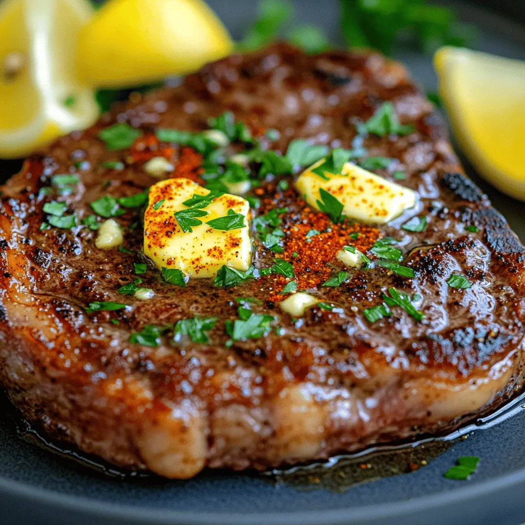 - 2 Rindersteaks (Ribeye, 2,5 cm dick) - 4 Esslöffel ungesalzene Butter - 2 Esslöffel Cajun-Gewürz Die Hauptzutaten für Cajun Butter Steak sind einfach, aber voller Geschmack. Ein Ribeye-Steak ist saftig und zart. Die ungesalzene Butter bringt reichhaltigen Geschmack und die Cajun-Gewürzmischung sorgt für Würze und Hitze. Diese Kombination macht das Steak zu einem echten Genuss. - 3 Knoblauchzehen, fein gehackt - 1 Teelöffel geräuchertes Paprika-Pulver - Frische Petersilie, gehackt (zum Garnieren) Knoblauch fügt ein tolles Aroma hinzu. Geräuchertes Paprika-Pulver bringt eine leichte Rauchnote. Frische Petersilie sorgt für einen frischen Kick. Diese Zutaten sind wichtig, um das Steak noch besser zu machen. - Salz und Pfeffer - Zitronenschnitze zum Servieren Salz und Pfeffer sind die Basis für jedes Gericht. Sie helfen, die Aromen zu verstärken. Die Zitronenschnitze geben dem Steak einen spritzigen Geschmack. Servieren Sie die Zitronen neben dem Steak für einen zusätzlichen Genuss. Für das vollständige Rezept schauen Sie sich die [Full Recipe] an. Zuerst sollten Sie die Rindersteaks aus dem Kühlschrank nehmen. Lassen Sie sie für etwa 30 Minuten bei Raumtemperatur ruhen. Dies hilft, die Steaks gleichmäßig zu garen. Heizen Sie dann Ihren Grill oder eine gusseiserne Pfanne auf mittlerer bis hoher Hitze vor. Ein gut vorgeheizter Grill sorgt für eine tolle Kruste. Trocknen Sie die Steaks mit Küchenpapier. Reiben Sie beide Seiten mit Salz, Pfeffer und Cajun-Gewürz ein. Diese Gewürze geben dem Steak einen tollen Geschmack. Schmelzen Sie 2 Esslöffel Butter in der Pfanne oder auf dem Grill. Wenn Sie eine Pfanne verwenden, lassen Sie die Butter leicht bräunen. Dies verleiht dem Steak zusätzlichen Geschmack. Legen Sie die gewürzten Steaks in die Pfanne oder auf den Grill. Braten Sie sie etwa 4-5 Minuten auf einer Seite. Achten Sie darauf, dass sich eine schöne Kruste bildet. Wenden Sie die Steaks und geben Sie die restlichen 2 Esslöffel Butter dazu. Fügen Sie den gehackten Knoblauch und das geräucherte Paprika-Pulver hinzu. Setzen Sie das Garen für weitere 4-5 Minuten fort. Löffeln Sie dabei die geschmolzene Knoblauchbutter über die Steaks. Wenn die Steaks fertig sind, nehmen Sie sie vom Grill oder aus der Pfanne. Lassen Sie sie etwa 5 Minuten auf einem Schneidebrett ruhen. Dies hilft, die Säfte zu halten. Schneiden Sie die Steaks gegen die Faser. Träufeln Sie die aromatische Cajun-Butter darüber und bestreuen Sie sie mit frischer Petersilie. Servieren Sie die Steaks mit Zitronenschnitzen für einen spritzigen Kick. Für die genauen Mengen und Zubereitung, schauen Sie sich das Full Recipe an. Um den perfekten Gargrad zu erreichen, nutze ein Fleischthermometer. Dies hilft dir, das Steak genau zu prüfen. Für ein medium-rare Steak strebe eine Temperatur von etwa 54°C an. Jede Garstufe hat ihre eigene Zeit. Hier sind einige allgemeine Garzeiten: - Rare: 2-3 Minuten pro Seite - Medium-rare: 4-5 Minuten pro Seite - Medium: 6-7 Minuten pro Seite Diese Zeiten können variieren. Achte darauf, die Steaks während des Garens nicht zu bewegen. Butter spielt eine große Rolle für den Geschmack. Du kannst sie sogar bräunen. Das gibt dem Steak eine nussige Note. Um dies zu tun, füge die Butter hinzu und lasse sie leicht schmelzen. Achte darauf, dass sie nicht verbrennt. Löffle die geschmolzene Butter regelmäßig über die Steaks. Das sorgt für mehr Geschmack und Saftigkeit. Wenn die Steaks fertig sind, lass sie kurz ruhen. Das hilft, die Säfte zu speichern. Schneide die Steaks dann gegen die Faser. So werden sie zarter. Für die Garnierung verwende frische Petersilie. Dies bringt Farbe und Geschmack. Eine Zitronenscheibe am Rand sorgt für einen spritzigen Kick. Verwende die Cajun-Butter für eine extra Sauce. Das wird deine Gäste beeindrucken. {{image_4}} Eine hausgemachte Cajun-Gewürzmischung ist einfach zu machen. Mischen Sie Paprika, Knoblauchpulver, Zwiebelpulver, Thymian, und Cayennepfeffer. Diese Mischung gibt dem Steak einen tollen Geschmack. Sie können auch andere Gewürze verwenden. Zum Beispiel, versuchen Sie italienische Kräuter oder BBQ-Gewürze für andere Aromen. Gemüsebeilagen runden Ihr Gericht ab. Gegrillte Paprika und Zucchini passen perfekt. Auch ein frischer Salat ist eine gute Wahl. Für die Zubereitung von Beilagen, grillen Sie das Gemüse direkt neben dem Steak. So sparen Sie Zeit und genießen die Aromen. Sie können auch anderes Rindfleisch verwenden. Filetsteak oder T-Bone sind tolle Alternativen. Wenn Sie Geflügel oder Fisch mögen, probieren Sie Hähnchenbrust oder Lachs. Diese Optionen nehmen die Cajun-Butter gut auf und bieten eine neue Geschmacksrichtung. Lagern Sie Reste von Cajun Butter Steak richtig, damit sie frisch bleiben. Lassen Sie die Steaks zuerst abkühlen. Wickeln Sie sie dann luftdicht in Frischhaltefolie oder legen Sie sie in einen luftdichten Behälter. So bleibt der Geschmack erhalten. Sie können die Reste im Kühlschrank aufbewahren. Dort bleiben sie bis zu drei Tage gut. Wenn Sie die Steaks länger aufbewahren möchten, frieren Sie sie ein. Im Gefrierschrank halten sie bis zu drei Monate. Um Cajun Butter Steak wieder aufzuwärmen, gibt es einige beste Methoden. Die beste Methode ist, die Steaks in einer Pfanne bei niedriger Hitze zu erwärmen. Fügen Sie ein wenig Butter hinzu, um den Geschmack zu verbessern. Decken Sie die Pfanne ab, damit die Steaks nicht austrocknen. Alternativ können Sie die Steaks auch in der Mikrowelle aufwärmen. Stellen Sie die Mikrowelle auf niedrige Leistung und prüfen Sie die Steaks oft. Hier sind einige Tipps für anhaltenden Geschmack: - Fügen Sie beim Aufwärmen etwas Cajun-Gewürz hinzu. - Gießen Sie etwas von der Cajun-Butter über die Steaks. - Lassen Sie die Steaks vor dem Servieren ein paar Minuten ruhen. So bleibt der Saft in den Steaks. Grillen Sie das Cajun Butter Steak etwa 4-5 Minuten auf einer Seite. Diese Zeit gibt Ihnen eine schöne Kruste. Wenden Sie die Steaks und grillen Sie sie weitere 4-5 Minuten. Für medium-rare zielen Sie auf etwa 54°C. Jede Grillmethode kann variieren. * Grillen: 4-5 Minuten pro Seite für medium-rare. * Pfanne: Ähnliche Zeiten, aber Butter bräunen für mehr Geschmack. Ja, Sie können Cajun Butter Steak im Ofen zubereiten! Hier ist eine einfache Schritt-für-Schritt-Anleitung: 1. Heizen Sie den Ofen auf 200°C vor. 2. Bereiten Sie die Steaks wie im Rezept vor. 3. Erhitzen Sie eine ofenfeste Pfanne auf dem Herd. 4. Fügen Sie Butter hinzu, und bräunen Sie die Steaks 2-3 Minuten auf jeder Seite. 5. Stellen Sie die Pfanne in den Ofen für 6-8 Minuten. 6. Überprüfen Sie die Temperatur mit einem Fleischthermometer. Cajun-Gewürz ist eine Mischung aus verschiedenen Gewürzen. Es ist würzig und hat einen starken Geschmack. Gängige Zutaten sind: * Paprika * Knoblauchpulver * Zwiebelpulver * Pfeffer * Thymian * Oregano Diese Mischung gibt Ihrem Steak den typischen Cajun-Geschmack. Verwenden Sie es großzügig für besten Genuss! Cajun Butter Steak vereint einfache Zutaten und tolle Aromen. Du hast gelernt, wie du es richtig zubereitest. Denk daran, das Steak in Ruhe ruhen zu lassen, bevor du es schneidest. Auch die Variationen sind spannend, also sei kreativ! Wenn du die Reste aufbewahren möchtest, achte auf die Kühlung. Du kannst sicher sein, dass jede Methode funktioniert und produktiv ist. Genieße das Kochen und teile deine Ergebnisse! Daran wirst du dich gern erinnern.