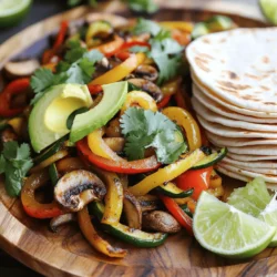 Die Hauptzutaten geben den Fajitas ihren tollen Geschmack. Hier sind die Zutaten, die du brauchst: - 1 rote Paprika, in Scheiben geschnitten - 1 gelbe Paprika, in Scheiben geschnitten - 1 grüne Paprika, in Scheiben geschnitten - 1 mittelgroße rote Zwiebel, in Scheiben geschnitten - 2 Zucchini, in Scheiben geschnitten - 1 Tasse Champignons, in Scheiben geschnitten - 2 Knoblauchzehen, fein gehackt - 1 Tasse schwarze Bohnen, abgetropft und abgespült - 1 Avocado, in Scheiben geschnitten - 1 Tasse frischer Koriander, gehackt - Limettenviertel zum Servieren Diese frischen Zutaten bringen Farbe und Nährstoffe auf deinen Teller. Das Gemüse macht die Fajitas knackig und lecker. Die richtigen Gewürze und Öle sind wichtig für den Geschmack. Du brauchst: - 1 Esslöffel Olivenöl - 1 Esslöffel Fajita-Gewürzmischung (oder eine Mischung aus Kreuzkümmel, Paprika, Chilipulver und Salz) Olivenöl sorgt für eine schöne Bräunung. Die Fajita-Gewürzmischung gibt den Fajitas ihren typischen Geschmack. Du kannst auch deine eigene Mischung machen, um mehr Kontrolle über die Aromen zu haben. Tortillas sind die Basis für deine Fajitas. Du hast die Wahl zwischen: - 8 kleinen Mehl-Tortillas - 8 kleinen Maistortillas Achte darauf, frische und hochwertige Tortillas zu wählen. Sie geben den Fajitas den perfekten Halt und Geschmack. Erwärmen sie kurz in einer Pfanne oder über der Flamme, um sie geschmeidig zu machen. So werden deine Fajitas noch besser! Für das gesamte Rezept schaue dir das [Full Recipe] an. Heize zuerst deine große Pfanne bei mittlerer bis hoher Hitze vor. Gib einen Esslöffel Olivenöl in die Pfanne. Lass das Öl warm werden. So bereitest du die Pfanne optimal für das Gemüse vor. Füge die geschnittene rote Zwiebel und den gehackten Knoblauch in die Pfanne. Brate beides 2-3 Minuten lang an. Das Aroma wird köstlich! Danach kommen die geschnittenen Paprikas und Zucchini dazu. Rühre alles gut um und koche für weitere 5 Minuten. Jetzt sollte das Gemüse leicht weich sein. Füge dann die Champignons hinzu. Streue die Fajita-Gewürzmischung darüber. Koche weitere 4-5 Minuten, bis das Gemüse zart ist. Erwärme die Tortillas in einer separaten Pfanne oder direkt über der Flamme. Das dauert etwa 30 Sekunden pro Seite. Jetzt kannst du die Fajitas zusammenstellen. Nimm eine Tortilla und gib eine großzügige Portion der Gemüse-Mischung darauf. Füge einen Löffel schwarze Bohnen, einige Avocadoscheiben und frischen Koriander hinzu. Presse frischen Limettensaft darüber. Das bringt das Gericht zum Strahlen! Für die vollständige Anleitung schau dir das [Full Recipe] an. Um perfekte Fajitas zu machen, wähle frisches Gemüse. Achte auf bunte Paprikas und zarte Zucchini. Schneide das Gemüse gleichmäßig. So garen sie gleichmäßig. Erhitze die Pfanne gut, bevor du das Öl hinzufügst. Dadurch brät das Gemüse schön an und erhält tolle Röstaromen. Du kannst viel im Voraus tun. Schneide das Gemüse am Morgen oder sogar am Vorabend. Bewahre es in einem luftdichten Behälter im Kühlschrank auf. So sparst du Zeit beim Kochen. Mische die Gewürze vorher. Das macht die Zubereitung noch schneller und einfacher. Die Präsentation macht einen großen Unterschied. Serviere die Fajitas auf einer großen Platte. Lege Limettenviertel und frischen Koriander dazu. Das sieht appetitlich aus. Wickele ein kleines Serviettenband um die Tortillastapel. Das gibt einen eleganten Touch. Für das vollständige Rezept, schau dir das Rezept für Befüllte Veggie-Fajitas an. {{image_4}} Wenn du eine vegane Option suchst, ersetze die schwarzen Bohnen durch Kichererbsen. Diese geben einen tollen Geschmack. Auch Tofu ist eine gute Wahl. Mariniere ihn vorher in Sojasauce und Gewürzen. Das macht ihn lecker und würzig. Du kannst auch mehr Gemüse hinzufügen. Brokkoli oder Spinat passen gut. Für glutenfreie Fajitas wähle Maistortillas. Diese sind weich und lecker. Viele Marken bieten sie in Bio-Qualität an. Achte darauf, dass sie keine unerwünschten Zusatzstoffe enthalten. Du kannst auch Salatblätter verwenden. Diese sind frisch und leicht. Sie machen die Fajitas gesund und kalorienarm. Toppings machen deine Fajitas besonders. Probiere frische Salsa aus Tomaten und Zwiebeln. Guacamole ist ebenfalls eine tolle Wahl. Auch eine scharfe Sauce kann gut dazu passen. Du kannst auch einen Limettensalat oder eine Bohnen-Salsa als Beilage servieren. Diese machen das Gericht noch bunter und schmackhafter. Für das vollständige Rezept besuche den Abschnitt über die Befüllten Veggie-Fajitas. Um Fajitas frisch zu halten, lege sie in einen luftdichten Behälter. Du kannst die Füllung und die Tortillas getrennt aufbewahren. So bleiben die Tortillas weich und das Gemüse knackig. Im Kühlschrank halten sie sich bis zu drei Tage. Achte darauf, dass das Gemüse gut gekühlt ist, bevor du es verpackst. Hast du Reste von deinen Fajitas? Nutze sie für eine leckere Gemüsepfanne. Brate das Gemüse einfach mit etwas Öl und Gewürzen an. Du kannst die Reste auch in einen Salat mischen oder als Topping für Nachos verwenden. So schmecken die Reste ganz neu und lecker. Um die Fajitas aufzuwärmen, benutze eine Pfanne bei mittlerer Hitze. Füge einen Spritzer Wasser hinzu, um das Gemüse feucht zu halten. So werden die Fajitas nicht trocken. Alternativ kannst du die Füllung auch in der Mikrowelle erwärmen. Erhitze sie in kurzen Intervallen, damit sie gleichmäßig warm werden. Fajitas sind im Kühlschrank etwa drei bis vier Tage haltbar. Lagere sie in einem luftdichten Behälter. Achte darauf, die Fajitas gut abzukühlen, bevor du sie einpackst. So bleiben die Aromen frisch und der Geschmack bleibt erhalten. Du kannst die Fajitas auch einfrieren. In einem geeigneten Behälter halten sie bis zu drei Monate. Ja, du kannst das Gemüse ganz nach deinem Geschmack anpassen. Zum Beispiel sind Auberginen, Spargel oder Karotten tolle Ergänzungen. Experimentiere mit verschiedenen Gemüsesorten, die du liebst. Denke daran, die Garzeit anzupassen, wenn du anderes Gemüse verwendest. Jedes Gemüse bringt seinen eigenen Geschmack und seine Textur mit. So machst du deine Fajitas einzigartig. Deine eigene Fajita-Gewürzmischung ist einfach zu machen. Du brauchst nur einige Gewürze. Mixe etwa: - 1 Esslöffel Kreuzkümmel - 1 Esslöffel Paprika - 1 Teelöffel Chilipulver - 1 Teelöffel Salz - 1 Teelöffel Pfeffer Mische alles gut in einer kleinen Schüssel. Du kannst auch Knoblauch- oder Zwiebelpulver hinzufügen. Bewahre die Mischung in einem luftdichten Behälter auf. So hast du immer frische Gewürze zur Hand. Diese Mischung passt perfekt zu deinem Rezept für Befüllte Veggie-Fajitas. Befüllte Veggie-Fajitas sind eine köstliche und flexible Option. Wir haben die besten Zutaten, die richtige Zubereitung und wertvolle Tipps erkundet. Ich hoffe, du fühlst dich sicher beim Kochen und Ausprobieren. Denk daran, deine Fajitas persönlich zu gestalten und sie kreativ zu präsentieren. Mit den richtigen Tricks und Variationen kannst du das Gericht nach deinem Geschmack anpassen. Jetzt liegt es an dir, in die Küche zu gehen und leckere Fajitas zu zaubern!