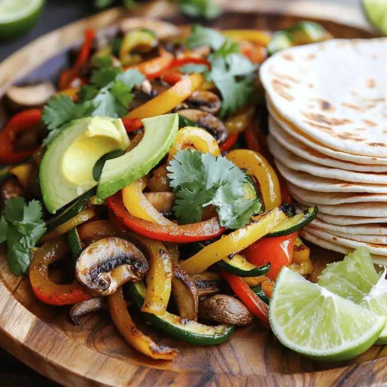 Die Hauptzutaten geben den Fajitas ihren tollen Geschmack. Hier sind die Zutaten, die du brauchst: - 1 rote Paprika, in Scheiben geschnitten - 1 gelbe Paprika, in Scheiben geschnitten - 1 grüne Paprika, in Scheiben geschnitten - 1 mittelgroße rote Zwiebel, in Scheiben geschnitten - 2 Zucchini, in Scheiben geschnitten - 1 Tasse Champignons, in Scheiben geschnitten - 2 Knoblauchzehen, fein gehackt - 1 Tasse schwarze Bohnen, abgetropft und abgespült - 1 Avocado, in Scheiben geschnitten - 1 Tasse frischer Koriander, gehackt - Limettenviertel zum Servieren Diese frischen Zutaten bringen Farbe und Nährstoffe auf deinen Teller. Das Gemüse macht die Fajitas knackig und lecker. Die richtigen Gewürze und Öle sind wichtig für den Geschmack. Du brauchst: - 1 Esslöffel Olivenöl - 1 Esslöffel Fajita-Gewürzmischung (oder eine Mischung aus Kreuzkümmel, Paprika, Chilipulver und Salz) Olivenöl sorgt für eine schöne Bräunung. Die Fajita-Gewürzmischung gibt den Fajitas ihren typischen Geschmack. Du kannst auch deine eigene Mischung machen, um mehr Kontrolle über die Aromen zu haben. Tortillas sind die Basis für deine Fajitas. Du hast die Wahl zwischen: - 8 kleinen Mehl-Tortillas - 8 kleinen Maistortillas Achte darauf, frische und hochwertige Tortillas zu wählen. Sie geben den Fajitas den perfekten Halt und Geschmack. Erwärmen sie kurz in einer Pfanne oder über der Flamme, um sie geschmeidig zu machen. So werden deine Fajitas noch besser! Für das gesamte Rezept schaue dir das [Full Recipe] an. Heize zuerst deine große Pfanne bei mittlerer bis hoher Hitze vor. Gib einen Esslöffel Olivenöl in die Pfanne. Lass das Öl warm werden. So bereitest du die Pfanne optimal für das Gemüse vor. Füge die geschnittene rote Zwiebel und den gehackten Knoblauch in die Pfanne. Brate beides 2-3 Minuten lang an. Das Aroma wird köstlich! Danach kommen die geschnittenen Paprikas und Zucchini dazu. Rühre alles gut um und koche für weitere 5 Minuten. Jetzt sollte das Gemüse leicht weich sein. Füge dann die Champignons hinzu. Streue die Fajita-Gewürzmischung darüber. Koche weitere 4-5 Minuten, bis das Gemüse zart ist. Erwärme die Tortillas in einer separaten Pfanne oder direkt über der Flamme. Das dauert etwa 30 Sekunden pro Seite. Jetzt kannst du die Fajitas zusammenstellen. Nimm eine Tortilla und gib eine großzügige Portion der Gemüse-Mischung darauf. Füge einen Löffel schwarze Bohnen, einige Avocadoscheiben und frischen Koriander hinzu. Presse frischen Limettensaft darüber. Das bringt das Gericht zum Strahlen! Für die vollständige Anleitung schau dir das [Full Recipe] an. Um perfekte Fajitas zu machen, wähle frisches Gemüse. Achte auf bunte Paprikas und zarte Zucchini. Schneide das Gemüse gleichmäßig. So garen sie gleichmäßig. Erhitze die Pfanne gut, bevor du das Öl hinzufügst. Dadurch brät das Gemüse schön an und erhält tolle Röstaromen. Du kannst viel im Voraus tun. Schneide das Gemüse am Morgen oder sogar am Vorabend. Bewahre es in einem luftdichten Behälter im Kühlschrank auf. So sparst du Zeit beim Kochen. Mische die Gewürze vorher. Das macht die Zubereitung noch schneller und einfacher. Die Präsentation macht einen großen Unterschied. Serviere die Fajitas auf einer großen Platte. Lege Limettenviertel und frischen Koriander dazu. Das sieht appetitlich aus. Wickele ein kleines Serviettenband um die Tortillastapel. Das gibt einen eleganten Touch. Für das vollständige Rezept, schau dir das Rezept für Befüllte Veggie-Fajitas an. {{image_4}} Wenn du eine vegane Option suchst, ersetze die schwarzen Bohnen durch Kichererbsen. Diese geben einen tollen Geschmack. Auch Tofu ist eine gute Wahl. Mariniere ihn vorher in Sojasauce und Gewürzen. Das macht ihn lecker und würzig. Du kannst auch mehr Gemüse hinzufügen. Brokkoli oder Spinat passen gut. Für glutenfreie Fajitas wähle Maistortillas. Diese sind weich und lecker. Viele Marken bieten sie in Bio-Qualität an. Achte darauf, dass sie keine unerwünschten Zusatzstoffe enthalten. Du kannst auch Salatblätter verwenden. Diese sind frisch und leicht. Sie machen die Fajitas gesund und kalorienarm. Toppings machen deine Fajitas besonders. Probiere frische Salsa aus Tomaten und Zwiebeln. Guacamole ist ebenfalls eine tolle Wahl. Auch eine scharfe Sauce kann gut dazu passen. Du kannst auch einen Limettensalat oder eine Bohnen-Salsa als Beilage servieren. Diese machen das Gericht noch bunter und schmackhafter. Für das vollständige Rezept besuche den Abschnitt über die Befüllten Veggie-Fajitas. Um Fajitas frisch zu halten, lege sie in einen luftdichten Behälter. Du kannst die Füllung und die Tortillas getrennt aufbewahren. So bleiben die Tortillas weich und das Gemüse knackig. Im Kühlschrank halten sie sich bis zu drei Tage. Achte darauf, dass das Gemüse gut gekühlt ist, bevor du es verpackst. Hast du Reste von deinen Fajitas? Nutze sie für eine leckere Gemüsepfanne. Brate das Gemüse einfach mit etwas Öl und Gewürzen an. Du kannst die Reste auch in einen Salat mischen oder als Topping für Nachos verwenden. So schmecken die Reste ganz neu und lecker. Um die Fajitas aufzuwärmen, benutze eine Pfanne bei mittlerer Hitze. Füge einen Spritzer Wasser hinzu, um das Gemüse feucht zu halten. So werden die Fajitas nicht trocken. Alternativ kannst du die Füllung auch in der Mikrowelle erwärmen. Erhitze sie in kurzen Intervallen, damit sie gleichmäßig warm werden. Fajitas sind im Kühlschrank etwa drei bis vier Tage haltbar. Lagere sie in einem luftdichten Behälter. Achte darauf, die Fajitas gut abzukühlen, bevor du sie einpackst. So bleiben die Aromen frisch und der Geschmack bleibt erhalten. Du kannst die Fajitas auch einfrieren. In einem geeigneten Behälter halten sie bis zu drei Monate. Ja, du kannst das Gemüse ganz nach deinem Geschmack anpassen. Zum Beispiel sind Auberginen, Spargel oder Karotten tolle Ergänzungen. Experimentiere mit verschiedenen Gemüsesorten, die du liebst. Denke daran, die Garzeit anzupassen, wenn du anderes Gemüse verwendest. Jedes Gemüse bringt seinen eigenen Geschmack und seine Textur mit. So machst du deine Fajitas einzigartig. Deine eigene Fajita-Gewürzmischung ist einfach zu machen. Du brauchst nur einige Gewürze. Mixe etwa: - 1 Esslöffel Kreuzkümmel - 1 Esslöffel Paprika - 1 Teelöffel Chilipulver - 1 Teelöffel Salz - 1 Teelöffel Pfeffer Mische alles gut in einer kleinen Schüssel. Du kannst auch Knoblauch- oder Zwiebelpulver hinzufügen. Bewahre die Mischung in einem luftdichten Behälter auf. So hast du immer frische Gewürze zur Hand. Diese Mischung passt perfekt zu deinem Rezept für Befüllte Veggie-Fajitas. Befüllte Veggie-Fajitas sind eine köstliche und flexible Option. Wir haben die besten Zutaten, die richtige Zubereitung und wertvolle Tipps erkundet. Ich hoffe, du fühlst dich sicher beim Kochen und Ausprobieren. Denk daran, deine Fajitas persönlich zu gestalten und sie kreativ zu präsentieren. Mit den richtigen Tricks und Variationen kannst du das Gericht nach deinem Geschmack anpassen. Jetzt liegt es an dir, in die Küche zu gehen und leckere Fajitas zu zaubern!