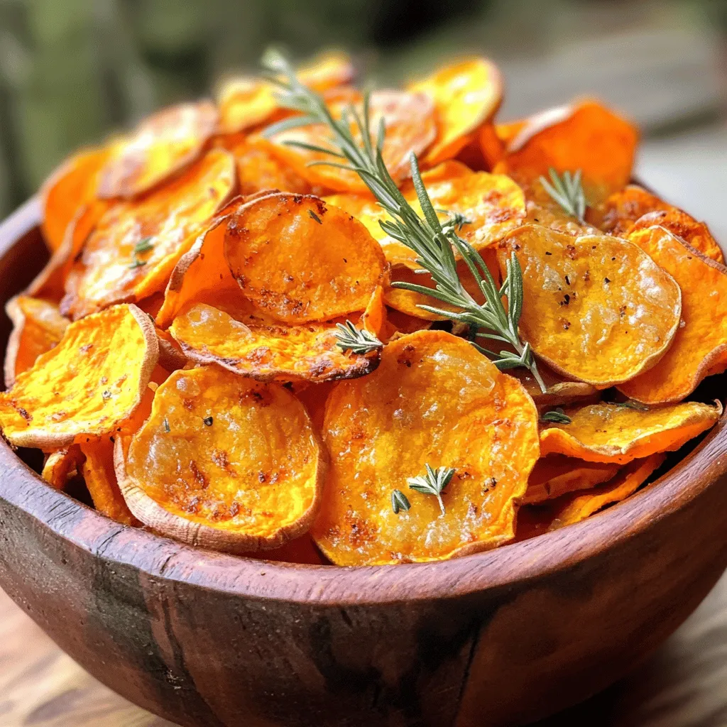 Für dieses einfache Rezept brauchst du: - 2 große Süßkartoffeln - 2 Esslöffel Olivenöl Diese Zutaten sind die Basis. Süßkartoffeln sind süß und nahrhaft. Olivenöl sorgt für eine schöne Bräunung und Knusprigkeit. Um den Geschmack zu verbessern, füge diese Gewürze hinzu: - 1 Teelöffel geräuchertes Paprikapulver - 1 Teelöffel Knoblauchpulver - 1 Teelöffel Meersalz - 1/2 Teelöffel schwarzer Pfeffer Diese Gewürze bringen viel Aroma. Geräuchertes Paprikapulver gibt einen tollen Rauchgeschmack. Meersalz und Pfeffer bringen die Aromen zusammen. Frische Kräuter machen deine Chips noch besser. Hier sind einige Vorschläge: - Rosmarin - Thymian Diese Kräuter sind perfekt zum Garnieren. Sie fügen eine frische Note hinzu. Du kannst sie nach dem Backen einfach darüberstreuen. So wird der Geschmack noch intensiver! Für das gesamte Rezept schaue dir die Full Recipe an. Heize deinen Ofen auf 200°C vor. Lege zwei Backbleche mit Backpapier aus. Das sorgt dafür, dass die Chips nicht kleben bleiben. Wasche die Süßkartoffeln gründlich. Schäle sie dann mit einem Schäler. Jetzt kommt der wichtigste Teil: Schneide die Kartoffeln sehr dünn. Nutze dafür einen Mandolinenschneider oder ein scharfes Messer. Die Scheiben sollten etwa 3 mm dick sein. So werden sie schön knusprig. Nimm eine große Schüssel. Gib die dünnen Süßkartoffelscheiben hinein. Füge 2 Esslöffel Olivenöl und die Gewürze hinzu: 1 Teelöffel geräuchertes Paprikapulver, 1 Teelöffel Knoblauchpulver, 1 Teelöffel Meersalz und 1/2 Teelöffel schwarzen Pfeffer. Mische alles gut, bis jede Scheibe gleichmäßig bedeckt ist. Der Mix aus Öl und Gewürzen bringt den besten Geschmack. Verteile die Scheiben gleichmäßig auf den Backblechen. Achte darauf, dass sie sich nicht überlappen. Das ist wichtig für die Knusprigkeit. Backe die Chips für 15-20 Minuten. Wende die Chips in der Mitte der Zeit. So werden sie von beiden Seiten goldbraun. Behalte sie im Auge, denn die Backzeit kann je nach Dicke schwanken. Wenn sie fertig sind, lass sie einige Minuten abkühlen. So werden sie noch knuspriger. Genieß sie pur oder mit einem Dipp! Für das gesamte Rezept schau dir die [Full Recipe] an. Ein häufiger Fehler ist, die Süßkartoffeln zu dick zu schneiden. Halte die Scheiben dünn. Ideal sind etwa 3 mm. Wenn sie zu dick sind, werden sie nicht knusprig. Ein weiterer Fehler ist, die Chips zu dicht auf das Backblech zu legen. Achte darauf, dass sie sich nicht überlappen. So kann die Luft zirkulieren. Du kannst die Gewürze nach deinem Geschmack anpassen. Probiere zum Beispiel: - Würzige Süßkartoffelchips: Füge Chili-Pulver hinzu. - Süßkartoffelchips mit Käsegeschmack: Bestreue sie vor dem Backen mit Parmesan. - Kräuterchips: Mische frische Kräuter wie Rosmarin oder Thymian in die Mischung. Um die Chips extra knusprig zu machen, lasse die geschnittenen Süßkartoffeln vor dem Backen 30 Minuten in Wasser einweichen. Dadurch entfernst du überschüssige Stärke. Trockne sie danach gut ab, bevor du sie mit Öl vermischst. Ein weiterer Trick ist, die Chips nach dem Backen einige Minuten im offenen Ofen zu lassen. Sie bleiben so länger knusprig. Für das vollständige Rezept, schau dir die Anleitung unter [Full Recipe] an. {{image_4}} Für einen kickenden Geschmack füge Chili und Limette hinzu. Mische 1 Teelöffel Chili-Pulver und den Saft von 1 Limette in die Süßkartoffeln. Diese Mischung gibt den Chips ein tolles Aroma und einen kleinen Schärfekick. Stelle sicher, dass die Chips gleichmäßig gewürzt sind. So wird jeder Biss spannend und frisch. Wenn du Käse magst, ist diese Variante perfekt. Verwende 1/4 Tasse geriebenen Parmesan oder Cheddar. Mische den Käse mit den Gewürzen vor dem Backen. So haftet der Käse gut an den Chips. Die Chips werden herzhaft und lecker. Sie passen gut zu einem Filmabend oder als Snack für Gäste. Dips machen die Chips noch besser. Probiere Hummus oder Guacamole. Diese Dips sind gesund und lecker. Du kannst auch einen Joghurt-Dip mit frischen Kräutern machen. Das gibt den Chips einen zusätzlichen Geschmack. Du kannst die Dips in kleinen Schalen servieren. So kann jeder nach Belieben dippen. Das macht das Snacken noch mehr Spaß! Die Chips bleiben am besten in einem luftdichten Behälter. Dies schützt sie vor Feuchtigkeit. Verwende einen Behälter aus Glas oder Plastik mit festem Deckel. So bleiben die Chips knusprig und frisch. Um die Chips aufzuwärmen, benutze den Ofen. Heize ihn auf 180°C (350°F) vor. Lege die Chips auf ein Backblech und wärme sie für 5-10 Minuten. So werden sie wieder schön knusprig. Vermeide die Mikrowelle, da sie die Chips weich macht. Die Chips halten sich bis zu einer Woche, wenn sie richtig gelagert werden. Du kannst sie auch in Salaten oder als Topping für Suppen verwenden. Das gibt jedem Gericht einen tollen Crunch. Wenn du Reste hast, probiere sie kreativ zu nutzen. Die Zubereitung für krosse gebackene Süßkartoffelchips dauert etwa 10 Minuten. Das Backen dauert zusätzlich 15 bis 20 Minuten. Insgesamt benötigst du also rund 30 Minuten, um diese leckeren Chips zu machen. Achte darauf, die Chips in der Mitte der Backzeit zu wenden, damit sie gleichmäßig knusprig werden. Ja, du kannst auch andere Gemüsesorten backen. Karotten, Zucchini und Rote Beete sind tolle Optionen. Schneide sie dünn, genau wie die Süßkartoffeln. Die Backzeit kann je nach Sorte variieren, also behalte sie im Auge. Experimentiere mit verschiedenen Gewürzen, um neue Geschmäcker zu entdecken. Um die Chips gesünder zu machen, kannst du weniger Öl verwenden. Du kannst auch Gewürze wie Paprika oder Curry hinzufügen, um den Geschmack zu verbessern. Achte darauf, die Süßkartoffeln nicht zu überbacken, damit sie nicht zu trocken werden. So bleiben sie schmackhaft und nahrhaft. Die Nährwerte variieren je nach Zutaten und Portionen. Im Durchschnitt enthalten 100 Gramm gebackene Süßkartoffelchips etwa: - Kalorien: 150 - Fett: 6 g - Kohlenhydrate: 22 g - Eiweiß: 2 g Diese Chips bieten Ballaststoffe und Vitamine, die gut für die Gesundheit sind. Für die genauen Nährwerte, siehe das [Full Recipe]. In diesem Blogbeitrag haben wir die perfekten krossen Süßkartoffelchips behandelt. Wir haben die Hauptzutaten und Gewürze erkundet, um den besten Geschmack zu erreichen. Die Schritt-für-Schritt-Anleitung hilft dir, die Chips richtig zuzubereiten. Denk daran, häufige Fehler zu vermeiden und verschiedene Variationen auszuprobieren. Lagere die Chips gut, um die Knusprigkeit zu erhalten. Mit den FAQs hast du alle wichtigen Informationen. Probiere es aus und genieße die leckeren Chips!