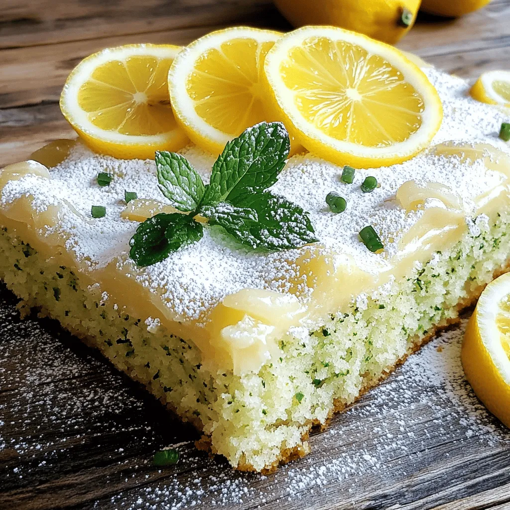 Für den Zitronen-Zucchini-Blätterkuchen brauchst du diese Hauptzutaten: - 2 Tassen geriebene Zucchini (ca. 2 mittelgroße Zucchini) - 1 Tasse Kristallzucker - 1/2 Tasse Pflanzenöl - 1/2 Tasse ungesüßtes Apfelmus - 3 große Eier - 2 Teelöffel Vanilleextrakt - 2 Tassen Weizenmehl (Typ 550) - 1 Teelöffel Backpulver - 1 Teelöffel Natron - 1/2 Teelöffel Salz - Schale von 2 Zitronen (Zitronenzeste) - 1/4 Tasse frisch gepresster Zitronensaft Um den Kuchen noch besser zu machen, kannst du einige zusätzliche Zutaten verwenden: - Puderzucker zum Bestäuben - Frische Zitronenscheiben zur Dekoration - Minzeblätter für einen schönen Farbkontrast Wenn du die Zutaten auswählst, achte auf folgende Punkte: - Wähle frische Zucchini. Sie sollten fest und glänzend sein. - Verwende frisch gepressten Zitronensaft. Das gibt den besten Geschmack. - Achte darauf, dass das Weizenmehl von guter Qualität ist. So wird der Kuchen fluffiger. - Bio-Zutaten sind eine gute Wahl für mehr Geschmack und weniger Chemikalien. Diese Tipps helfen dir, einen tollen Zitronen-Zucchini-Blätterkuchen zu backen. Für das vollständige Rezept schau dir die [Full Recipe] an. Heize deinen Ofen auf 175 °C vor. Während der Ofen sich aufwärmt, fette eine 23x33 cm große Backform mit etwas Öl ein. Lege das Backpapier in die Form, sodass es an den Seiten herausragt. So kannst du den Kuchen später leicht herausnehmen. In einer großen Schüssel, mixe den Kristallzucker, das Pflanzenöl, das Apfelmus, die Eier und den Vanilleextrakt. Benutze einen Schneebesen, um alles gut zu vermengen. Es sollte eine glatte Masse entstehen. Jetzt füge die geriebene Zucchini, die Zitronenschale und den Zitronensaft hinzu. Rühre alles gründlich um. In einer anderen Schüssel, kombiniere das Weizenmehl, Backpulver, Natron und das Salz. Mische diese trockenen Zutaten gut, damit keine Klumpen entstehen. Füge die trockene Mischung nach und nach zur feuchten Mischung hinzu. Rühre vorsichtig, bis alles gerade so vermischt ist. Es ist in Ordnung, wenn kleine Klümpchen bleiben. Gieße den Teig in die vorbereitete Backform. Verwende einen Spatel, um die Oberfläche glatt zu streichen. Backe den Kuchen für 25 bis 30 Minuten. Stecke einen Zahnstocher in die Mitte. Wenn er sauber herauskommt, ist der Kuchen fertig. Lass ihn etwa 10 Minuten in der Form abkühlen, bevor du ihn auf ein Kuchengitter legst. Dort kann er vollständig abkühlen. Für das vollständige Rezept, schau dir die Anleitung an. Um den besten Zitronen-Zucchini-Blätterkuchen zu backen, heize deinen Ofen auf 175 °C vor. Die Backzeit liegt zwischen 25 und 30 Minuten. Stecke einen Zahnstocher in die Mitte des Kuchens. Wenn er sauber herauskommt, ist dein Kuchen fertig. Zu langes Backen kann den Kuchen trocken machen. Achte darauf, die Zeit genau zu beobachten. Ein paar Küchenwerkzeuge machen die Zubereitung einfacher. Du brauchst: - Eine große Schüssel - Einen Schneebesen - Eine Backform (23x33 cm) - Ein Backpapier - Einen Zahnstocher oder Holzspiess Diese Geräte helfen dir, die Zutaten gut zu mischen und den Kuchen einfach herauszunehmen. Wenn dein Kuchen zu feucht ist, könnte zu viel Zucchini drin sein. Achte darauf, die Zucchini gut abzutropfen. Wenn der Kuchen nicht aufgeht, prüfe, ob dein Backpulver frisch ist. Mische die trockenen und feuchten Zutaten sanft. Zu starkes Rühren kann den Kuchen fest machen. Wenn du Fragen hast, findest du das vollständige Rezept für den Zitronen-Zucchini-Blätterkuchen in der Rezeptübersicht. {{image_4}} Wenn du gesünder backen möchtest, probiere Vollkornmehl. Es gibt deinem Kuchen mehr Ballaststoffe. Du kannst auch die Zuckermenge reduzieren. Statt 1 Tasse Zucker, nimm 3/4 Tasse. Du kannst auch Honig oder Agavendicksaft verwenden. Diese Alternativen machen den Kuchen süßer und gesünder. Um den Geschmack zu verbessern, füge Nüsse hinzu. Walnüsse oder Mandeln passen gut. Sie geben einen knusprigen Biss. Auch Schokoladenstückchen sind eine tolle Idee. Sie bringen eine süße Note. Du kannst auch Kokosraspeln für einen tropischen Geschmack verwenden. Mixe die Zutaten direkt in den Teig, bevor du ihn backst. Für eine vegane Version benutze Leinsamen-Eier. Mische 1 Esslöffel gemahlene Leinsamen mit 3 Esslöffeln Wasser. Lass es 5 Minuten stehen. Das ersetzt ein Ei. Für glutenfreie Alternativen, ersetze das Weizenmehl durch glutenfreies Mehl. Achte darauf, um die gleiche Menge zu verwenden. So bleibt die Konsistenz gleich. Du kannst auch eine glutenfreie Backmischung verwenden. Diese ist meist schon perfekt gemischt. Besuche den Abschnitt mit dem Full Recipe für genauere Anleitungen. Um den Zitronen-Zucchini-Blätterkuchen frisch zu halten, lege ihn in einen luftdichten Behälter. Du kannst ihn auch in Frischhaltefolie einwickeln. So bleibt die Feuchtigkeit im Kuchen. Lass den Kuchen zuerst vollständig abkühlen, bevor du ihn lagerst. Wenn du ihn einfrieren möchtest, schneide ihn in Stücke. Lege die Stücke in einen Gefrierbeutel und drücke die Luft raus. So bleibt der Kuchen bis zu drei Monate frisch. Der Kuchen hält sich im Kühlschrank etwa eine Woche. Achte auf Veränderungen in der Textur oder auf Schimmel. Wenn der Kuchen trocken oder bröckelig wird, ist es Zeit, ihn wegzuwerfen. Ein frischer Kuchen hat eine weiche, saftige Konsistenz. Um zu verhindern, dass der Kuchen zu feucht wird, achte auf die Zucchini. Drücke die geriebene Zucchini leicht aus. So entweichst du überschüssige Flüssigkeit. Ein weiteres wichtiges Detail ist, dass du die Zutaten gut abwiegst. Zu viel Apfelmus oder Öl kann den Kuchen feucht machen. Halte dich an das Rezept. Wenn der Teig zu flüssig erscheint, füge etwas mehr Mehl hinzu. Ja, du kannst andere Obstsorten hinzufügen. Zum Beispiel passen geriebene Karotten gut. Auch Äpfel sind eine schöne Wahl. Sie bringen Süße und Textur in den Kuchen. Achte darauf, die Menge abzugleichen, damit die Feuchtigkeit stimmt. Du kannst auch Beeren verwenden, aber reduziere dann die Flüssigkeit im Rezept. Der Kuchen braucht etwa 10 Minuten in der Form zum Abkühlen. Danach lege ihn auf ein Kuchengitter. Dort kann er weitere 30 Minuten abkühlen. Es ist wichtig, dass der Kuchen vollständig abkühlt, bevor du ihn schneidest. So bleibt die Form schön und der Geschmack entfaltet sich besser. Das vollständige Rezept für den Zitronen-Zucchini-Blätterkuchen findest du hier: [Full Recipe]. Dort erhältst du die genauen Mengen und Anleitungen für diesen köstlichen Kuchen. In diesem Blogbeitrag habe ich die wichtigsten Zutaten und Schritte für einen leckeren Kuchen erklärt. Ich habe dir auch Tipps gegeben, um deine Backkünste zu verbessern. Variationen ermöglichen dir, kreativ zu werden. Denk daran, die Lagerung des Kuchens richtig zu handhaben, damit er frisch bleibt. Mit den Antworten auf häufige Fragen bist du bestens vorbereitet. Viel Spaß beim Backen und Genießen!